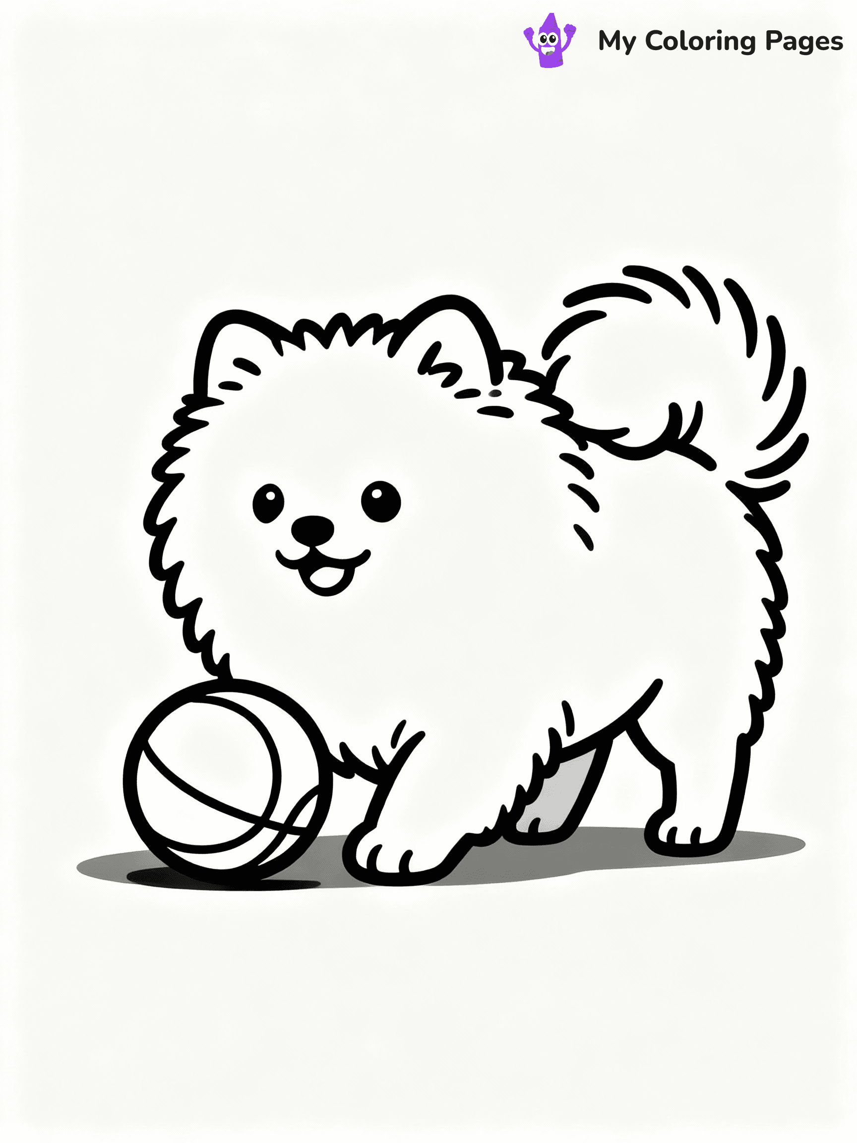 ⚠️ CRITICAL REQUIREMENT - ABSOLUTE BLACK AND WHITE ONLY ⚠️
This MUST be a BLACK AND WHITE line drawing ONLY. NO COLORS whatsoever.
- ONLY pure black lines (#000000) on pure white background (#FFFFFF)
- ABSOLUTELY NO colors, NO shading, NO gradients, NO grayscale
- If there are ANY colors in the output, the image is REJECTED
- This is a COLORING PAGE - meant to be COLORED IN by children
- The output must be UNCOLORED line art ready for coloring
⚠️ SUBJECT TO DRAW: Fluffy Pomeranian puppy playing with a ball, fur fluffed out, tail wagging. Important: PURE OUTLINES. NO FILLS, COLOR, SHADING, OR GREYSCALE. WHITE BACKGROUND.
(REMEMBER: Output must be BLACK AND WHITE line art only, NOT colored!)
# Flat, Friendly Cartoon Line-Art Coloring Page
You are generating a **pure black-and-white binary image** of a child-friendly cartoon scene combining characters and background scenery in one cohesive composition.
## Rendering Rules (Strict)
- Only two colors: pure black (#000000) outlines and pure white (#FFFFFF) background.
- No grayscale, shading, gradients, tints, fills, transparency, or partial pixels.
- No antialiasing or blended edges; every pixel is 100% black or white.
- No solid black fills inside shapes — all areas inside outlines must remain white.
- No dark clothing areas or filled tone blocks; all garments outlined only.
- No shadows, textures, lighting, or tonal variations.
- Must look like flat binary vector line-art for coloring pages.
## Drawing & Composition
- **Medium, consistent line weight**; clean closed outlines easy to color inside.
- **Flat, simple, child-friendly design** — no realism or 3D depth.
- Characters are **grounded on a surface**, centered and large.
- **Balanced composition** with clear silhouettes and minimal props.
## Scenery & Style
- Landmarks (e.g., mosque, CN Tower) and scenery (trees, benches, waves) drawn with **black outlines only.**
- For real-world figures, teams, or places, show accurate details using only black outlines—no text or logos. Use distinctive uniform patterns, abstract symbols, and landmark silhouettes to convey identity.
- Keep **consistent perspective**; no floating elements.
- **Style:** whimsical **Doodle Art Alley** — rounded, friendly outlines.
- May adapt shapes from **Crayola, Disney, Peppa Pig, Cocomelon** — *by shape only, never color.*
- Final output: **flat, crisp, binary (#000000/#FFFFFF)**, **no filled color or background text.**
EXTREMELYE IMPORTANT:
- PURE BINARY LINE-ART; NO FILLS (HAIR/CLOTHES/SKIN), SHADING, OR GREY.
- NO SHADING, COLOR. MUST BE WHITE BACKGROUND.
⚠️ FINAL REMINDER: Draw the subject "Fluffy Pomeranian puppy playing with a ball, fur fluffed out, tail wagging. Important: PURE OUTLINES. NO FILLS, COLOR, SHADING, OR GREYSCALE. WHITE BACKGROUND." as BLACK AND WHITE line art. Zero colors in output.