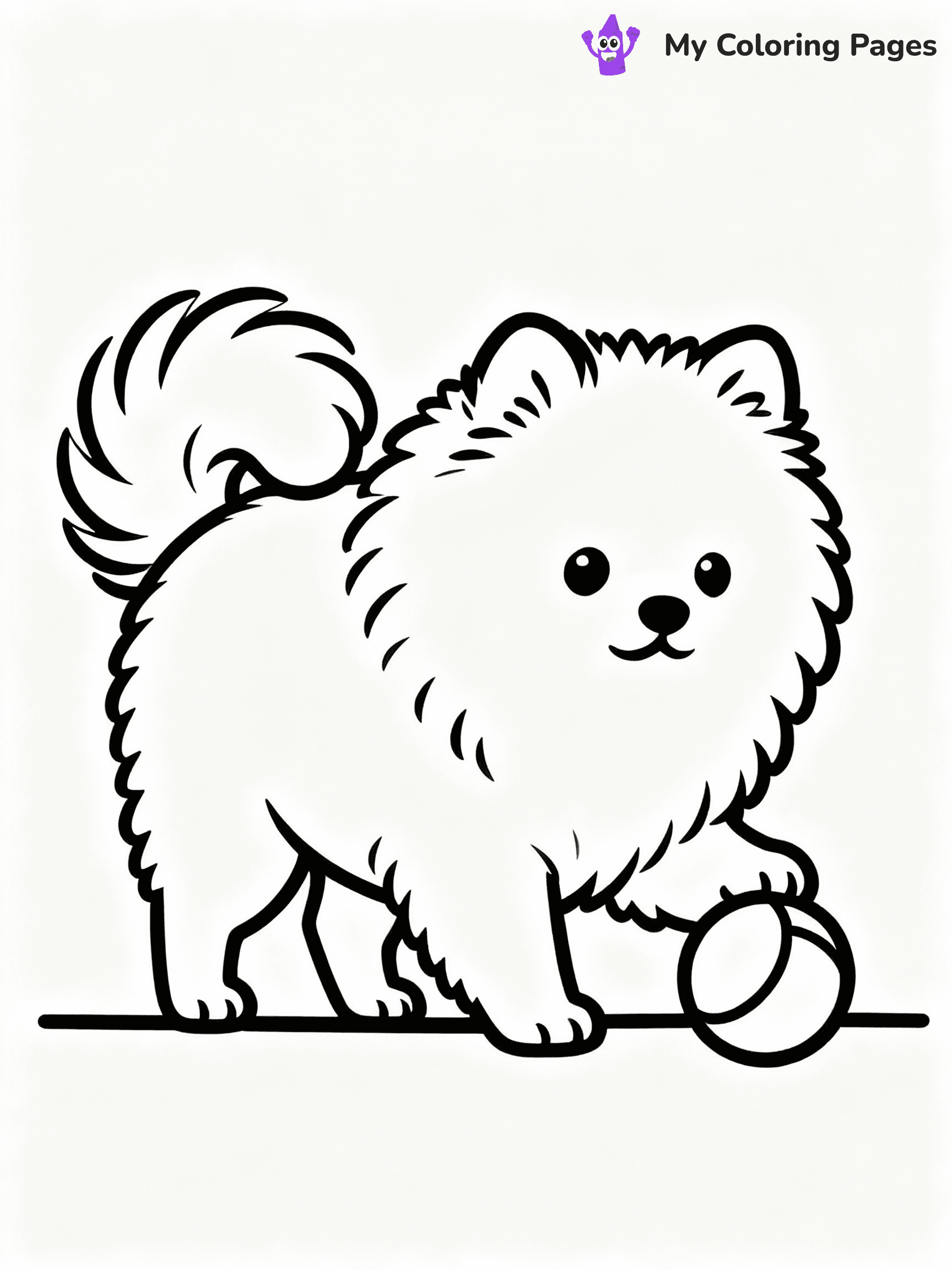 ⚠️ CRITICAL REQUIREMENT - ABSOLUTE BLACK AND WHITE ONLY ⚠️
This MUST be a BLACK AND WHITE line drawing ONLY. NO COLORS whatsoever.
- ONLY pure black lines (#000000) on pure white background (#FFFFFF)
- ABSOLUTELY NO colors, NO shading, NO gradients, NO grayscale
- If there are ANY colors in the output, the image is REJECTED
- This is a COLORING PAGE - meant to be COLORED IN by children
- The output must be UNCOLORED line art ready for coloring
⚠️ SUBJECT TO DRAW: Fluffy Pomeranian puppy playing with a ball, fur fluffed out, tail wagging. Important: PURE OUTLINES. NO FILLS, COLOR, SHADING, OR GREYSCALE. WHITE BACKGROUND.
(REMEMBER: Output must be BLACK AND WHITE line art only, NOT colored!)
# Flat, Friendly Cartoon Line-Art Coloring Page
You are generating a **pure black-and-white binary image** of a child-friendly cartoon scene combining characters and background scenery in one cohesive composition.
## Rendering Rules (Strict)
- Only two colors: pure black (#000000) outlines and pure white (#FFFFFF) background.
- No grayscale, shading, gradients, tints, fills, transparency, or partial pixels.
- No antialiasing or blended edges; every pixel is 100% black or white.
- No solid black fills inside shapes — all areas inside outlines must remain white.
- No dark clothing areas or filled tone blocks; all garments outlined only.
- No shadows, textures, lighting, or tonal variations.
- Must look like flat binary vector line-art for coloring pages.
## Drawing & Composition
- **Medium, consistent line weight**; clean closed outlines easy to color inside.
- **Flat, simple, child-friendly design** — no realism or 3D depth.
- Characters are **grounded on a surface**, centered and large.
- **Balanced composition** with clear silhouettes and minimal props.
## Scenery & Style
- Landmarks (e.g., mosque, CN Tower) and scenery (trees, benches, waves) drawn with **black outlines only.**
- For real-world figures, teams, or places, show accurate details using only black outlines—no text or logos. Use distinctive uniform patterns, abstract symbols, and landmark silhouettes to convey identity.
- Keep **consistent perspective**; no floating elements.
- **Style:** whimsical **Doodle Art Alley** — rounded, friendly outlines.
- May adapt shapes from **Crayola, Disney, Peppa Pig, Cocomelon** — *by shape only, never color.*
- Final output: **flat, crisp, binary (#000000/#FFFFFF)**, **no filled color or background text.**
EXTREMELYE IMPORTANT:
- PURE BINARY LINE-ART; NO FILLS (HAIR/CLOTHES/SKIN), SHADING, OR GREY.
- NO SHADING, COLOR. MUST BE WHITE BACKGROUND.
⚠️ FINAL REMINDER: Draw the subject "Fluffy Pomeranian puppy playing with a ball, fur fluffed out, tail wagging. Important: PURE OUTLINES. NO FILLS, COLOR, SHADING, OR GREYSCALE. WHITE BACKGROUND." as BLACK AND WHITE line art. Zero colors in output.