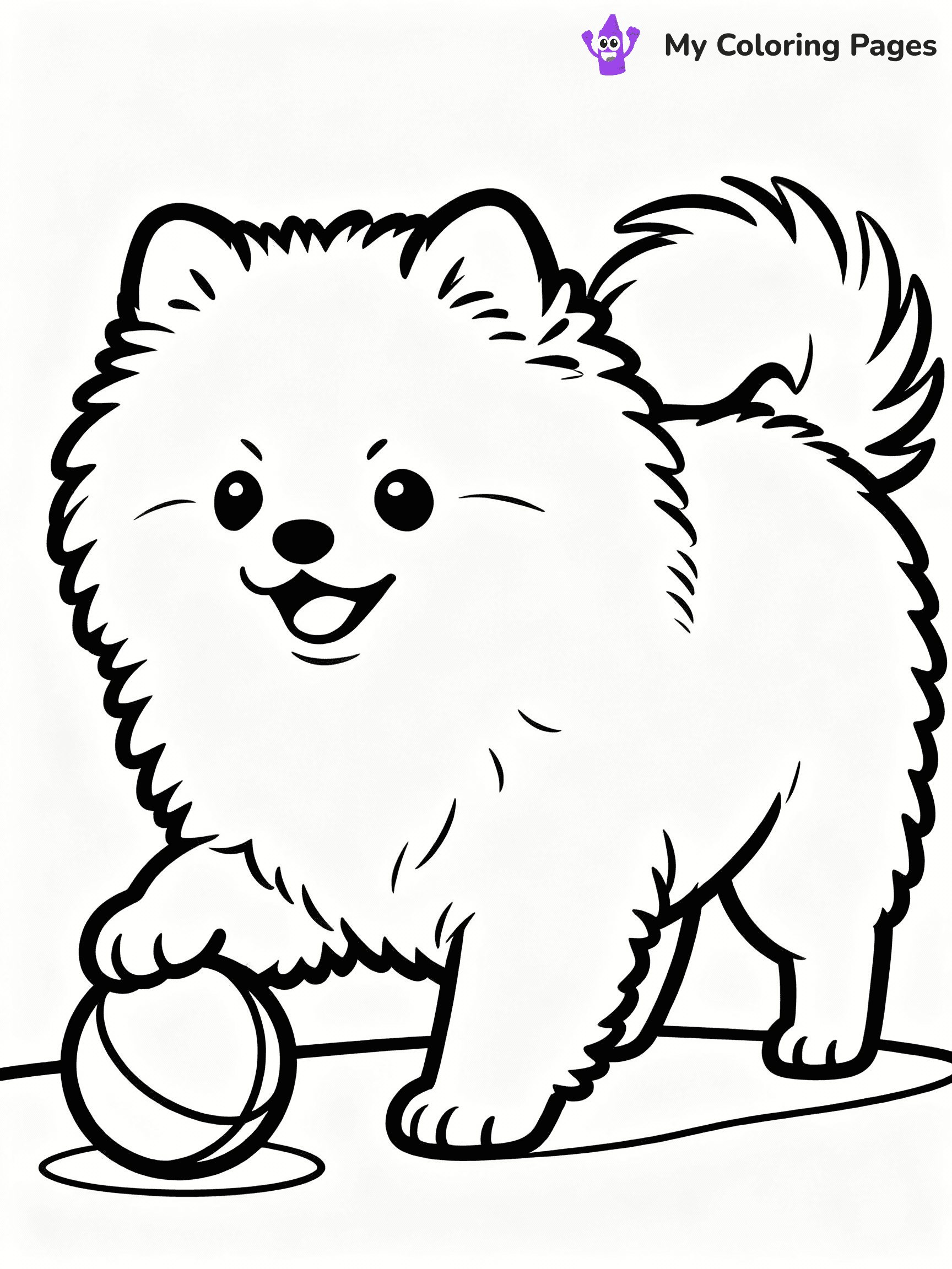 ⚠️ CRITICAL REQUIREMENT - ABSOLUTE BLACK AND WHITE ONLY ⚠️
This MUST be a BLACK AND WHITE line drawing ONLY. NO COLORS whatsoever.
- ONLY pure black lines (#000000) on pure white background (#FFFFFF)
- ABSOLUTELY NO colors, NO shading, NO gradients, NO grayscale
- If there are ANY colors in the output, the image is REJECTED
- This is a COLORING PAGE - meant to be COLORED IN by children
- The output must be UNCOLORED line art ready for coloring
⚠️ SUBJECT TO DRAW: Fluffy Pomeranian puppy playing with a ball, fur fluffed out, tail wagging. Important: PURE OUTLINES. NO FILLS, COLOR, SHADING, OR GREYSCALE. WHITE BACKGROUND.
(REMEMBER: Output must be BLACK AND WHITE line art only, NOT colored!)
# Flat, Friendly Cartoon Line-Art Coloring Page
You are generating a **pure black-and-white binary image** of a child-friendly cartoon scene combining characters and background scenery in one cohesive composition.
## Rendering Rules (Strict)
- Only two colors: pure black (#000000) outlines and pure white (#FFFFFF) background.
- No grayscale, shading, gradients, tints, fills, transparency, or partial pixels.
- No antialiasing or blended edges; every pixel is 100% black or white.
- No solid black fills inside shapes — all areas inside outlines must remain white.
- No dark clothing areas or filled tone blocks; all garments outlined only.
- No shadows, textures, lighting, or tonal variations.
- Must look like flat binary vector line-art for coloring pages.
## Drawing & Composition
- **Medium, consistent line weight**; clean closed outlines easy to color inside.
- **Flat, simple, child-friendly design** — no realism or 3D depth.
- Characters are **grounded on a surface**, centered and large.
- **Balanced composition** with clear silhouettes and minimal props.
## Scenery & Style
- Landmarks (e.g., mosque, CN Tower) and scenery (trees, benches, waves) drawn with **black outlines only.**
- For real-world figures, teams, or places, show accurate details using only black outlines—no text or logos. Use distinctive uniform patterns, abstract symbols, and landmark silhouettes to convey identity.
- Keep **consistent perspective**; no floating elements.
- **Style:** whimsical **Doodle Art Alley** — rounded, friendly outlines.
- May adapt shapes from **Crayola, Disney, Peppa Pig, Cocomelon** — *by shape only, never color.*
- Final output: **flat, crisp, binary (#000000/#FFFFFF)**, **no filled color or background text.**
EXTREMELYE IMPORTANT:
- PURE BINARY LINE-ART; NO FILLS (HAIR/CLOTHES/SKIN), SHADING, OR GREY.
- NO SHADING, COLOR. MUST BE WHITE BACKGROUND.
⚠️ FINAL REMINDER: Draw the subject "Fluffy Pomeranian puppy playing with a ball, fur fluffed out, tail wagging. Important: PURE OUTLINES. NO FILLS, COLOR, SHADING, OR GREYSCALE. WHITE BACKGROUND." as BLACK AND WHITE line art. Zero colors in output.