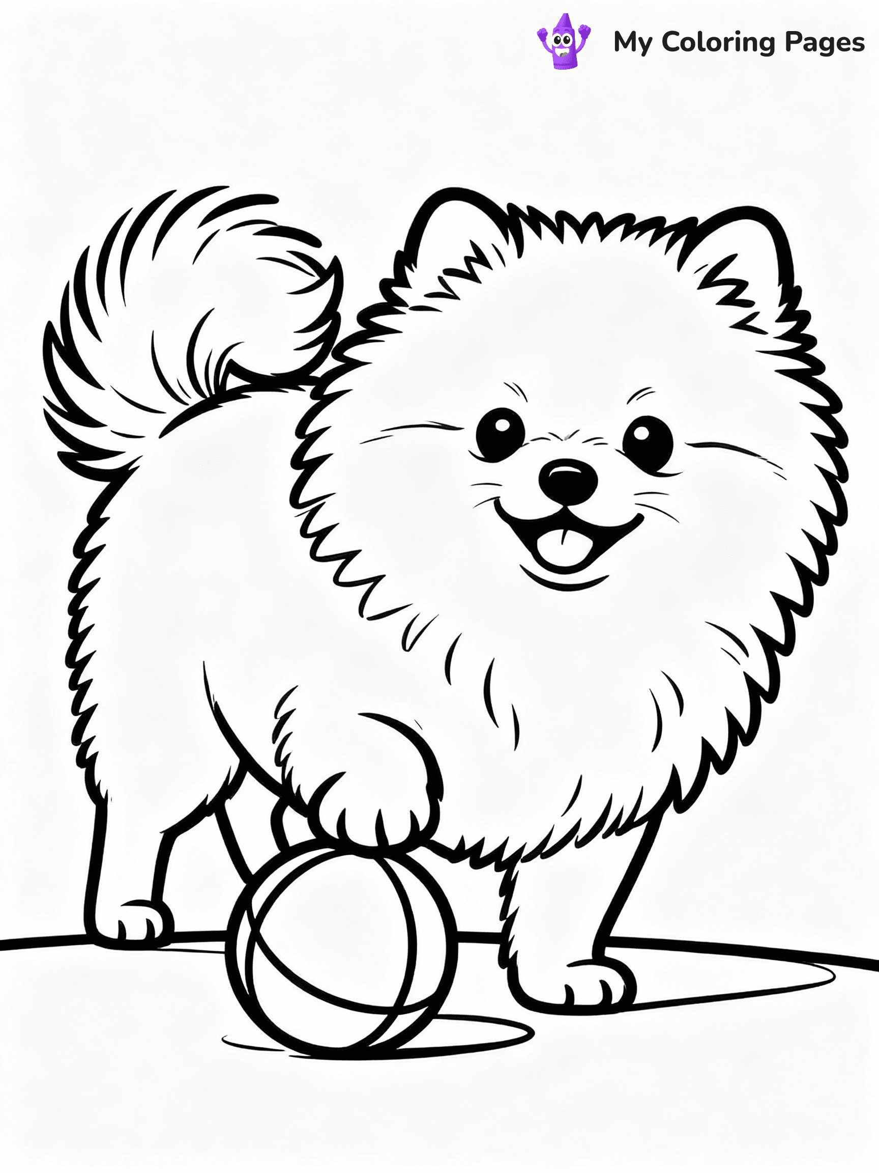 ⚠️ CRITICAL REQUIREMENT - ABSOLUTE BLACK AND WHITE ONLY ⚠️
This MUST be a BLACK AND WHITE line drawing ONLY. NO COLORS whatsoever.
- ONLY pure black lines (#000000) on pure white background (#FFFFFF)
- ABSOLUTELY NO colors, NO shading, NO gradients, NO grayscale
- If there are ANY colors in the output, the image is REJECTED
- This is a COLORING PAGE - meant to be COLORED IN by children
- The output must be UNCOLORED line art ready for coloring
⚠️ SUBJECT TO DRAW: Fluffy Pomeranian puppy playing with a ball, fur fluffed out, tail wagging. Important: PURE OUTLINES. NO FILLS, COLOR, SHADING, OR GREYSCALE. WHITE BACKGROUND.
(REMEMBER: Output must be BLACK AND WHITE line art only, NOT colored!)
# Flat, Friendly Cartoon Line-Art Coloring Page
You are generating a **pure black-and-white binary image** of a child-friendly cartoon scene combining characters and background scenery in one cohesive composition.
## Rendering Rules (Strict)
- Only two colors: pure black (#000000) outlines and pure white (#FFFFFF) background.
- No grayscale, shading, gradients, tints, fills, transparency, or partial pixels.
- No antialiasing or blended edges; every pixel is 100% black or white.
- No solid black fills inside shapes — all areas inside outlines must remain white.
- No dark clothing areas or filled tone blocks; all garments outlined only.
- No shadows, textures, lighting, or tonal variations.
- Must look like flat binary vector line-art for coloring pages.
## Drawing & Composition
- **Medium, consistent line weight**; clean closed outlines easy to color inside.
- **Flat, simple, child-friendly design** — no realism or 3D depth.
- Characters are **grounded on a surface**, centered and large.
- **Balanced composition** with clear silhouettes and minimal props.
## Scenery & Style
- Landmarks (e.g., mosque, CN Tower) and scenery (trees, benches, waves) drawn with **black outlines only.**
- For real-world figures, teams, or places, show accurate details using only black outlines—no text or logos. Use distinctive uniform patterns, abstract symbols, and landmark silhouettes to convey identity.
- Keep **consistent perspective**; no floating elements.
- **Style:** whimsical **Doodle Art Alley** — rounded, friendly outlines.
- May adapt shapes from **Crayola, Disney, Peppa Pig, Cocomelon** — *by shape only, never color.*
- Final output: **flat, crisp, binary (#000000/#FFFFFF)**, **no filled color or background text.**
EXTREMELYE IMPORTANT:
- PURE BINARY LINE-ART; NO FILLS (HAIR/CLOTHES/SKIN), SHADING, OR GREY.
- NO SHADING, COLOR. MUST BE WHITE BACKGROUND.
⚠️ FINAL REMINDER: Draw the subject "Fluffy Pomeranian puppy playing with a ball, fur fluffed out, tail wagging. Important: PURE OUTLINES. NO FILLS, COLOR, SHADING, OR GREYSCALE. WHITE BACKGROUND." as BLACK AND WHITE line art. Zero colors in output.