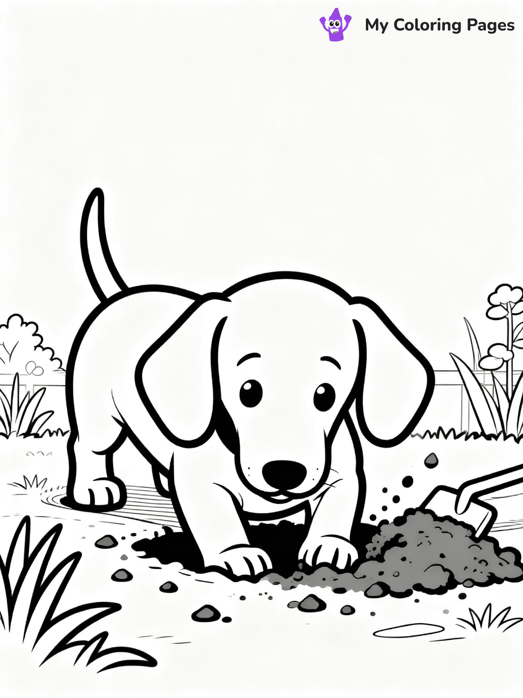 ⚠️ CRITICAL REQUIREMENT - ABSOLUTE BLACK AND WHITE ONLY ⚠️
This MUST be a BLACK AND WHITE line drawing ONLY. NO COLORS whatsoever.
- ONLY pure black lines (#000000) on pure white background (#FFFFFF)
- ABSOLUTELY NO colors, NO shading, NO gradients, NO grayscale
- If there are ANY colors in the output, the image is REJECTED
- This is a COLORING PAGE - meant to be COLORED IN by children
- The output must be UNCOLORED line art ready for coloring
⚠️ SUBJECT TO DRAW: Dachshund puppy digging in the garden, ears flopped, dirt flying around. Important: PURE OUTLINES. NO FILLS, COLOR, SHADING, OR GREYSCALE. WHITE BACKGROUND.
(REMEMBER: Output must be BLACK AND WHITE line art only, NOT colored!)
# Flat, Friendly Cartoon Line-Art Coloring Page
You are generating a **pure black-and-white binary image** of a child-friendly cartoon scene combining characters and background scenery in one cohesive composition.
## Rendering Rules (Strict)
- Only two colors: pure black (#000000) outlines and pure white (#FFFFFF) background.
- No grayscale, shading, gradients, tints, fills, transparency, or partial pixels.
- No antialiasing or blended edges; every pixel is 100% black or white.
- No solid black fills inside shapes — all areas inside outlines must remain white.
- No dark clothing areas or filled tone blocks; all garments outlined only.
- No shadows, textures, lighting, or tonal variations.
- Must look like flat binary vector line-art for coloring pages.
## Drawing & Composition
- **Medium, consistent line weight**; clean closed outlines easy to color inside.
- **Flat, simple, child-friendly design** — no realism or 3D depth.
- Characters are **grounded on a surface**, centered and large.
- **Balanced composition** with clear silhouettes and minimal props.
## Scenery & Style
- Landmarks (e.g., mosque, CN Tower) and scenery (trees, benches, waves) drawn with **black outlines only.**
- For real-world figures, teams, or places, show accurate details using only black outlines—no text or logos. Use distinctive uniform patterns, abstract symbols, and landmark silhouettes to convey identity.
- Keep **consistent perspective**; no floating elements.
- **Style:** whimsical **Doodle Art Alley** — rounded, friendly outlines.
- May adapt shapes from **Crayola, Disney, Peppa Pig, Cocomelon** — *by shape only, never color.*
- Final output: **flat, crisp, binary (#000000/#FFFFFF)**, **no filled color or background text.**
EXTREMELYE IMPORTANT:
- PURE BINARY LINE-ART; NO FILLS (HAIR/CLOTHES/SKIN), SHADING, OR GREY.
- NO SHADING, COLOR. MUST BE WHITE BACKGROUND.
⚠️ FINAL REMINDER: Draw the subject "Dachshund puppy digging in the garden, ears flopped, dirt flying around. Important: PURE OUTLINES. NO FILLS, COLOR, SHADING, OR GREYSCALE. WHITE BACKGROUND." as BLACK AND WHITE line art. Zero colors in output.