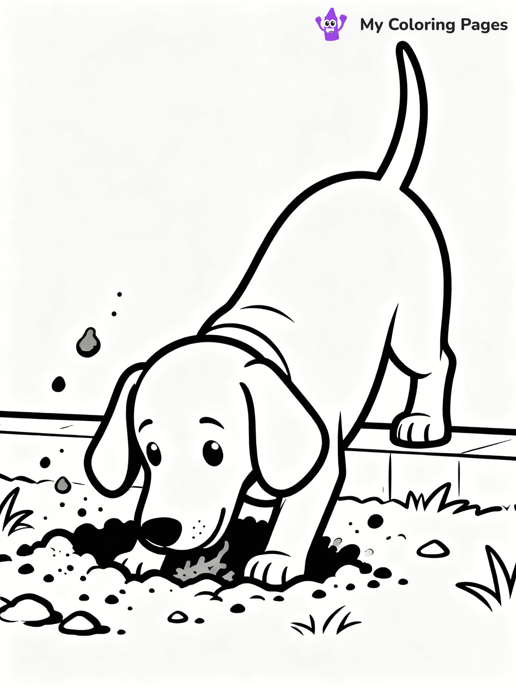 ⚠️ CRITICAL REQUIREMENT - ABSOLUTE BLACK AND WHITE ONLY ⚠️
This MUST be a BLACK AND WHITE line drawing ONLY. NO COLORS whatsoever.
- ONLY pure black lines (#000000) on pure white background (#FFFFFF)
- ABSOLUTELY NO colors, NO shading, NO gradients, NO grayscale
- If there are ANY colors in the output, the image is REJECTED
- This is a COLORING PAGE - meant to be COLORED IN by children
- The output must be UNCOLORED line art ready for coloring
⚠️ SUBJECT TO DRAW: Dachshund puppy digging in the garden, ears flopped, dirt flying around. Important: PURE OUTLINES. NO FILLS, COLOR, SHADING, OR GREYSCALE. WHITE BACKGROUND.
(REMEMBER: Output must be BLACK AND WHITE line art only, NOT colored!)
# Flat, Friendly Cartoon Line-Art Coloring Page
You are generating a **pure black-and-white binary image** of a child-friendly cartoon scene combining characters and background scenery in one cohesive composition.
## Rendering Rules (Strict)
- Only two colors: pure black (#000000) outlines and pure white (#FFFFFF) background.
- No grayscale, shading, gradients, tints, fills, transparency, or partial pixels.
- No antialiasing or blended edges; every pixel is 100% black or white.
- No solid black fills inside shapes — all areas inside outlines must remain white.
- No dark clothing areas or filled tone blocks; all garments outlined only.
- No shadows, textures, lighting, or tonal variations.
- Must look like flat binary vector line-art for coloring pages.
## Drawing & Composition
- **Medium, consistent line weight**; clean closed outlines easy to color inside.
- **Flat, simple, child-friendly design** — no realism or 3D depth.
- Characters are **grounded on a surface**, centered and large.
- **Balanced composition** with clear silhouettes and minimal props.
## Scenery & Style
- Landmarks (e.g., mosque, CN Tower) and scenery (trees, benches, waves) drawn with **black outlines only.**
- For real-world figures, teams, or places, show accurate details using only black outlines—no text or logos. Use distinctive uniform patterns, abstract symbols, and landmark silhouettes to convey identity.
- Keep **consistent perspective**; no floating elements.
- **Style:** whimsical **Doodle Art Alley** — rounded, friendly outlines.
- May adapt shapes from **Crayola, Disney, Peppa Pig, Cocomelon** — *by shape only, never color.*
- Final output: **flat, crisp, binary (#000000/#FFFFFF)**, **no filled color or background text.**
EXTREMELYE IMPORTANT:
- PURE BINARY LINE-ART; NO FILLS (HAIR/CLOTHES/SKIN), SHADING, OR GREY.
- NO SHADING, COLOR. MUST BE WHITE BACKGROUND.
⚠️ FINAL REMINDER: Draw the subject "Dachshund puppy digging in the garden, ears flopped, dirt flying around. Important: PURE OUTLINES. NO FILLS, COLOR, SHADING, OR GREYSCALE. WHITE BACKGROUND." as BLACK AND WHITE line art. Zero colors in output.