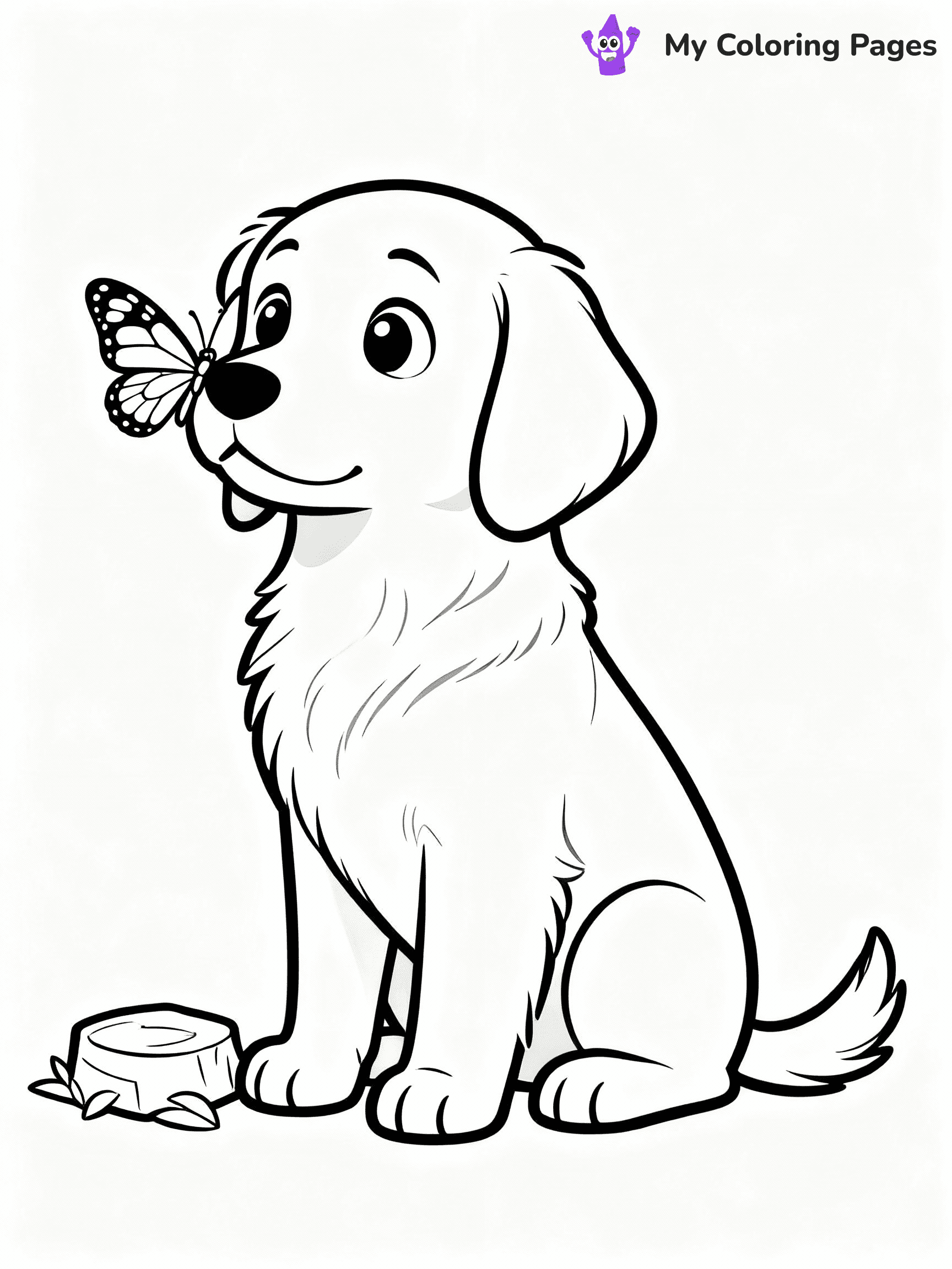 ⚠️ CRITICAL REQUIREMENT - ABSOLUTE BLACK AND WHITE ONLY ⚠️
This MUST be a BLACK AND WHITE line drawing ONLY. NO COLORS whatsoever.
- ONLY pure black lines (#000000) on pure white background (#FFFFFF)
- ABSOLUTELY NO colors, NO shading, NO gradients, NO grayscale
- If there are ANY colors in the output, the image is REJECTED
- This is a COLORING PAGE - meant to be COLORED IN by children
- The output must be UNCOLORED line art ready for coloring
⚠️ SUBJECT TO DRAW: Golden retriever puppy sitting with a butterfly on its nose, big eyes staring. Important: PURE OUTLINES. NO FILLS, COLOR, SHADING, OR GREYSCALE. WHITE BACKGROUND.
(REMEMBER: Output must be BLACK AND WHITE line art only, NOT colored!)
# Flat, Friendly Cartoon Line-Art Coloring Page
You are generating a **pure black-and-white binary image** of a child-friendly cartoon scene combining characters and background scenery in one cohesive composition.
## Rendering Rules (Strict)
- Only two colors: pure black (#000000) outlines and pure white (#FFFFFF) background.
- No grayscale, shading, gradients, tints, fills, transparency, or partial pixels.
- No antialiasing or blended edges; every pixel is 100% black or white.
- No solid black fills inside shapes — all areas inside outlines must remain white.
- No dark clothing areas or filled tone blocks; all garments outlined only.
- No shadows, textures, lighting, or tonal variations.
- Must look like flat binary vector line-art for coloring pages.
## Drawing & Composition
- **Medium, consistent line weight**; clean closed outlines easy to color inside.
- **Flat, simple, child-friendly design** — no realism or 3D depth.
- Characters are **grounded on a surface**, centered and large.
- **Balanced composition** with clear silhouettes and minimal props.
## Scenery & Style
- Landmarks (e.g., mosque, CN Tower) and scenery (trees, benches, waves) drawn with **black outlines only.**
- For real-world figures, teams, or places, show accurate details using only black outlines—no text or logos. Use distinctive uniform patterns, abstract symbols, and landmark silhouettes to convey identity.
- Keep **consistent perspective**; no floating elements.
- **Style:** whimsical **Doodle Art Alley** — rounded, friendly outlines.
- May adapt shapes from **Crayola, Disney, Peppa Pig, Cocomelon** — *by shape only, never color.*
- Final output: **flat, crisp, binary (#000000/#FFFFFF)**, **no filled color or background text.**
EXTREMELYE IMPORTANT:
- PURE BINARY LINE-ART; NO FILLS (HAIR/CLOTHES/SKIN), SHADING, OR GREY.
- NO SHADING, COLOR. MUST BE WHITE BACKGROUND.
⚠️ FINAL REMINDER: Draw the subject "Golden retriever puppy sitting with a butterfly on its nose, big eyes staring. Important: PURE OUTLINES. NO FILLS, COLOR, SHADING, OR GREYSCALE. WHITE BACKGROUND." as BLACK AND WHITE line art. Zero colors in output.