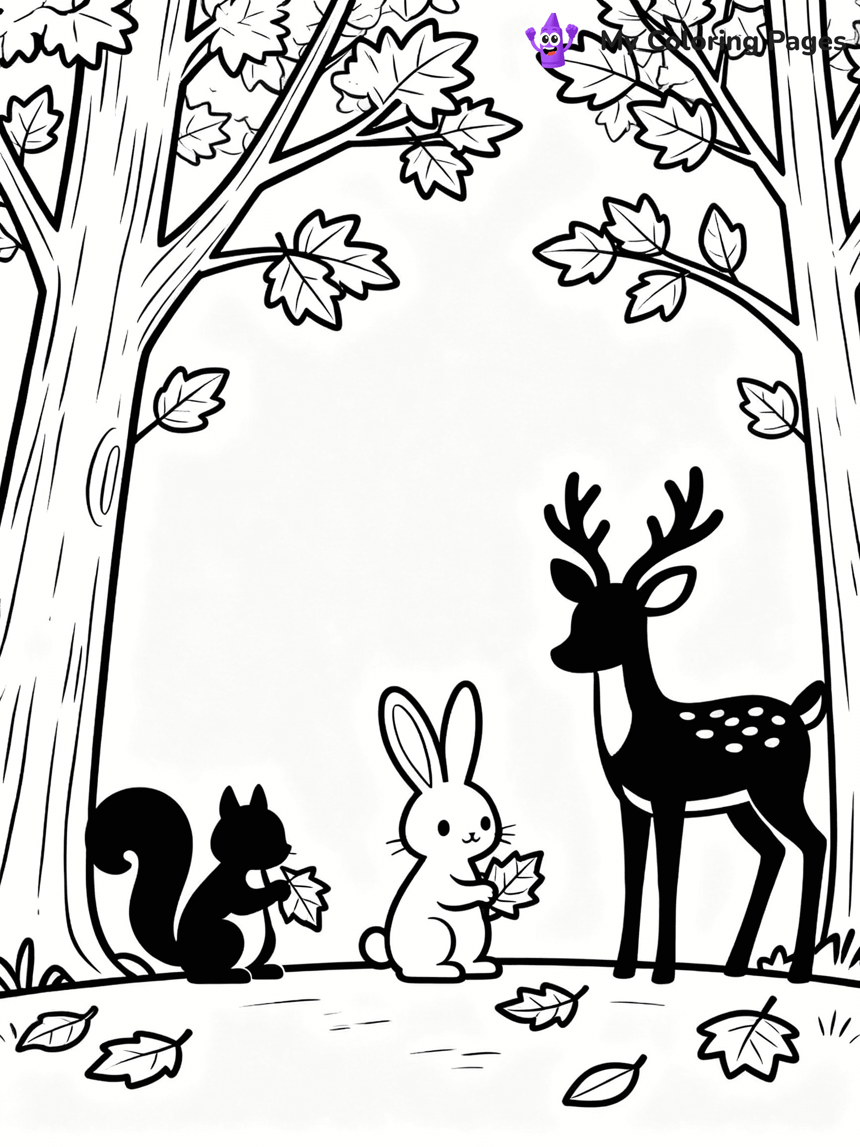 ⚠️ CRITICAL REQUIREMENT - ABSOLUTE BLACK AND WHITE ONLY ⚠️
This MUST be a BLACK AND WHITE line drawing ONLY. NO COLORS whatsoever.
- ONLY pure black lines (#000000) on pure white background (#FFFFFF)
- ABSOLUTELY NO colors, NO shading, NO gradients, NO grayscale
- If there are ANY colors in the output, the image is REJECTED
- This is a COLORING PAGE - meant to be COLORED IN by children
- The output must be UNCOLORED line art ready for coloring
⚠️ SUBJECT TO DRAW: Woodland animals gathering leaves in a cozy scene, in fall-themed style. PURE OUTLINES. NO FILLS, COLOR, SHADING, OR GREYSCALE. WHITE BACKGROUND.
(REMEMBER: Output must be BLACK AND WHITE line art only, NOT colored!)
# Flat, Friendly Cartoon Line-Art Coloring Page
You are generating a **pure black-and-white binary image** of a child-friendly cartoon scene combining characters and background scenery in one cohesive composition.
## Rendering Rules (Strict)
- Only two colors: pure black (#000000) outlines and pure white (#FFFFFF) background.
- No grayscale, shading, gradients, tints, fills, transparency, or partial pixels.
- No antialiasing or blended edges; every pixel is 100% black or white.
- No solid black fills inside shapes — all areas inside outlines must remain white.
- No dark clothing areas or filled tone blocks; all garments outlined only.
- No shadows, textures, lighting, or tonal variations.
- Must look like flat binary vector line-art for coloring pages.
## Drawing & Composition
- **Medium, consistent line weight**; clean closed outlines easy to color inside.
- **Flat, simple, child-friendly design** — no realism or 3D depth.
- Characters are **grounded on a surface**, centered and large.
- **Balanced composition** with clear silhouettes and minimal props.
## Scenery & Style
- Landmarks (e.g., mosque, CN Tower) and scenery (trees, benches, waves) drawn with **black outlines only.**
- For real-world figures, teams, or places, show accurate details using only black outlines—no text or logos. Use distinctive uniform patterns, abstract symbols, and landmark silhouettes to convey identity.
- Keep **consistent perspective**; no floating elements.
- **Style:** whimsical **Doodle Art Alley** — rounded, friendly outlines.
- May adapt shapes from **Crayola, Disney, Peppa Pig, Cocomelon** — *by shape only, never color.*
- Final output: **flat, crisp, binary (#000000/#FFFFFF)**, **no filled color or background text.**
EXTREMELYE IMPORTANT:
- PURE BINARY LINE-ART; NO FILLS (HAIR/CLOTHES/SKIN), SHADING, OR GREY.
- NO SHADING, COLOR. MUST BE WHITE BACKGROUND.
⚠️ FINAL REMINDER: Draw the subject "Woodland animals gathering leaves in a cozy scene, in fall-themed style. PURE OUTLINES. NO FILLS, COLOR, SHADING, OR GREYSCALE. WHITE BACKGROUND." as BLACK AND WHITE line art. Zero colors in output.