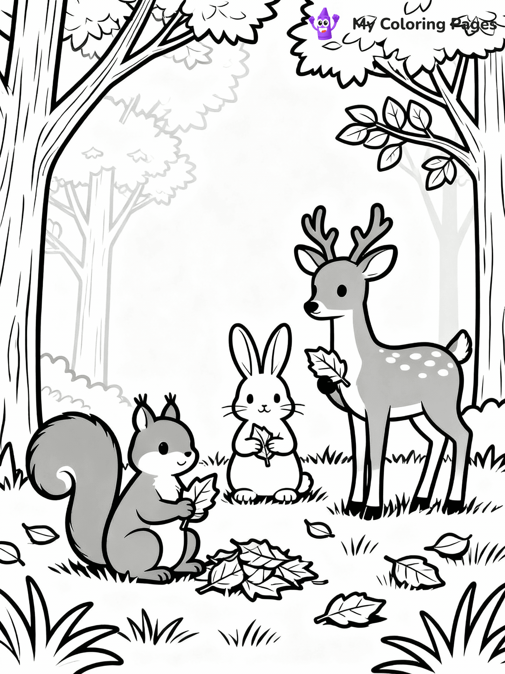 ⚠️ CRITICAL REQUIREMENT - ABSOLUTE BLACK AND WHITE ONLY ⚠️
This MUST be a BLACK AND WHITE line drawing ONLY. NO COLORS whatsoever.
- ONLY pure black lines (#000000) on pure white background (#FFFFFF)
- ABSOLUTELY NO colors, NO shading, NO gradients, NO grayscale
- If there are ANY colors in the output, the image is REJECTED
- This is a COLORING PAGE - meant to be COLORED IN by children
- The output must be UNCOLORED line art ready for coloring
⚠️ SUBJECT TO DRAW: Woodland animals gathering leaves in a cozy scene, in fall-themed style. PURE OUTLINES. NO FILLS, COLOR, SHADING, OR GREYSCALE. WHITE BACKGROUND.
(REMEMBER: Output must be BLACK AND WHITE line art only, NOT colored!)
# Flat, Friendly Cartoon Line-Art Coloring Page
You are generating a **pure black-and-white binary image** of a child-friendly cartoon scene combining characters and background scenery in one cohesive composition.
## Rendering Rules (Strict)
- Only two colors: pure black (#000000) outlines and pure white (#FFFFFF) background.
- No grayscale, shading, gradients, tints, fills, transparency, or partial pixels.
- No antialiasing or blended edges; every pixel is 100% black or white.
- No solid black fills inside shapes — all areas inside outlines must remain white.
- No dark clothing areas or filled tone blocks; all garments outlined only.
- No shadows, textures, lighting, or tonal variations.
- Must look like flat binary vector line-art for coloring pages.
## Drawing & Composition
- **Medium, consistent line weight**; clean closed outlines easy to color inside.
- **Flat, simple, child-friendly design** — no realism or 3D depth.
- Characters are **grounded on a surface**, centered and large.
- **Balanced composition** with clear silhouettes and minimal props.
## Scenery & Style
- Landmarks (e.g., mosque, CN Tower) and scenery (trees, benches, waves) drawn with **black outlines only.**
- For real-world figures, teams, or places, show accurate details using only black outlines—no text or logos. Use distinctive uniform patterns, abstract symbols, and landmark silhouettes to convey identity.
- Keep **consistent perspective**; no floating elements.
- **Style:** whimsical **Doodle Art Alley** — rounded, friendly outlines.
- May adapt shapes from **Crayola, Disney, Peppa Pig, Cocomelon** — *by shape only, never color.*
- Final output: **flat, crisp, binary (#000000/#FFFFFF)**, **no filled color or background text.**
EXTREMELYE IMPORTANT:
- PURE BINARY LINE-ART; NO FILLS (HAIR/CLOTHES/SKIN), SHADING, OR GREY.
- NO SHADING, COLOR. MUST BE WHITE BACKGROUND.
⚠️ FINAL REMINDER: Draw the subject "Woodland animals gathering leaves in a cozy scene, in fall-themed style. PURE OUTLINES. NO FILLS, COLOR, SHADING, OR GREYSCALE. WHITE BACKGROUND." as BLACK AND WHITE line art. Zero colors in output.