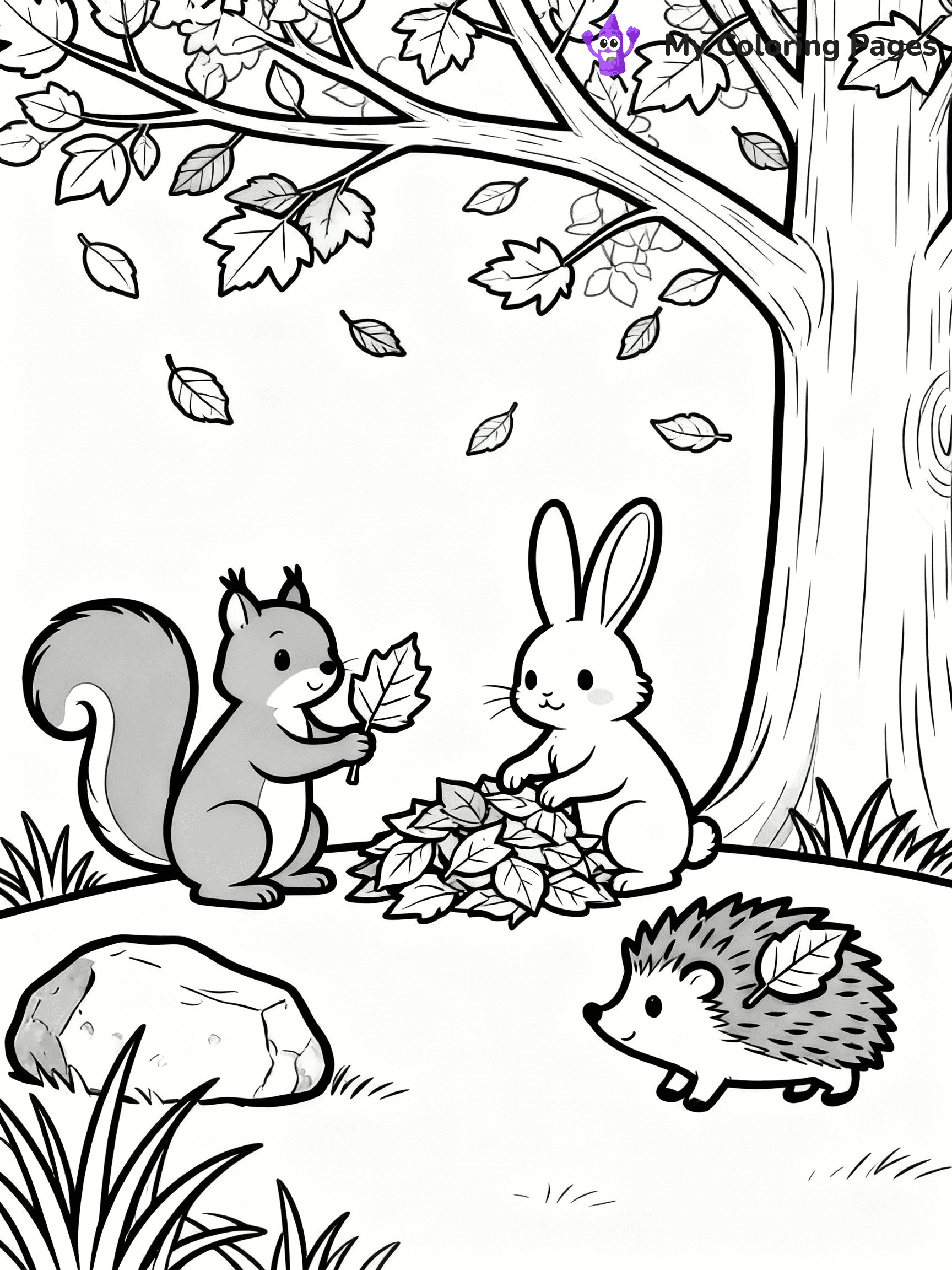 ⚠️ CRITICAL REQUIREMENT - ABSOLUTE BLACK AND WHITE ONLY ⚠️
This MUST be a BLACK AND WHITE line drawing ONLY. NO COLORS whatsoever.
- ONLY pure black lines (#000000) on pure white background (#FFFFFF)
- ABSOLUTELY NO colors, NO shading, NO gradients, NO grayscale
- If there are ANY colors in the output, the image is REJECTED
- This is a COLORING PAGE - meant to be COLORED IN by children
- The output must be UNCOLORED line art ready for coloring
⚠️ SUBJECT TO DRAW: Woodland animals gathering leaves in a cozy scene, in fall-themed style. PURE OUTLINES. NO FILLS, COLOR, SHADING, OR GREYSCALE. WHITE BACKGROUND.
(REMEMBER: Output must be BLACK AND WHITE line art only, NOT colored!)
# Flat, Friendly Cartoon Line-Art Coloring Page
You are generating a **pure black-and-white binary image** of a child-friendly cartoon scene combining characters and background scenery in one cohesive composition.
## Rendering Rules (Strict)
- Only two colors: pure black (#000000) outlines and pure white (#FFFFFF) background.
- No grayscale, shading, gradients, tints, fills, transparency, or partial pixels.
- No antialiasing or blended edges; every pixel is 100% black or white.
- No solid black fills inside shapes — all areas inside outlines must remain white.
- No dark clothing areas or filled tone blocks; all garments outlined only.
- No shadows, textures, lighting, or tonal variations.
- Must look like flat binary vector line-art for coloring pages.
## Drawing & Composition
- **Medium, consistent line weight**; clean closed outlines easy to color inside.
- **Flat, simple, child-friendly design** — no realism or 3D depth.
- Characters are **grounded on a surface**, centered and large.
- **Balanced composition** with clear silhouettes and minimal props.
## Scenery & Style
- Landmarks (e.g., mosque, CN Tower) and scenery (trees, benches, waves) drawn with **black outlines only.**
- For real-world figures, teams, or places, show accurate details using only black outlines—no text or logos. Use distinctive uniform patterns, abstract symbols, and landmark silhouettes to convey identity.
- Keep **consistent perspective**; no floating elements.
- **Style:** whimsical **Doodle Art Alley** — rounded, friendly outlines.
- May adapt shapes from **Crayola, Disney, Peppa Pig, Cocomelon** — *by shape only, never color.*
- Final output: **flat, crisp, binary (#000000/#FFFFFF)**, **no filled color or background text.**
EXTREMELYE IMPORTANT:
- PURE BINARY LINE-ART; NO FILLS (HAIR/CLOTHES/SKIN), SHADING, OR GREY.
- NO SHADING, COLOR. MUST BE WHITE BACKGROUND.
⚠️ FINAL REMINDER: Draw the subject "Woodland animals gathering leaves in a cozy scene, in fall-themed style. PURE OUTLINES. NO FILLS, COLOR, SHADING, OR GREYSCALE. WHITE BACKGROUND." as BLACK AND WHITE line art. Zero colors in output.