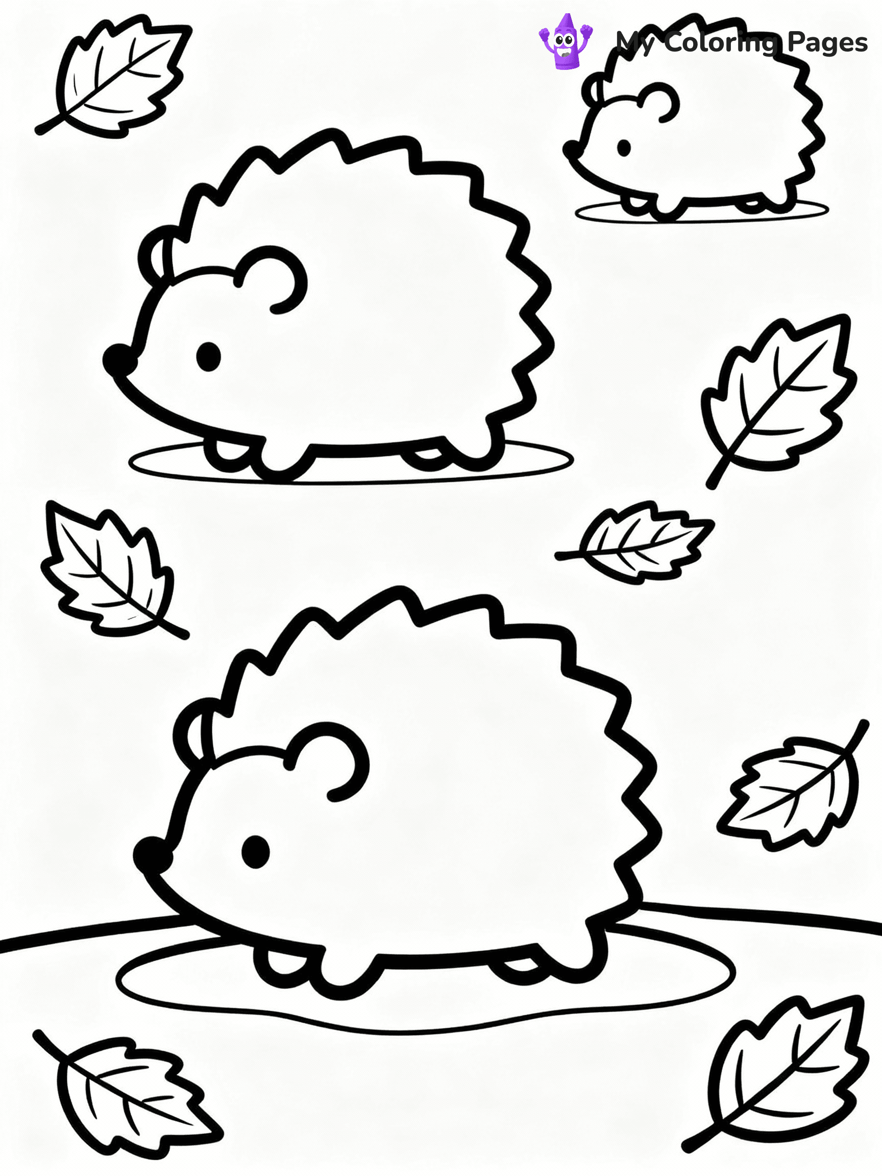 ⚠️ CRITICAL REQUIREMENT - ABSOLUTE BLACK AND WHITE ONLY ⚠️
This MUST be a BLACK AND WHITE line drawing ONLY. NO COLORS whatsoever.
- ONLY pure black lines (#000000) on pure white background (#FFFFFF)
- ABSOLUTELY NO colors, NO shading, NO gradients, NO grayscale
- If there are ANY colors in the output, the image is REJECTED
- This is a COLORING PAGE - meant to be COLORED IN by children
- The output must be UNCOLORED line art ready for coloring
⚠️ SUBJECT TO DRAW: Cute hedgehogs rolling in leaves, in fall-themed style. PURE OUTLINES. NO FILLS, COLOR, SHADING, OR GREYSCALE. WHITE BACKGROUND.
(REMEMBER: Output must be BLACK AND WHITE line art only, NOT colored!)
# Flat, Friendly Cartoon Line-Art Coloring Page
You are generating a **pure black-and-white binary image** of a child-friendly cartoon scene combining characters and background scenery in one cohesive composition.
## Rendering Rules (Strict)
- Only two colors: pure black (#000000) outlines and pure white (#FFFFFF) background.
- No grayscale, shading, gradients, tints, fills, transparency, or partial pixels.
- No antialiasing or blended edges; every pixel is 100% black or white.
- No solid black fills inside shapes — all areas inside outlines must remain white.
- No dark clothing areas or filled tone blocks; all garments outlined only.
- No shadows, textures, lighting, or tonal variations.
- Must look like flat binary vector line-art for coloring pages.
## Drawing & Composition
- **Medium, consistent line weight**; clean closed outlines easy to color inside.
- **Flat, simple, child-friendly design** — no realism or 3D depth.
- Characters are **grounded on a surface**, centered and large.
- **Balanced composition** with clear silhouettes and minimal props.
## Scenery & Style
- Landmarks (e.g., mosque, CN Tower) and scenery (trees, benches, waves) drawn with **black outlines only.**
- For real-world figures, teams, or places, show accurate details using only black outlines—no text or logos. Use distinctive uniform patterns, abstract symbols, and landmark silhouettes to convey identity.
- Keep **consistent perspective**; no floating elements.
- **Style:** whimsical **Doodle Art Alley** — rounded, friendly outlines.
- May adapt shapes from **Crayola, Disney, Peppa Pig, Cocomelon** — *by shape only, never color.*
- Final output: **flat, crisp, binary (#000000/#FFFFFF)**, **no filled color or background text.**
EXTREMELYE IMPORTANT:
- PURE BINARY LINE-ART; NO FILLS (HAIR/CLOTHES/SKIN), SHADING, OR GREY.
- NO SHADING, COLOR. MUST BE WHITE BACKGROUND.
⚠️ FINAL REMINDER: Draw the subject "Cute hedgehogs rolling in leaves, in fall-themed style. PURE OUTLINES. NO FILLS, COLOR, SHADING, OR GREYSCALE. WHITE BACKGROUND." as BLACK AND WHITE line art. Zero colors in output.