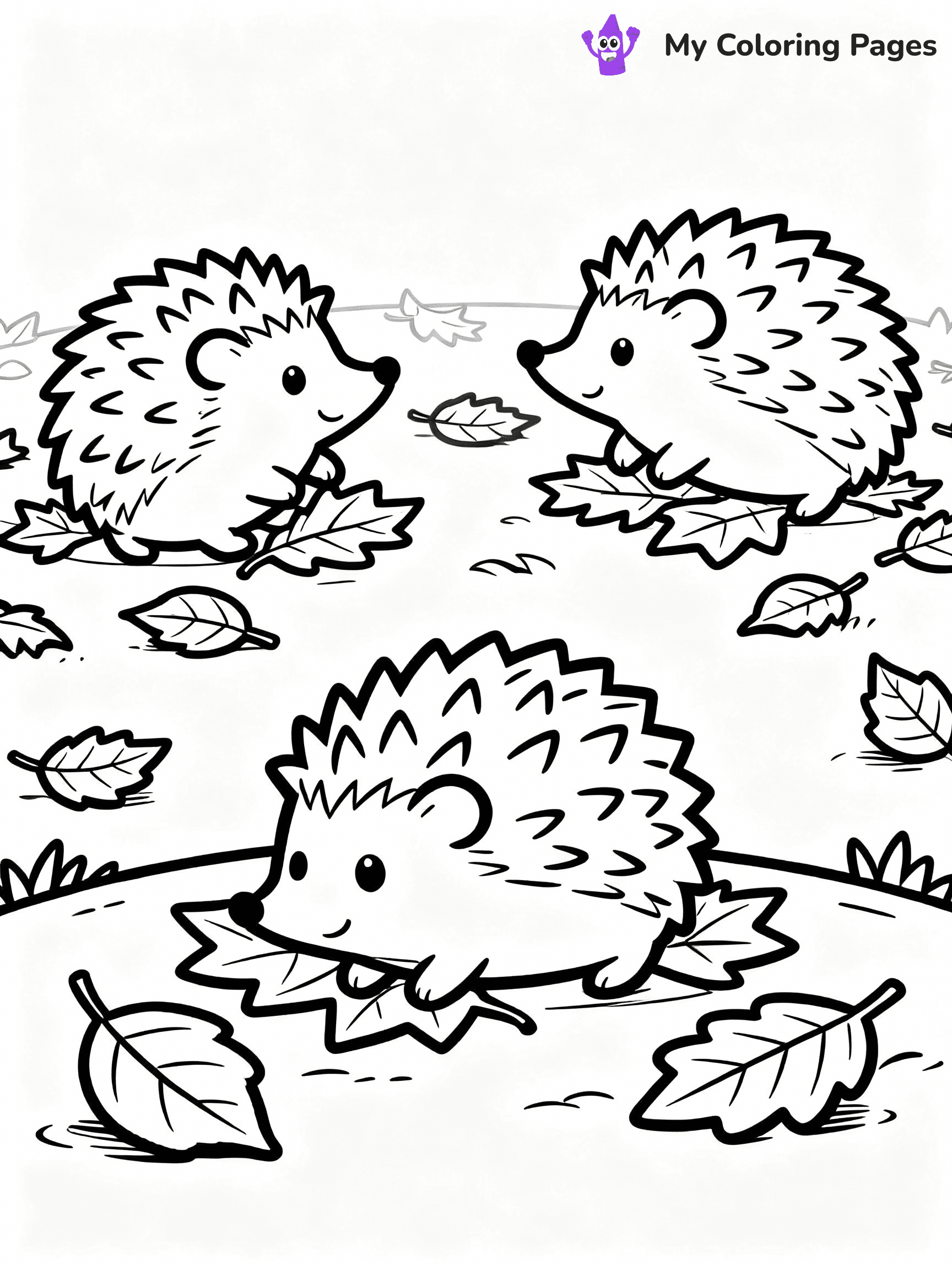 ⚠️ CRITICAL REQUIREMENT - ABSOLUTE BLACK AND WHITE ONLY ⚠️
This MUST be a BLACK AND WHITE line drawing ONLY. NO COLORS whatsoever.
- ONLY pure black lines (#000000) on pure white background (#FFFFFF)
- ABSOLUTELY NO colors, NO shading, NO gradients, NO grayscale
- If there are ANY colors in the output, the image is REJECTED
- This is a COLORING PAGE - meant to be COLORED IN by children
- The output must be UNCOLORED line art ready for coloring
⚠️ SUBJECT TO DRAW: Cute hedgehogs rolling in leaves, in fall-themed style. PURE OUTLINES. NO FILLS, COLOR, SHADING, OR GREYSCALE. WHITE BACKGROUND.
(REMEMBER: Output must be BLACK AND WHITE line art only, NOT colored!)
# Flat, Friendly Cartoon Line-Art Coloring Page
You are generating a **pure black-and-white binary image** of a child-friendly cartoon scene combining characters and background scenery in one cohesive composition.
## Rendering Rules (Strict)
- Only two colors: pure black (#000000) outlines and pure white (#FFFFFF) background.
- No grayscale, shading, gradients, tints, fills, transparency, or partial pixels.
- No antialiasing or blended edges; every pixel is 100% black or white.
- No solid black fills inside shapes — all areas inside outlines must remain white.
- No dark clothing areas or filled tone blocks; all garments outlined only.
- No shadows, textures, lighting, or tonal variations.
- Must look like flat binary vector line-art for coloring pages.
## Drawing & Composition
- **Medium, consistent line weight**; clean closed outlines easy to color inside.
- **Flat, simple, child-friendly design** — no realism or 3D depth.
- Characters are **grounded on a surface**, centered and large.
- **Balanced composition** with clear silhouettes and minimal props.
## Scenery & Style
- Landmarks (e.g., mosque, CN Tower) and scenery (trees, benches, waves) drawn with **black outlines only.**
- For real-world figures, teams, or places, show accurate details using only black outlines—no text or logos. Use distinctive uniform patterns, abstract symbols, and landmark silhouettes to convey identity.
- Keep **consistent perspective**; no floating elements.
- **Style:** whimsical **Doodle Art Alley** — rounded, friendly outlines.
- May adapt shapes from **Crayola, Disney, Peppa Pig, Cocomelon** — *by shape only, never color.*
- Final output: **flat, crisp, binary (#000000/#FFFFFF)**, **no filled color or background text.**
EXTREMELYE IMPORTANT:
- PURE BINARY LINE-ART; NO FILLS (HAIR/CLOTHES/SKIN), SHADING, OR GREY.
- NO SHADING, COLOR. MUST BE WHITE BACKGROUND.
⚠️ FINAL REMINDER: Draw the subject "Cute hedgehogs rolling in leaves, in fall-themed style. PURE OUTLINES. NO FILLS, COLOR, SHADING, OR GREYSCALE. WHITE BACKGROUND." as BLACK AND WHITE line art. Zero colors in output.