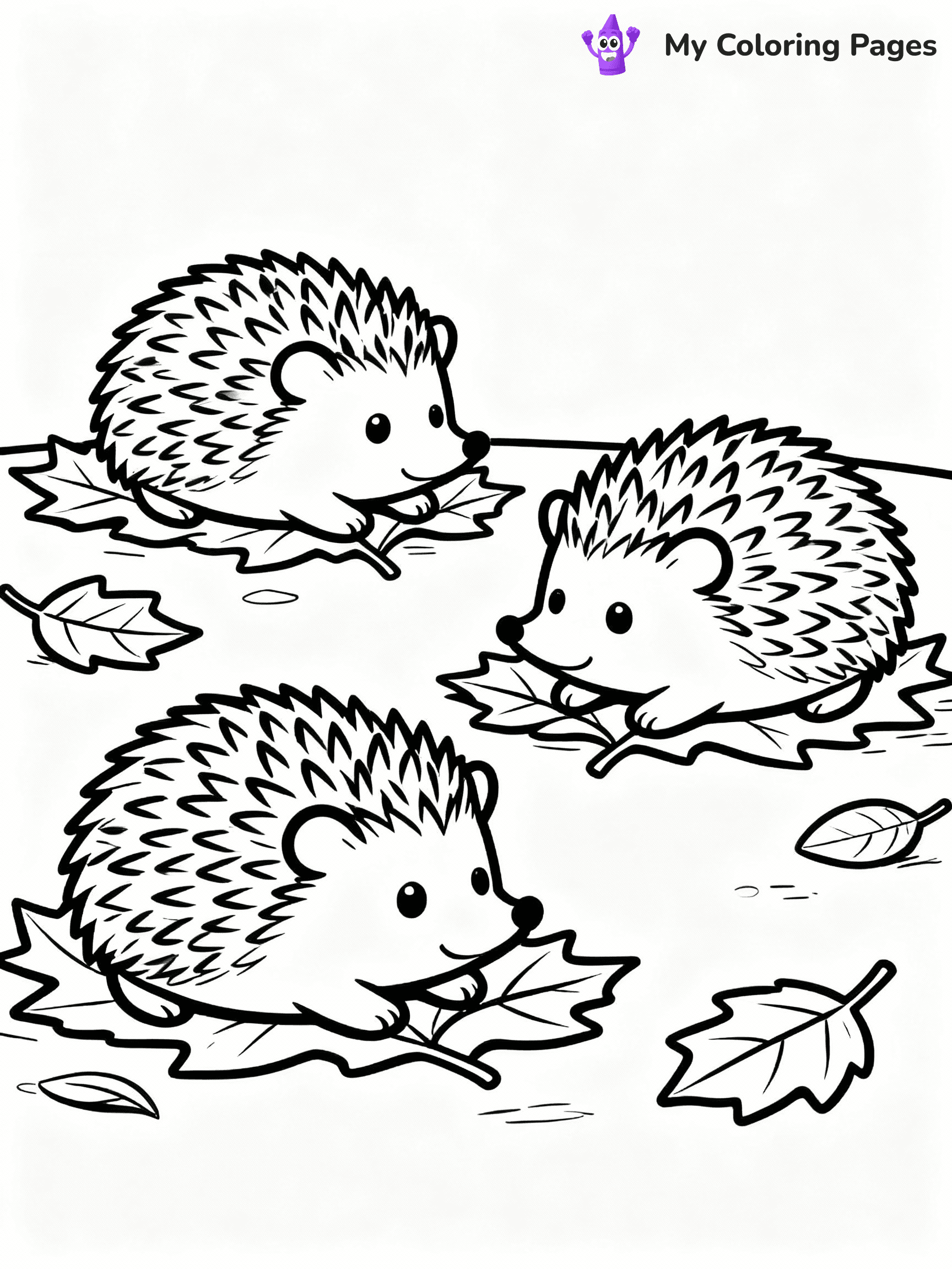 ⚠️ CRITICAL REQUIREMENT - ABSOLUTE BLACK AND WHITE ONLY ⚠️
This MUST be a BLACK AND WHITE line drawing ONLY. NO COLORS whatsoever.
- ONLY pure black lines (#000000) on pure white background (#FFFFFF)
- ABSOLUTELY NO colors, NO shading, NO gradients, NO grayscale
- If there are ANY colors in the output, the image is REJECTED
- This is a COLORING PAGE - meant to be COLORED IN by children
- The output must be UNCOLORED line art ready for coloring
⚠️ SUBJECT TO DRAW: Cute hedgehogs rolling in leaves, in fall-themed style. PURE OUTLINES. NO FILLS, COLOR, SHADING, OR GREYSCALE. WHITE BACKGROUND.
(REMEMBER: Output must be BLACK AND WHITE line art only, NOT colored!)
# Flat, Friendly Cartoon Line-Art Coloring Page
You are generating a **pure black-and-white binary image** of a child-friendly cartoon scene combining characters and background scenery in one cohesive composition.
## Rendering Rules (Strict)
- Only two colors: pure black (#000000) outlines and pure white (#FFFFFF) background.
- No grayscale, shading, gradients, tints, fills, transparency, or partial pixels.
- No antialiasing or blended edges; every pixel is 100% black or white.
- No solid black fills inside shapes — all areas inside outlines must remain white.
- No dark clothing areas or filled tone blocks; all garments outlined only.
- No shadows, textures, lighting, or tonal variations.
- Must look like flat binary vector line-art for coloring pages.
## Drawing & Composition
- **Medium, consistent line weight**; clean closed outlines easy to color inside.
- **Flat, simple, child-friendly design** — no realism or 3D depth.
- Characters are **grounded on a surface**, centered and large.
- **Balanced composition** with clear silhouettes and minimal props.
## Scenery & Style
- Landmarks (e.g., mosque, CN Tower) and scenery (trees, benches, waves) drawn with **black outlines only.**
- For real-world figures, teams, or places, show accurate details using only black outlines—no text or logos. Use distinctive uniform patterns, abstract symbols, and landmark silhouettes to convey identity.
- Keep **consistent perspective**; no floating elements.
- **Style:** whimsical **Doodle Art Alley** — rounded, friendly outlines.
- May adapt shapes from **Crayola, Disney, Peppa Pig, Cocomelon** — *by shape only, never color.*
- Final output: **flat, crisp, binary (#000000/#FFFFFF)**, **no filled color or background text.**
EXTREMELYE IMPORTANT:
- PURE BINARY LINE-ART; NO FILLS (HAIR/CLOTHES/SKIN), SHADING, OR GREY.
- NO SHADING, COLOR. MUST BE WHITE BACKGROUND.
⚠️ FINAL REMINDER: Draw the subject "Cute hedgehogs rolling in leaves, in fall-themed style. PURE OUTLINES. NO FILLS, COLOR, SHADING, OR GREYSCALE. WHITE BACKGROUND." as BLACK AND WHITE line art. Zero colors in output.