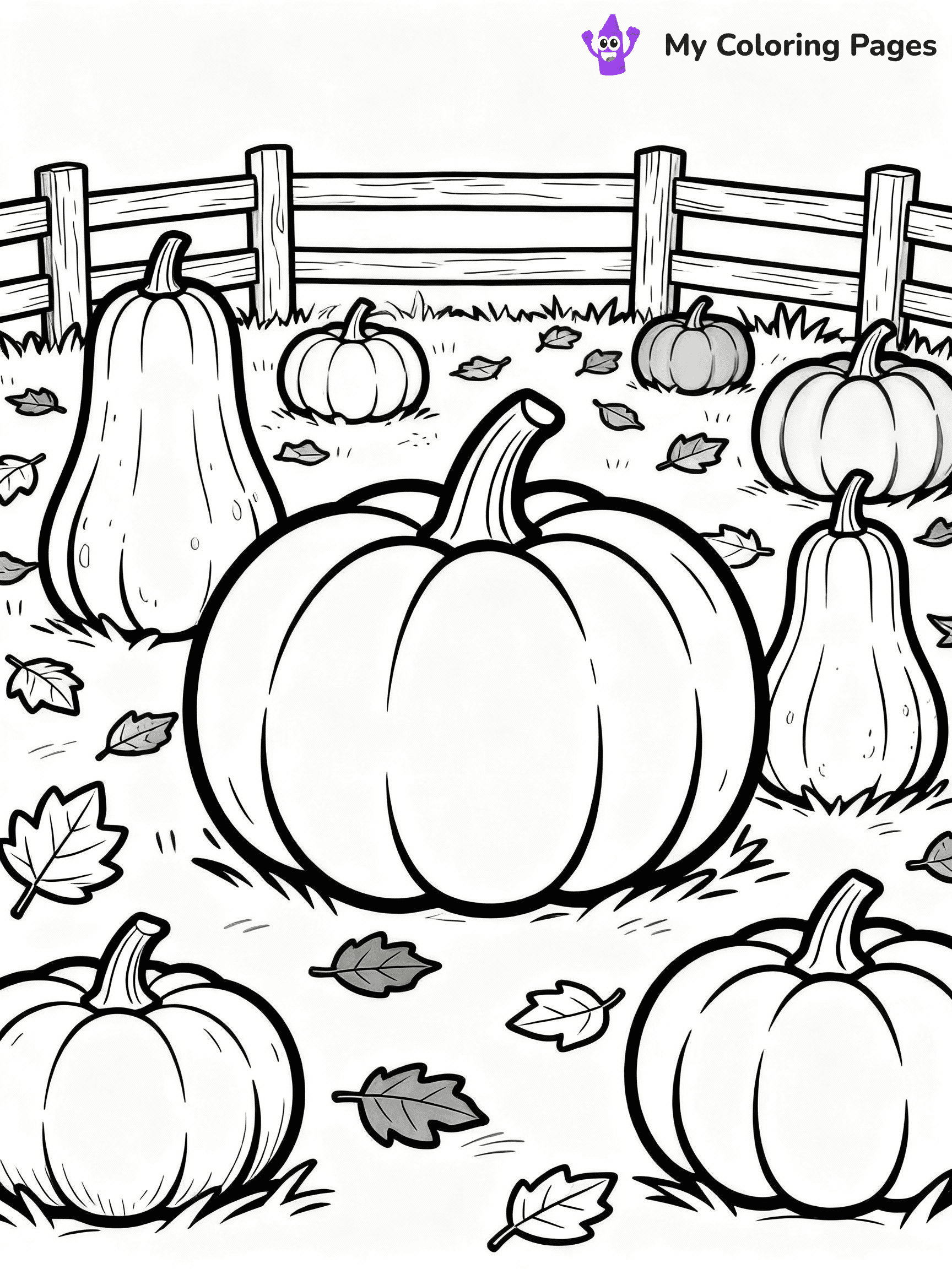 ⚠️ CRITICAL REQUIREMENT - ABSOLUTE BLACK AND WHITE ONLY ⚠️
This MUST be a BLACK AND WHITE line drawing ONLY. NO COLORS whatsoever.
- ONLY pure black lines (#000000) on pure white background (#FFFFFF)
- ABSOLUTELY NO colors, NO shading, NO gradients, NO grayscale
- If there are ANY colors in the output, the image is REJECTED
- This is a COLORING PAGE - meant to be COLORED IN by children
- The output must be UNCOLORED line art ready for coloring
⚠️ SUBJECT TO DRAW: A picturesque pumpkin patch with various pumpkins, in fall-themed style. PURE OUTLINES. NO FILLS, COLOR, SHADING, OR GREYSCALE. WHITE BACKGROUND.
(REMEMBER: Output must be BLACK AND WHITE line art only, NOT colored!)
# Flat, Friendly Cartoon Line-Art Coloring Page
You are generating a **pure black-and-white binary image** of a child-friendly cartoon scene combining characters and background scenery in one cohesive composition.
## Rendering Rules (Strict)
- Only two colors: pure black (#000000) outlines and pure white (#FFFFFF) background.
- No grayscale, shading, gradients, tints, fills, transparency, or partial pixels.
- No antialiasing or blended edges; every pixel is 100% black or white.
- No solid black fills inside shapes — all areas inside outlines must remain white.
- No dark clothing areas or filled tone blocks; all garments outlined only.
- No shadows, textures, lighting, or tonal variations.
- Must look like flat binary vector line-art for coloring pages.
## Drawing & Composition
- **Medium, consistent line weight**; clean closed outlines easy to color inside.
- **Flat, simple, child-friendly design** — no realism or 3D depth.
- Characters are **grounded on a surface**, centered and large.
- **Balanced composition** with clear silhouettes and minimal props.
## Scenery & Style
- Landmarks (e.g., mosque, CN Tower) and scenery (trees, benches, waves) drawn with **black outlines only.**
- For real-world figures, teams, or places, show accurate details using only black outlines—no text or logos. Use distinctive uniform patterns, abstract symbols, and landmark silhouettes to convey identity.
- Keep **consistent perspective**; no floating elements.
- **Style:** whimsical **Doodle Art Alley** — rounded, friendly outlines.
- May adapt shapes from **Crayola, Disney, Peppa Pig, Cocomelon** — *by shape only, never color.*
- Final output: **flat, crisp, binary (#000000/#FFFFFF)**, **no filled color or background text.**
EXTREMELYE IMPORTANT:
- PURE BINARY LINE-ART; NO FILLS (HAIR/CLOTHES/SKIN), SHADING, OR GREY.
- NO SHADING, COLOR. MUST BE WHITE BACKGROUND.
⚠️ FINAL REMINDER: Draw the subject "A picturesque pumpkin patch with various pumpkins, in fall-themed style. PURE OUTLINES. NO FILLS, COLOR, SHADING, OR GREYSCALE. WHITE BACKGROUND." as BLACK AND WHITE line art. Zero colors in output.