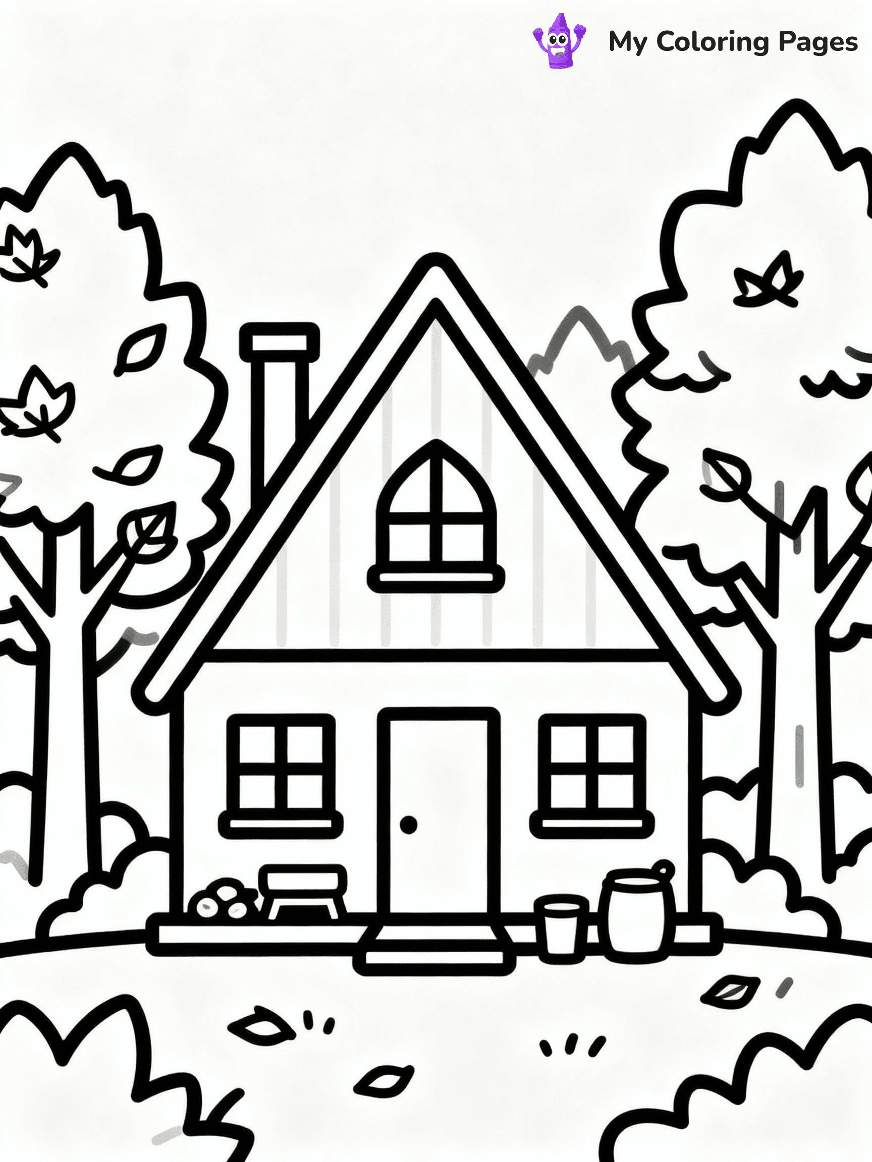 ⚠️ CRITICAL REQUIREMENT - ABSOLUTE BLACK AND WHITE ONLY ⚠️
This MUST be a BLACK AND WHITE line drawing ONLY. NO COLORS whatsoever.
- ONLY pure black lines (#000000) on pure white background (#FFFFFF)
- ABSOLUTELY NO colors, NO shading, NO gradients, NO grayscale
- If there are ANY colors in the output, the image is REJECTED
- This is a COLORING PAGE - meant to be COLORED IN by children
- The output must be UNCOLORED line art ready for coloring
⚠️ SUBJECT TO DRAW: A cozy cabin surrounded by autumn trees, in fall-themed style. PURE OUTLINES. NO FILLS, COLOR, SHADING, OR GREYSCALE. WHITE BACKGROUND.
(REMEMBER: Output must be BLACK AND WHITE line art only, NOT colored!)
# Flat, Friendly Cartoon Line-Art Coloring Page
You are generating a **pure black-and-white binary image** of a child-friendly cartoon scene combining characters and background scenery in one cohesive composition.
## Rendering Rules (Strict)
- Only two colors: pure black (#000000) outlines and pure white (#FFFFFF) background.
- No grayscale, shading, gradients, tints, fills, transparency, or partial pixels.
- No antialiasing or blended edges; every pixel is 100% black or white.
- No solid black fills inside shapes — all areas inside outlines must remain white.
- No dark clothing areas or filled tone blocks; all garments outlined only.
- No shadows, textures, lighting, or tonal variations.
- Must look like flat binary vector line-art for coloring pages.
## Drawing & Composition
- **Medium, consistent line weight**; clean closed outlines easy to color inside.
- **Flat, simple, child-friendly design** — no realism or 3D depth.
- Characters are **grounded on a surface**, centered and large.
- **Balanced composition** with clear silhouettes and minimal props.
## Scenery & Style
- Landmarks (e.g., mosque, CN Tower) and scenery (trees, benches, waves) drawn with **black outlines only.**
- For real-world figures, teams, or places, show accurate details using only black outlines—no text or logos. Use distinctive uniform patterns, abstract symbols, and landmark silhouettes to convey identity.
- Keep **consistent perspective**; no floating elements.
- **Style:** whimsical **Doodle Art Alley** — rounded, friendly outlines.
- May adapt shapes from **Crayola, Disney, Peppa Pig, Cocomelon** — *by shape only, never color.*
- Final output: **flat, crisp, binary (#000000/#FFFFFF)**, **no filled color or background text.**
EXTREMELYE IMPORTANT:
- PURE BINARY LINE-ART; NO FILLS (HAIR/CLOTHES/SKIN), SHADING, OR GREY.
- NO SHADING, COLOR. MUST BE WHITE BACKGROUND.
⚠️ FINAL REMINDER: Draw the subject "A cozy cabin surrounded by autumn trees, in fall-themed style. PURE OUTLINES. NO FILLS, COLOR, SHADING, OR GREYSCALE. WHITE BACKGROUND." as BLACK AND WHITE line art. Zero colors in output.