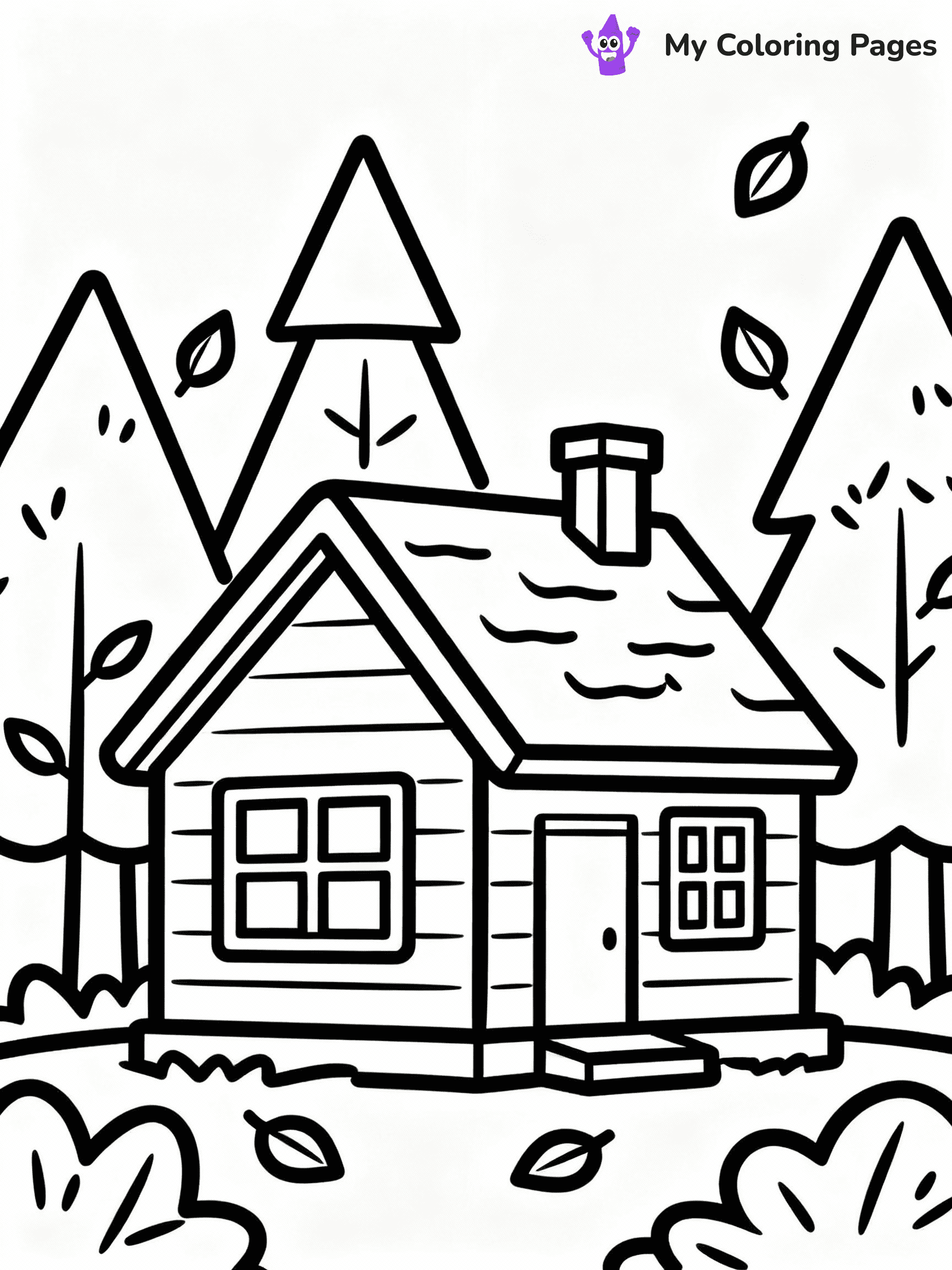 ⚠️ CRITICAL REQUIREMENT - ABSOLUTE BLACK AND WHITE ONLY ⚠️
This MUST be a BLACK AND WHITE line drawing ONLY. NO COLORS whatsoever.
- ONLY pure black lines (#000000) on pure white background (#FFFFFF)
- ABSOLUTELY NO colors, NO shading, NO gradients, NO grayscale
- If there are ANY colors in the output, the image is REJECTED
- This is a COLORING PAGE - meant to be COLORED IN by children
- The output must be UNCOLORED line art ready for coloring
⚠️ SUBJECT TO DRAW: A cozy cabin surrounded by autumn trees, in fall-themed style. PURE OUTLINES. NO FILLS, COLOR, SHADING, OR GREYSCALE. WHITE BACKGROUND.
(REMEMBER: Output must be BLACK AND WHITE line art only, NOT colored!)
# Flat, Friendly Cartoon Line-Art Coloring Page
You are generating a **pure black-and-white binary image** of a child-friendly cartoon scene combining characters and background scenery in one cohesive composition.
## Rendering Rules (Strict)
- Only two colors: pure black (#000000) outlines and pure white (#FFFFFF) background.
- No grayscale, shading, gradients, tints, fills, transparency, or partial pixels.
- No antialiasing or blended edges; every pixel is 100% black or white.
- No solid black fills inside shapes — all areas inside outlines must remain white.
- No dark clothing areas or filled tone blocks; all garments outlined only.
- No shadows, textures, lighting, or tonal variations.
- Must look like flat binary vector line-art for coloring pages.
## Drawing & Composition
- **Medium, consistent line weight**; clean closed outlines easy to color inside.
- **Flat, simple, child-friendly design** — no realism or 3D depth.
- Characters are **grounded on a surface**, centered and large.
- **Balanced composition** with clear silhouettes and minimal props.
## Scenery & Style
- Landmarks (e.g., mosque, CN Tower) and scenery (trees, benches, waves) drawn with **black outlines only.**
- For real-world figures, teams, or places, show accurate details using only black outlines—no text or logos. Use distinctive uniform patterns, abstract symbols, and landmark silhouettes to convey identity.
- Keep **consistent perspective**; no floating elements.
- **Style:** whimsical **Doodle Art Alley** — rounded, friendly outlines.
- May adapt shapes from **Crayola, Disney, Peppa Pig, Cocomelon** — *by shape only, never color.*
- Final output: **flat, crisp, binary (#000000/#FFFFFF)**, **no filled color or background text.**
EXTREMELYE IMPORTANT:
- PURE BINARY LINE-ART; NO FILLS (HAIR/CLOTHES/SKIN), SHADING, OR GREY.
- NO SHADING, COLOR. MUST BE WHITE BACKGROUND.
⚠️ FINAL REMINDER: Draw the subject "A cozy cabin surrounded by autumn trees, in fall-themed style. PURE OUTLINES. NO FILLS, COLOR, SHADING, OR GREYSCALE. WHITE BACKGROUND." as BLACK AND WHITE line art. Zero colors in output.