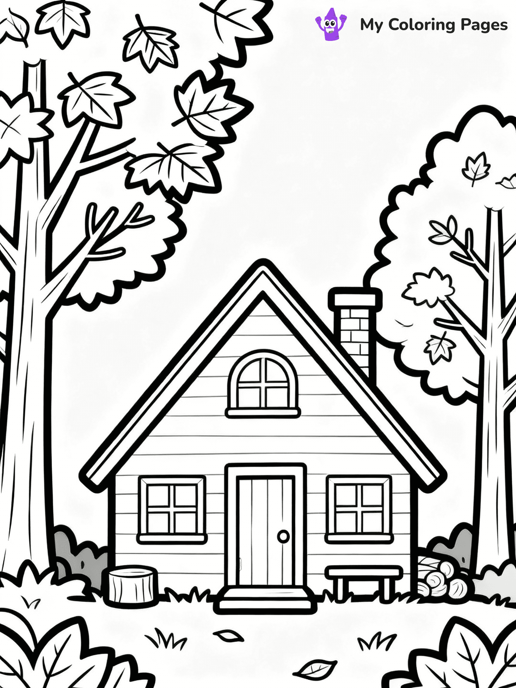 ⚠️ CRITICAL REQUIREMENT - ABSOLUTE BLACK AND WHITE ONLY ⚠️
This MUST be a BLACK AND WHITE line drawing ONLY. NO COLORS whatsoever.
- ONLY pure black lines (#000000) on pure white background (#FFFFFF)
- ABSOLUTELY NO colors, NO shading, NO gradients, NO grayscale
- If there are ANY colors in the output, the image is REJECTED
- This is a COLORING PAGE - meant to be COLORED IN by children
- The output must be UNCOLORED line art ready for coloring
⚠️ SUBJECT TO DRAW: A cozy cabin surrounded by autumn trees, in fall-themed style. PURE OUTLINES. NO FILLS, COLOR, SHADING, OR GREYSCALE. WHITE BACKGROUND.
(REMEMBER: Output must be BLACK AND WHITE line art only, NOT colored!)
# Flat, Friendly Cartoon Line-Art Coloring Page
You are generating a **pure black-and-white binary image** of a child-friendly cartoon scene combining characters and background scenery in one cohesive composition.
## Rendering Rules (Strict)
- Only two colors: pure black (#000000) outlines and pure white (#FFFFFF) background.
- No grayscale, shading, gradients, tints, fills, transparency, or partial pixels.
- No antialiasing or blended edges; every pixel is 100% black or white.
- No solid black fills inside shapes — all areas inside outlines must remain white.
- No dark clothing areas or filled tone blocks; all garments outlined only.
- No shadows, textures, lighting, or tonal variations.
- Must look like flat binary vector line-art for coloring pages.
## Drawing & Composition
- **Medium, consistent line weight**; clean closed outlines easy to color inside.
- **Flat, simple, child-friendly design** — no realism or 3D depth.
- Characters are **grounded on a surface**, centered and large.
- **Balanced composition** with clear silhouettes and minimal props.
## Scenery & Style
- Landmarks (e.g., mosque, CN Tower) and scenery (trees, benches, waves) drawn with **black outlines only.**
- For real-world figures, teams, or places, show accurate details using only black outlines—no text or logos. Use distinctive uniform patterns, abstract symbols, and landmark silhouettes to convey identity.
- Keep **consistent perspective**; no floating elements.
- **Style:** whimsical **Doodle Art Alley** — rounded, friendly outlines.
- May adapt shapes from **Crayola, Disney, Peppa Pig, Cocomelon** — *by shape only, never color.*
- Final output: **flat, crisp, binary (#000000/#FFFFFF)**, **no filled color or background text.**
EXTREMELYE IMPORTANT:
- PURE BINARY LINE-ART; NO FILLS (HAIR/CLOTHES/SKIN), SHADING, OR GREY.
- NO SHADING, COLOR. MUST BE WHITE BACKGROUND.
⚠️ FINAL REMINDER: Draw the subject "A cozy cabin surrounded by autumn trees, in fall-themed style. PURE OUTLINES. NO FILLS, COLOR, SHADING, OR GREYSCALE. WHITE BACKGROUND." as BLACK AND WHITE line art. Zero colors in output.