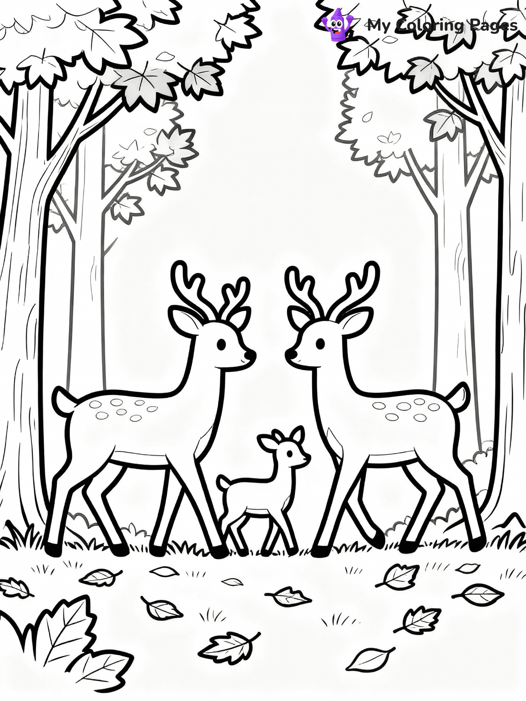 ⚠️ CRITICAL REQUIREMENT - ABSOLUTE BLACK AND WHITE ONLY ⚠️
This MUST be a BLACK AND WHITE line drawing ONLY. NO COLORS whatsoever.
- ONLY pure black lines (#000000) on pure white background (#FFFFFF)
- ABSOLUTELY NO colors, NO shading, NO gradients, NO grayscale
- If there are ANY colors in the output, the image is REJECTED
- This is a COLORING PAGE - meant to be COLORED IN by children
- The output must be UNCOLORED line art ready for coloring
⚠️ SUBJECT TO DRAW: A family of deer gracefully walking through a forest, in fall-themed style. PURE OUTLINES. NO FILLS, COLOR, SHADING, OR GREYSCALE. WHITE BACKGROUND.
(REMEMBER: Output must be BLACK AND WHITE line art only, NOT colored!)
# Flat, Friendly Cartoon Line-Art Coloring Page
You are generating a **pure black-and-white binary image** of a child-friendly cartoon scene combining characters and background scenery in one cohesive composition.
## Rendering Rules (Strict)
- Only two colors: pure black (#000000) outlines and pure white (#FFFFFF) background.
- No grayscale, shading, gradients, tints, fills, transparency, or partial pixels.
- No antialiasing or blended edges; every pixel is 100% black or white.
- No solid black fills inside shapes — all areas inside outlines must remain white.
- No dark clothing areas or filled tone blocks; all garments outlined only.
- No shadows, textures, lighting, or tonal variations.
- Must look like flat binary vector line-art for coloring pages.
## Drawing & Composition
- **Medium, consistent line weight**; clean closed outlines easy to color inside.
- **Flat, simple, child-friendly design** — no realism or 3D depth.
- Characters are **grounded on a surface**, centered and large.
- **Balanced composition** with clear silhouettes and minimal props.
## Scenery & Style
- Landmarks (e.g., mosque, CN Tower) and scenery (trees, benches, waves) drawn with **black outlines only.**
- For real-world figures, teams, or places, show accurate details using only black outlines—no text or logos. Use distinctive uniform patterns, abstract symbols, and landmark silhouettes to convey identity.
- Keep **consistent perspective**; no floating elements.
- **Style:** whimsical **Doodle Art Alley** — rounded, friendly outlines.
- May adapt shapes from **Crayola, Disney, Peppa Pig, Cocomelon** — *by shape only, never color.*
- Final output: **flat, crisp, binary (#000000/#FFFFFF)**, **no filled color or background text.**
EXTREMELYE IMPORTANT:
- PURE BINARY LINE-ART; NO FILLS (HAIR/CLOTHES/SKIN), SHADING, OR GREY.
- NO SHADING, COLOR. MUST BE WHITE BACKGROUND.
⚠️ FINAL REMINDER: Draw the subject "A family of deer gracefully walking through a forest, in fall-themed style. PURE OUTLINES. NO FILLS, COLOR, SHADING, OR GREYSCALE. WHITE BACKGROUND." as BLACK AND WHITE line art. Zero colors in output.
