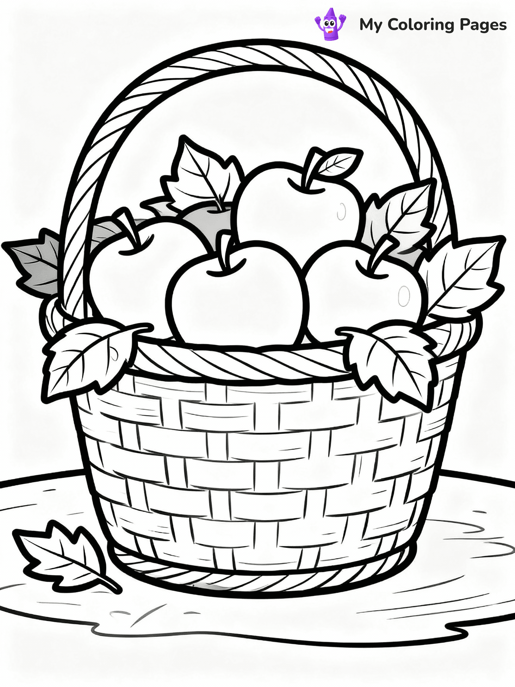 ⚠️ CRITICAL REQUIREMENT - ABSOLUTE BLACK AND WHITE ONLY ⚠️
This MUST be a BLACK AND WHITE line drawing ONLY. NO COLORS whatsoever.
- ONLY pure black lines (#000000) on pure white background (#FFFFFF)
- ABSOLUTELY NO colors, NO shading, NO gradients, NO grayscale
- If there are ANY colors in the output, the image is REJECTED
- This is a COLORING PAGE - meant to be COLORED IN by children
- The output must be UNCOLORED line art ready for coloring
⚠️ SUBJECT TO DRAW: A harvest basket filled with apples and leaves, in fall-themed style. PURE OUTLINES. NO FILLS, COLOR, SHADING, OR GREYSCALE. WHITE BACKGROUND.
(REMEMBER: Output must be BLACK AND WHITE line art only, NOT colored!)
# Flat, Friendly Cartoon Line-Art Coloring Page
You are generating a **pure black-and-white binary image** of a child-friendly cartoon scene combining characters and background scenery in one cohesive composition.
## Rendering Rules (Strict)
- Only two colors: pure black (#000000) outlines and pure white (#FFFFFF) background.
- No grayscale, shading, gradients, tints, fills, transparency, or partial pixels.
- No antialiasing or blended edges; every pixel is 100% black or white.
- No solid black fills inside shapes — all areas inside outlines must remain white.
- No dark clothing areas or filled tone blocks; all garments outlined only.
- No shadows, textures, lighting, or tonal variations.
- Must look like flat binary vector line-art for coloring pages.
## Drawing & Composition
- **Medium, consistent line weight**; clean closed outlines easy to color inside.
- **Flat, simple, child-friendly design** — no realism or 3D depth.
- Characters are **grounded on a surface**, centered and large.
- **Balanced composition** with clear silhouettes and minimal props.
## Scenery & Style
- Landmarks (e.g., mosque, CN Tower) and scenery (trees, benches, waves) drawn with **black outlines only.**
- For real-world figures, teams, or places, show accurate details using only black outlines—no text or logos. Use distinctive uniform patterns, abstract symbols, and landmark silhouettes to convey identity.
- Keep **consistent perspective**; no floating elements.
- **Style:** whimsical **Doodle Art Alley** — rounded, friendly outlines.
- May adapt shapes from **Crayola, Disney, Peppa Pig, Cocomelon** — *by shape only, never color.*
- Final output: **flat, crisp, binary (#000000/#FFFFFF)**, **no filled color or background text.**
EXTREMELYE IMPORTANT:
- PURE BINARY LINE-ART; NO FILLS (HAIR/CLOTHES/SKIN), SHADING, OR GREY.
- NO SHADING, COLOR. MUST BE WHITE BACKGROUND.
⚠️ FINAL REMINDER: Draw the subject "A harvest basket filled with apples and leaves, in fall-themed style. PURE OUTLINES. NO FILLS, COLOR, SHADING, OR GREYSCALE. WHITE BACKGROUND." as BLACK AND WHITE line art. Zero colors in output.