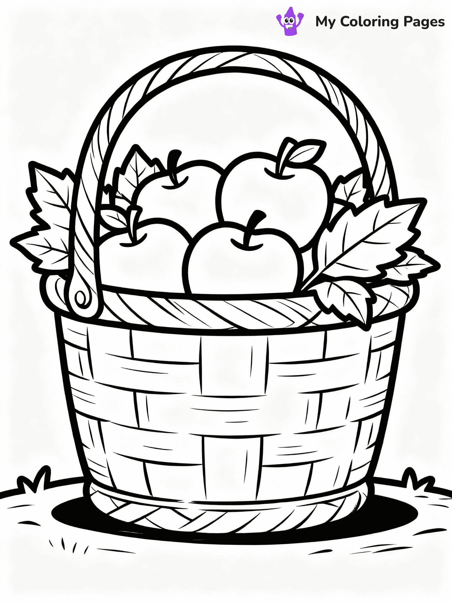 ⚠️ CRITICAL REQUIREMENT - ABSOLUTE BLACK AND WHITE ONLY ⚠️
This MUST be a BLACK AND WHITE line drawing ONLY. NO COLORS whatsoever.
- ONLY pure black lines (#000000) on pure white background (#FFFFFF)
- ABSOLUTELY NO colors, NO shading, NO gradients, NO grayscale
- If there are ANY colors in the output, the image is REJECTED
- This is a COLORING PAGE - meant to be COLORED IN by children
- The output must be UNCOLORED line art ready for coloring
⚠️ SUBJECT TO DRAW: A harvest basket filled with apples and leaves, in fall-themed style. PURE OUTLINES. NO FILLS, COLOR, SHADING, OR GREYSCALE. WHITE BACKGROUND.
(REMEMBER: Output must be BLACK AND WHITE line art only, NOT colored!)
# Flat, Friendly Cartoon Line-Art Coloring Page
You are generating a **pure black-and-white binary image** of a child-friendly cartoon scene combining characters and background scenery in one cohesive composition.
## Rendering Rules (Strict)
- Only two colors: pure black (#000000) outlines and pure white (#FFFFFF) background.
- No grayscale, shading, gradients, tints, fills, transparency, or partial pixels.
- No antialiasing or blended edges; every pixel is 100% black or white.
- No solid black fills inside shapes — all areas inside outlines must remain white.
- No dark clothing areas or filled tone blocks; all garments outlined only.
- No shadows, textures, lighting, or tonal variations.
- Must look like flat binary vector line-art for coloring pages.
## Drawing & Composition
- **Medium, consistent line weight**; clean closed outlines easy to color inside.
- **Flat, simple, child-friendly design** — no realism or 3D depth.
- Characters are **grounded on a surface**, centered and large.
- **Balanced composition** with clear silhouettes and minimal props.
## Scenery & Style
- Landmarks (e.g., mosque, CN Tower) and scenery (trees, benches, waves) drawn with **black outlines only.**
- For real-world figures, teams, or places, show accurate details using only black outlines—no text or logos. Use distinctive uniform patterns, abstract symbols, and landmark silhouettes to convey identity.
- Keep **consistent perspective**; no floating elements.
- **Style:** whimsical **Doodle Art Alley** — rounded, friendly outlines.
- May adapt shapes from **Crayola, Disney, Peppa Pig, Cocomelon** — *by shape only, never color.*
- Final output: **flat, crisp, binary (#000000/#FFFFFF)**, **no filled color or background text.**
EXTREMELYE IMPORTANT:
- PURE BINARY LINE-ART; NO FILLS (HAIR/CLOTHES/SKIN), SHADING, OR GREY.
- NO SHADING, COLOR. MUST BE WHITE BACKGROUND.
⚠️ FINAL REMINDER: Draw the subject "A harvest basket filled with apples and leaves, in fall-themed style. PURE OUTLINES. NO FILLS, COLOR, SHADING, OR GREYSCALE. WHITE BACKGROUND." as BLACK AND WHITE line art. Zero colors in output.