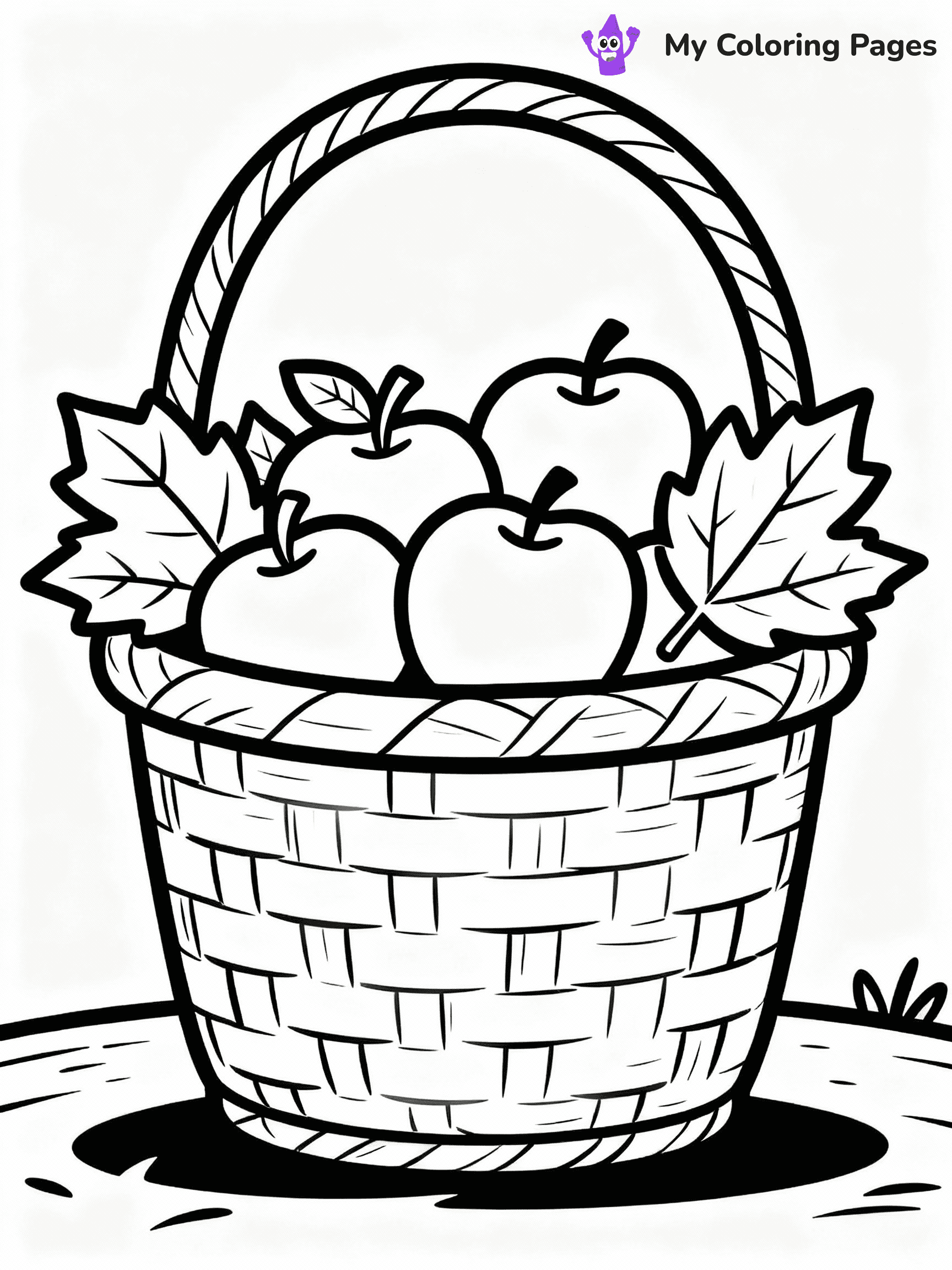 ⚠️ CRITICAL REQUIREMENT - ABSOLUTE BLACK AND WHITE ONLY ⚠️
This MUST be a BLACK AND WHITE line drawing ONLY. NO COLORS whatsoever.
- ONLY pure black lines (#000000) on pure white background (#FFFFFF)
- ABSOLUTELY NO colors, NO shading, NO gradients, NO grayscale
- If there are ANY colors in the output, the image is REJECTED
- This is a COLORING PAGE - meant to be COLORED IN by children
- The output must be UNCOLORED line art ready for coloring
⚠️ SUBJECT TO DRAW: A harvest basket filled with apples and leaves, in fall-themed style. PURE OUTLINES. NO FILLS, COLOR, SHADING, OR GREYSCALE. WHITE BACKGROUND.
(REMEMBER: Output must be BLACK AND WHITE line art only, NOT colored!)
# Flat, Friendly Cartoon Line-Art Coloring Page
You are generating a **pure black-and-white binary image** of a child-friendly cartoon scene combining characters and background scenery in one cohesive composition.
## Rendering Rules (Strict)
- Only two colors: pure black (#000000) outlines and pure white (#FFFFFF) background.
- No grayscale, shading, gradients, tints, fills, transparency, or partial pixels.
- No antialiasing or blended edges; every pixel is 100% black or white.
- No solid black fills inside shapes — all areas inside outlines must remain white.
- No dark clothing areas or filled tone blocks; all garments outlined only.
- No shadows, textures, lighting, or tonal variations.
- Must look like flat binary vector line-art for coloring pages.
## Drawing & Composition
- **Medium, consistent line weight**; clean closed outlines easy to color inside.
- **Flat, simple, child-friendly design** — no realism or 3D depth.
- Characters are **grounded on a surface**, centered and large.
- **Balanced composition** with clear silhouettes and minimal props.
## Scenery & Style
- Landmarks (e.g., mosque, CN Tower) and scenery (trees, benches, waves) drawn with **black outlines only.**
- For real-world figures, teams, or places, show accurate details using only black outlines—no text or logos. Use distinctive uniform patterns, abstract symbols, and landmark silhouettes to convey identity.
- Keep **consistent perspective**; no floating elements.
- **Style:** whimsical **Doodle Art Alley** — rounded, friendly outlines.
- May adapt shapes from **Crayola, Disney, Peppa Pig, Cocomelon** — *by shape only, never color.*
- Final output: **flat, crisp, binary (#000000/#FFFFFF)**, **no filled color or background text.**
EXTREMELYE IMPORTANT:
- PURE BINARY LINE-ART; NO FILLS (HAIR/CLOTHES/SKIN), SHADING, OR GREY.
- NO SHADING, COLOR. MUST BE WHITE BACKGROUND.
⚠️ FINAL REMINDER: Draw the subject "A harvest basket filled with apples and leaves, in fall-themed style. PURE OUTLINES. NO FILLS, COLOR, SHADING, OR GREYSCALE. WHITE BACKGROUND." as BLACK AND WHITE line art. Zero colors in output.