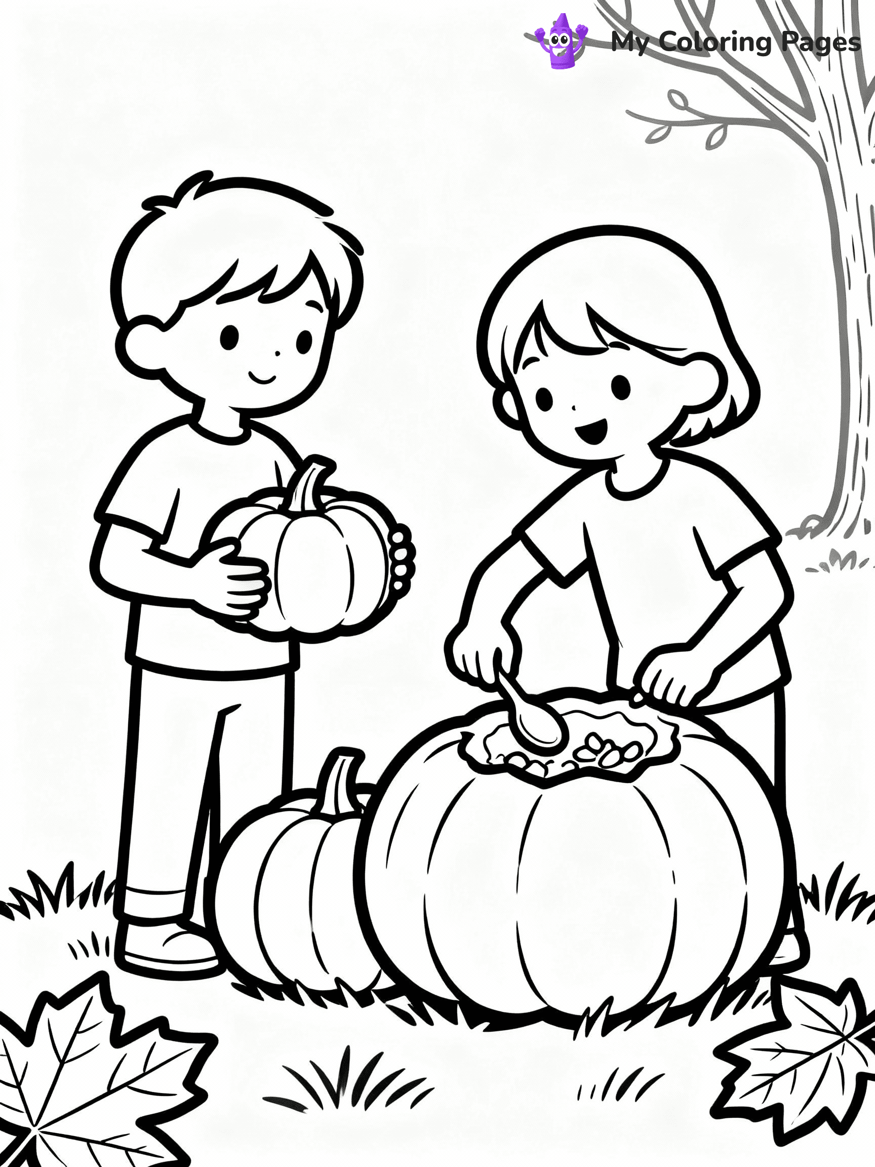 ⚠️ CRITICAL REQUIREMENT - ABSOLUTE BLACK AND WHITE ONLY ⚠️
This MUST be a BLACK AND WHITE line drawing ONLY. NO COLORS whatsoever.
- ONLY pure black lines (#000000) on pure white background (#FFFFFF)
- ABSOLUTELY NO colors, NO shading, NO gradients, NO grayscale
- If there are ANY colors in the output, the image is REJECTED
- This is a COLORING PAGE - meant to be COLORED IN by children
- The output must be UNCOLORED line art ready for coloring
⚠️ SUBJECT TO DRAW: Kids carving pumpkins for Halloween, in fall-themed style. PURE OUTLINES. NO FILLS, COLOR, SHADING, OR GREYSCALE. WHITE BACKGROUND.
(REMEMBER: Output must be BLACK AND WHITE line art only, NOT colored!)
# Flat, Friendly Cartoon Line-Art Coloring Page
You are generating a **pure black-and-white binary image** of a child-friendly cartoon scene combining characters and background scenery in one cohesive composition.
## Rendering Rules (Strict)
- Only two colors: pure black (#000000) outlines and pure white (#FFFFFF) background.
- No grayscale, shading, gradients, tints, fills, transparency, or partial pixels.
- No antialiasing or blended edges; every pixel is 100% black or white.
- No solid black fills inside shapes — all areas inside outlines must remain white.
- No dark clothing areas or filled tone blocks; all garments outlined only.
- No shadows, textures, lighting, or tonal variations.
- Must look like flat binary vector line-art for coloring pages.
## Drawing & Composition
- **Medium, consistent line weight**; clean closed outlines easy to color inside.
- **Flat, simple, child-friendly design** — no realism or 3D depth.
- Characters are **grounded on a surface**, centered and large.
- **Balanced composition** with clear silhouettes and minimal props.
## Scenery & Style
- Landmarks (e.g., mosque, CN Tower) and scenery (trees, benches, waves) drawn with **black outlines only.**
- For real-world figures, teams, or places, show accurate details using only black outlines—no text or logos. Use distinctive uniform patterns, abstract symbols, and landmark silhouettes to convey identity.
- Keep **consistent perspective**; no floating elements.
- **Style:** whimsical **Doodle Art Alley** — rounded, friendly outlines.
- May adapt shapes from **Crayola, Disney, Peppa Pig, Cocomelon** — *by shape only, never color.*
- Final output: **flat, crisp, binary (#000000/#FFFFFF)**, **no filled color or background text.**
EXTREMELYE IMPORTANT:
- PURE BINARY LINE-ART; NO FILLS (HAIR/CLOTHES/SKIN), SHADING, OR GREY.
- NO SHADING, COLOR. MUST BE WHITE BACKGROUND.
⚠️ FINAL REMINDER: Draw the subject "Kids carving pumpkins for Halloween, in fall-themed style. PURE OUTLINES. NO FILLS, COLOR, SHADING, OR GREYSCALE. WHITE BACKGROUND." as BLACK AND WHITE line art. Zero colors in output.