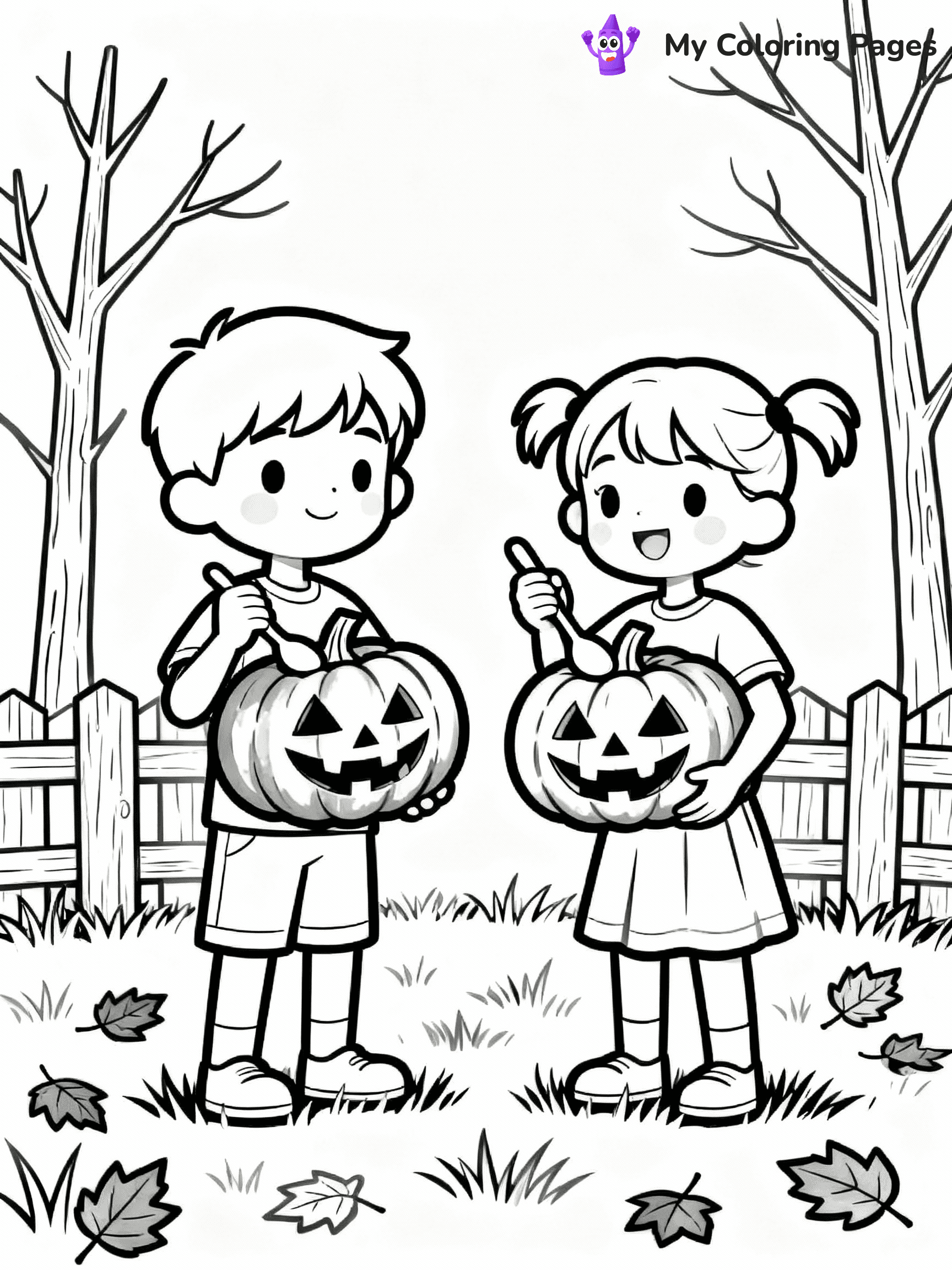 ⚠️ CRITICAL REQUIREMENT - ABSOLUTE BLACK AND WHITE ONLY ⚠️
This MUST be a BLACK AND WHITE line drawing ONLY. NO COLORS whatsoever.
- ONLY pure black lines (#000000) on pure white background (#FFFFFF)
- ABSOLUTELY NO colors, NO shading, NO gradients, NO grayscale
- If there are ANY colors in the output, the image is REJECTED
- This is a COLORING PAGE - meant to be COLORED IN by children
- The output must be UNCOLORED line art ready for coloring
⚠️ SUBJECT TO DRAW: Kids carving pumpkins for Halloween, in fall-themed style. PURE OUTLINES. NO FILLS, COLOR, SHADING, OR GREYSCALE. WHITE BACKGROUND.
(REMEMBER: Output must be BLACK AND WHITE line art only, NOT colored!)
# Flat, Friendly Cartoon Line-Art Coloring Page
You are generating a **pure black-and-white binary image** of a child-friendly cartoon scene combining characters and background scenery in one cohesive composition.
## Rendering Rules (Strict)
- Only two colors: pure black (#000000) outlines and pure white (#FFFFFF) background.
- No grayscale, shading, gradients, tints, fills, transparency, or partial pixels.
- No antialiasing or blended edges; every pixel is 100% black or white.
- No solid black fills inside shapes — all areas inside outlines must remain white.
- No dark clothing areas or filled tone blocks; all garments outlined only.
- No shadows, textures, lighting, or tonal variations.
- Must look like flat binary vector line-art for coloring pages.
## Drawing & Composition
- **Medium, consistent line weight**; clean closed outlines easy to color inside.
- **Flat, simple, child-friendly design** — no realism or 3D depth.
- Characters are **grounded on a surface**, centered and large.
- **Balanced composition** with clear silhouettes and minimal props.
## Scenery & Style
- Landmarks (e.g., mosque, CN Tower) and scenery (trees, benches, waves) drawn with **black outlines only.**
- For real-world figures, teams, or places, show accurate details using only black outlines—no text or logos. Use distinctive uniform patterns, abstract symbols, and landmark silhouettes to convey identity.
- Keep **consistent perspective**; no floating elements.
- **Style:** whimsical **Doodle Art Alley** — rounded, friendly outlines.
- May adapt shapes from **Crayola, Disney, Peppa Pig, Cocomelon** — *by shape only, never color.*
- Final output: **flat, crisp, binary (#000000/#FFFFFF)**, **no filled color or background text.**
EXTREMELYE IMPORTANT:
- PURE BINARY LINE-ART; NO FILLS (HAIR/CLOTHES/SKIN), SHADING, OR GREY.
- NO SHADING, COLOR. MUST BE WHITE BACKGROUND.
⚠️ FINAL REMINDER: Draw the subject "Kids carving pumpkins for Halloween, in fall-themed style. PURE OUTLINES. NO FILLS, COLOR, SHADING, OR GREYSCALE. WHITE BACKGROUND." as BLACK AND WHITE line art. Zero colors in output.