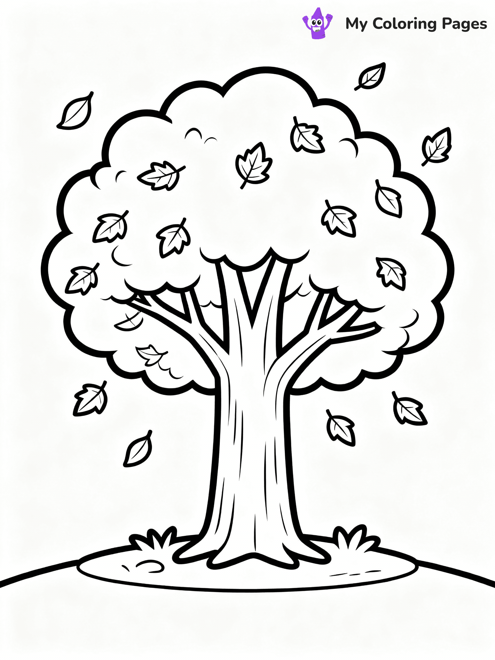 ⚠️ CRITICAL REQUIREMENT - ABSOLUTE BLACK AND WHITE ONLY ⚠️
This MUST be a BLACK AND WHITE line drawing ONLY. NO COLORS whatsoever.
- ONLY pure black lines (#000000) on pure white background (#FFFFFF)
- ABSOLUTELY NO colors, NO shading, NO gradients, NO grayscale
- If there are ANY colors in the output, the image is REJECTED
- This is a COLORING PAGE - meant to be COLORED IN by children
- The output must be UNCOLORED line art ready for coloring
⚠️ SUBJECT TO DRAW: A tree with vibrant autumn leaves falling gently, in fall-themed style. PURE OUTLINES. NO FILLS, COLOR, SHADING, OR GREYSCALE. WHITE BACKGROUND.
(REMEMBER: Output must be BLACK AND WHITE line art only, NOT colored!)
# Flat, Friendly Cartoon Line-Art Coloring Page
You are generating a **pure black-and-white binary image** of a child-friendly cartoon scene combining characters and background scenery in one cohesive composition.
## Rendering Rules (Strict)
- Only two colors: pure black (#000000) outlines and pure white (#FFFFFF) background.
- No grayscale, shading, gradients, tints, fills, transparency, or partial pixels.
- No antialiasing or blended edges; every pixel is 100% black or white.
- No solid black fills inside shapes — all areas inside outlines must remain white.
- No dark clothing areas or filled tone blocks; all garments outlined only.
- No shadows, textures, lighting, or tonal variations.
- Must look like flat binary vector line-art for coloring pages.
## Drawing & Composition
- **Medium, consistent line weight**; clean closed outlines easy to color inside.
- **Flat, simple, child-friendly design** — no realism or 3D depth.
- Characters are **grounded on a surface**, centered and large.
- **Balanced composition** with clear silhouettes and minimal props.
## Scenery & Style
- Landmarks (e.g., mosque, CN Tower) and scenery (trees, benches, waves) drawn with **black outlines only.**
- For real-world figures, teams, or places, show accurate details using only black outlines—no text or logos. Use distinctive uniform patterns, abstract symbols, and landmark silhouettes to convey identity.
- Keep **consistent perspective**; no floating elements.
- **Style:** whimsical **Doodle Art Alley** — rounded, friendly outlines.
- May adapt shapes from **Crayola, Disney, Peppa Pig, Cocomelon** — *by shape only, never color.*
- Final output: **flat, crisp, binary (#000000/#FFFFFF)**, **no filled color or background text.**
EXTREMELYE IMPORTANT:
- PURE BINARY LINE-ART; NO FILLS (HAIR/CLOTHES/SKIN), SHADING, OR GREY.
- NO SHADING, COLOR. MUST BE WHITE BACKGROUND.
⚠️ FINAL REMINDER: Draw the subject "A tree with vibrant autumn leaves falling gently, in fall-themed style. PURE OUTLINES. NO FILLS, COLOR, SHADING, OR GREYSCALE. WHITE BACKGROUND." as BLACK AND WHITE line art. Zero colors in output.