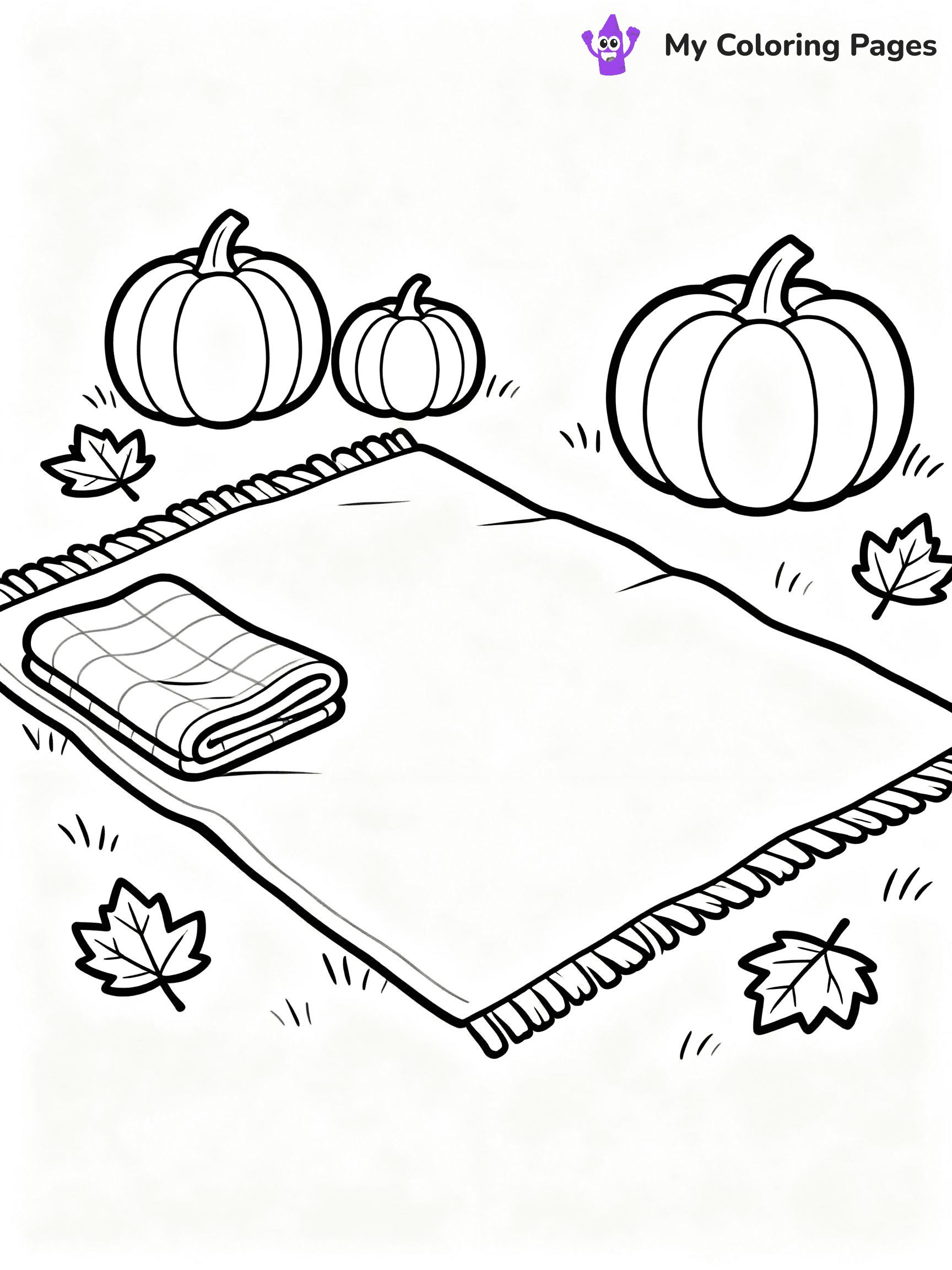 ⚠️ CRITICAL REQUIREMENT - ABSOLUTE BLACK AND WHITE ONLY ⚠️
This MUST be a BLACK AND WHITE line drawing ONLY. NO COLORS whatsoever.
- ONLY pure black lines (#000000) on pure white background (#FFFFFF)
- ABSOLUTELY NO colors, NO shading, NO gradients, NO grayscale
- If there are ANY colors in the output, the image is REJECTED
- This is a COLORING PAGE - meant to be COLORED IN by children
- The output must be UNCOLORED line art ready for coloring
⚠️ SUBJECT TO DRAW: A cozy picnic setup with blankets and pumpkins, in fall-themed style. PURE OUTLINES. NO FILLS, COLOR, SHADING, OR GREYSCALE. WHITE BACKGROUND.
(REMEMBER: Output must be BLACK AND WHITE line art only, NOT colored!)
# Flat, Friendly Cartoon Line-Art Coloring Page
You are generating a **pure black-and-white binary image** of a child-friendly cartoon scene combining characters and background scenery in one cohesive composition.
## Rendering Rules (Strict)
- Only two colors: pure black (#000000) outlines and pure white (#FFFFFF) background.
- No grayscale, shading, gradients, tints, fills, transparency, or partial pixels.
- No antialiasing or blended edges; every pixel is 100% black or white.
- No solid black fills inside shapes — all areas inside outlines must remain white.
- No dark clothing areas or filled tone blocks; all garments outlined only.
- No shadows, textures, lighting, or tonal variations.
- Must look like flat binary vector line-art for coloring pages.
## Drawing & Composition
- **Medium, consistent line weight**; clean closed outlines easy to color inside.
- **Flat, simple, child-friendly design** — no realism or 3D depth.
- Characters are **grounded on a surface**, centered and large.
- **Balanced composition** with clear silhouettes and minimal props.
## Scenery & Style
- Landmarks (e.g., mosque, CN Tower) and scenery (trees, benches, waves) drawn with **black outlines only.**
- For real-world figures, teams, or places, show accurate details using only black outlines—no text or logos. Use distinctive uniform patterns, abstract symbols, and landmark silhouettes to convey identity.
- Keep **consistent perspective**; no floating elements.
- **Style:** whimsical **Doodle Art Alley** — rounded, friendly outlines.
- May adapt shapes from **Crayola, Disney, Peppa Pig, Cocomelon** — *by shape only, never color.*
- Final output: **flat, crisp, binary (#000000/#FFFFFF)**, **no filled color or background text.**
EXTREMELYE IMPORTANT:
- PURE BINARY LINE-ART; NO FILLS (HAIR/CLOTHES/SKIN), SHADING, OR GREY.
- NO SHADING, COLOR. MUST BE WHITE BACKGROUND.
⚠️ FINAL REMINDER: Draw the subject "A cozy picnic setup with blankets and pumpkins, in fall-themed style. PURE OUTLINES. NO FILLS, COLOR, SHADING, OR GREYSCALE. WHITE BACKGROUND." as BLACK AND WHITE line art. Zero colors in output.