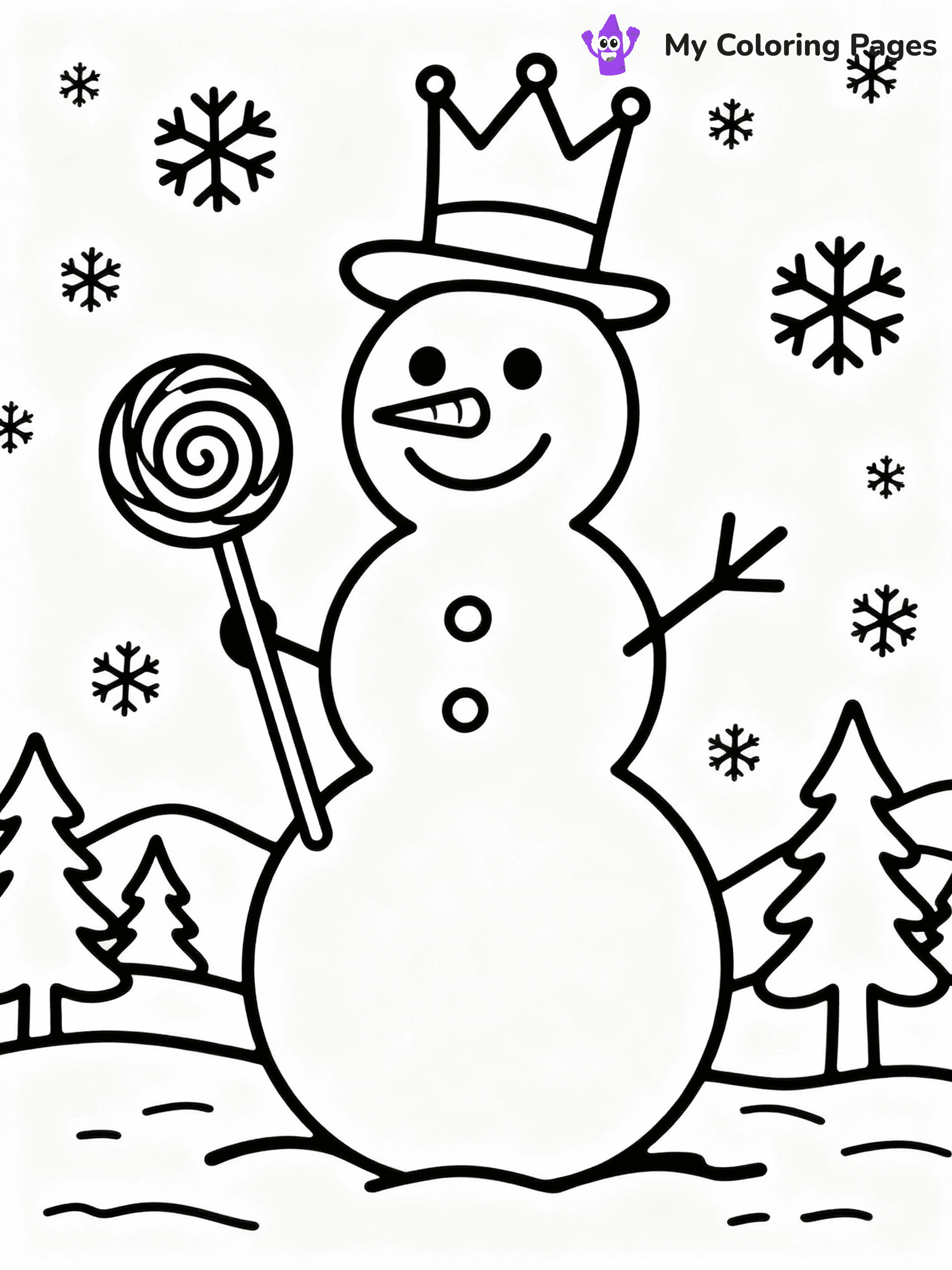 ⚠️ CRITICAL REQUIREMENT - ABSOLUTE BLACK AND WHITE ONLY ⚠️
This MUST be a BLACK AND WHITE line drawing ONLY. NO COLORS whatsoever.
- ONLY pure black lines (#000000) on pure white background (#FFFFFF)
- ABSOLUTELY NO colors, NO shading, NO gradients, NO grayscale
- If there are ANY colors in the output, the image is REJECTED
- This is a COLORING PAGE - meant to be COLORED IN by children
- The output must be UNCOLORED line art ready for coloring
⚠️ SUBJECT TO DRAW: Cheerful snowman with a lollipop, wearing a top hat, in whimsical winter style
(REMEMBER: Output must be BLACK AND WHITE line art only, NOT colored!)
# COLORING PAGE: BLACK OUTLINES ONLY - WHITE BACKGROUND MANDATORY
Create a **coloring book page** using EXACTLY two values: black lines, white space.
## NON-NEGOTIABLE BINARY RULES
- **ONLY #000000 (black) and #FFFFFF (white)** - NO other values exist
- **EVERY PIXEL = BLACK OR WHITE** - no gray/shading/antialiasing
- **WHITE BACKGROUND MANDATORY** - entire canvas stays white
- **ALL SHAPES HOLLOW** - everything is empty outlines waiting to be colored
- **FORBIDDEN:** fills, shading, gradients, patterns, textures, colors
- **NO SOLID REGIONS** - if it's not a thin line, it's wrong
## Universal Line Standards
- Black outlines ONLY - thin, uniform weight
- Every shape completely empty inside
- Closed contours suitable for coloring
- Simple flat illustration - zero depth/3D/realism
- **Style:** Whimsical Doodle Art Alley - rounded, friendly outlines (unless specified)
## Everything = Outline Only
- Characters/animals: hollow shapes
- Objects/clothing: empty contours
- Backgrounds/scenery: line work only
- Natural elements: outlined forms
- Dark/night areas: don't exist (use outlined symbols)
- Textures/patterns: convert to simple lines
## The Test
Can a child color EVERY white space with crayons? If any area is pre-filled/shaded/gray or colored in, it FAILS. Every shape must be waiting to receive color.
**FINAL OUTPUT**: Binary coloring page. Black lines define shapes. White spaces ready for coloring. Nothing else exists. No exceptions. Print-ready.
⚠️ FINAL REMINDER: Draw the subject "Cheerful snowman with a lollipop, wearing a top hat, in whimsical winter style" as BLACK AND WHITE line art. Zero colors in output.