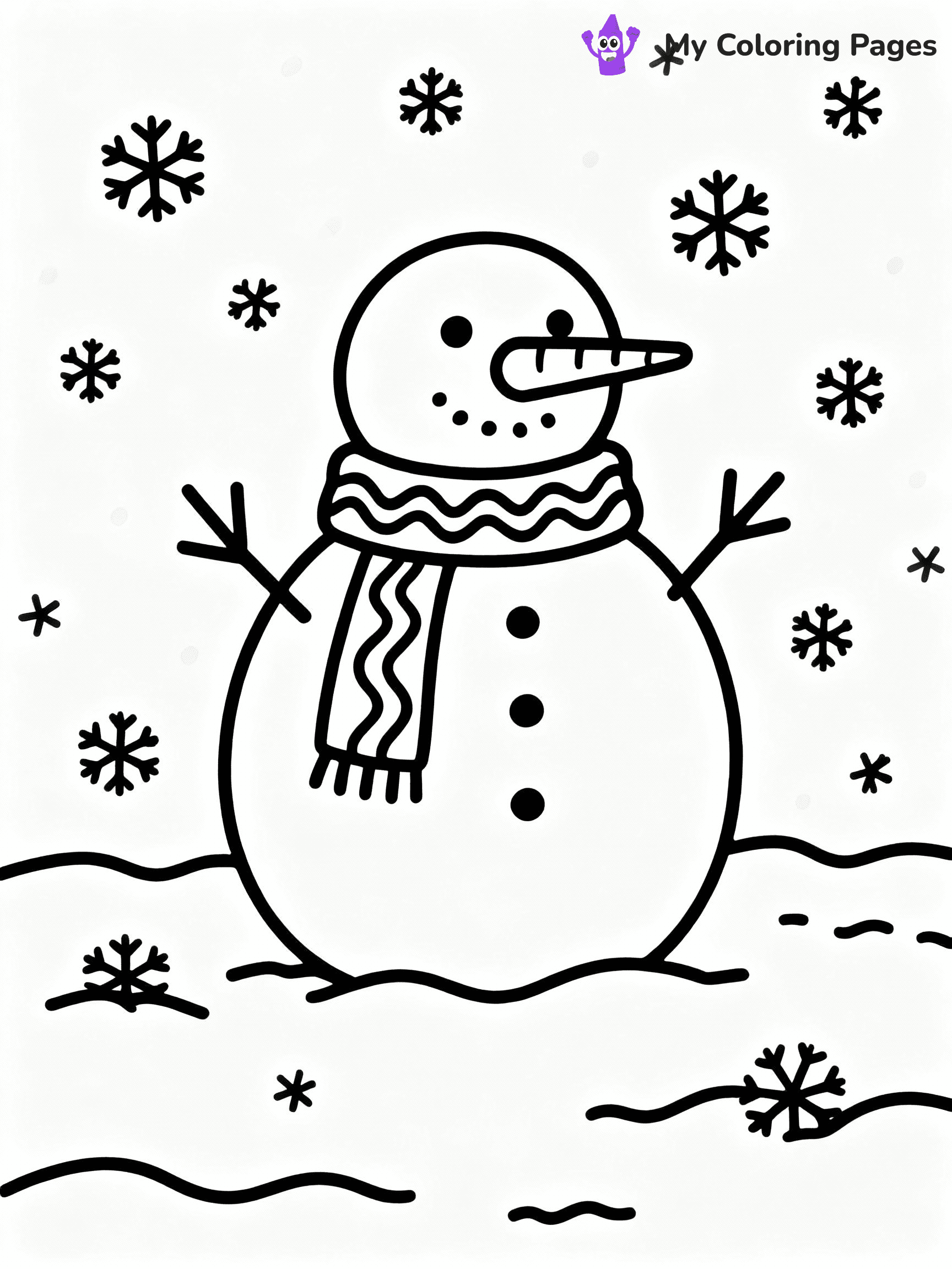 ⚠️ CRITICAL REQUIREMENT - ABSOLUTE BLACK AND WHITE ONLY ⚠️
This MUST be a BLACK AND WHITE line drawing ONLY. NO COLORS whatsoever.
- ONLY pure black lines (#000000) on pure white background (#FFFFFF)
- ABSOLUTELY NO colors, NO shading, NO gradients, NO grayscale
- If there are ANY colors in the output, the image is REJECTED
- This is a COLORING PAGE - meant to be COLORED IN by children
- The output must be UNCOLORED line art ready for coloring
⚠️ SUBJECT TO DRAW: Classic snowman with a scarf and carrot nose, standing in a snowy field, in playful outline style
(REMEMBER: Output must be BLACK AND WHITE line art only, NOT colored!)
# COLORING PAGE: BLACK OUTLINES ONLY - WHITE BACKGROUND MANDATORY
Create a **coloring book page** using EXACTLY two values: black lines, white space.
## NON-NEGOTIABLE BINARY RULES
- **ONLY #000000 (black) and #FFFFFF (white)** - NO other values exist
- **EVERY PIXEL = BLACK OR WHITE** - no gray/shading/antialiasing
- **WHITE BACKGROUND MANDATORY** - entire canvas stays white
- **ALL SHAPES HOLLOW** - everything is empty outlines waiting to be colored
- **FORBIDDEN:** fills, shading, gradients, patterns, textures, colors
- **NO SOLID REGIONS** - if it's not a thin line, it's wrong
## Universal Line Standards
- Black outlines ONLY - thin, uniform weight
- Every shape completely empty inside
- Closed contours suitable for coloring
- Simple flat illustration - zero depth/3D/realism
- **Style:** Whimsical Doodle Art Alley - rounded, friendly outlines (unless specified)
## Everything = Outline Only
- Characters/animals: hollow shapes
- Objects/clothing: empty contours
- Backgrounds/scenery: line work only
- Natural elements: outlined forms
- Dark/night areas: don't exist (use outlined symbols)
- Textures/patterns: convert to simple lines
## The Test
Can a child color EVERY white space with crayons? If any area is pre-filled/shaded/gray or colored in, it FAILS. Every shape must be waiting to receive color.
**FINAL OUTPUT**: Binary coloring page. Black lines define shapes. White spaces ready for coloring. Nothing else exists. No exceptions. Print-ready.
⚠️ FINAL REMINDER: Draw the subject "Classic snowman with a scarf and carrot nose, standing in a snowy field, in playful outline style" as BLACK AND WHITE line art. Zero colors in output.