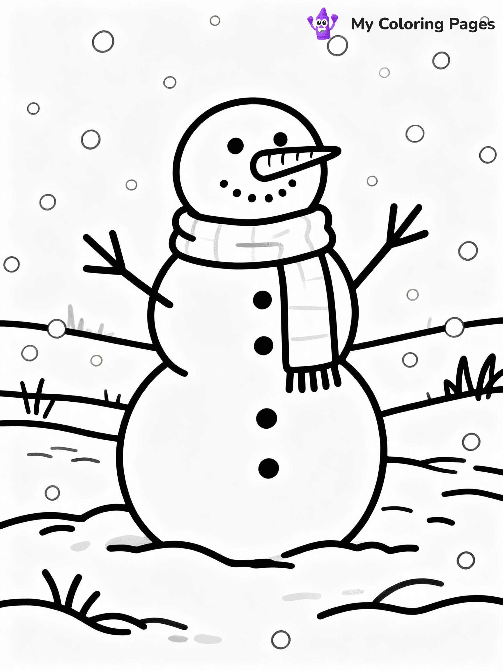 ⚠️ CRITICAL REQUIREMENT - ABSOLUTE BLACK AND WHITE ONLY ⚠️
This MUST be a BLACK AND WHITE line drawing ONLY. NO COLORS whatsoever.
- ONLY pure black lines (#000000) on pure white background (#FFFFFF)
- ABSOLUTELY NO colors, NO shading, NO gradients, NO grayscale
- If there are ANY colors in the output, the image is REJECTED
- This is a COLORING PAGE - meant to be COLORED IN by children
- The output must be UNCOLORED line art ready for coloring
⚠️ SUBJECT TO DRAW: Classic snowman with a scarf and carrot nose, standing in a snowy field, in playful outline style
(REMEMBER: Output must be BLACK AND WHITE line art only, NOT colored!)
# COLORING PAGE: BLACK OUTLINES ONLY - WHITE BACKGROUND MANDATORY
Create a **coloring book page** using EXACTLY two values: black lines, white space.
## NON-NEGOTIABLE BINARY RULES
- **ONLY #000000 (black) and #FFFFFF (white)** - NO other values exist
- **EVERY PIXEL = BLACK OR WHITE** - no gray/shading/antialiasing
- **WHITE BACKGROUND MANDATORY** - entire canvas stays white
- **ALL SHAPES HOLLOW** - everything is empty outlines waiting to be colored
- **FORBIDDEN:** fills, shading, gradients, patterns, textures, colors
- **NO SOLID REGIONS** - if it's not a thin line, it's wrong
## Universal Line Standards
- Black outlines ONLY - thin, uniform weight
- Every shape completely empty inside
- Closed contours suitable for coloring
- Simple flat illustration - zero depth/3D/realism
- **Style:** Whimsical Doodle Art Alley - rounded, friendly outlines (unless specified)
## Everything = Outline Only
- Characters/animals: hollow shapes
- Objects/clothing: empty contours
- Backgrounds/scenery: line work only
- Natural elements: outlined forms
- Dark/night areas: don't exist (use outlined symbols)
- Textures/patterns: convert to simple lines
## The Test
Can a child color EVERY white space with crayons? If any area is pre-filled/shaded/gray or colored in, it FAILS. Every shape must be waiting to receive color.
**FINAL OUTPUT**: Binary coloring page. Black lines define shapes. White spaces ready for coloring. Nothing else exists. No exceptions. Print-ready.
⚠️ FINAL REMINDER: Draw the subject "Classic snowman with a scarf and carrot nose, standing in a snowy field, in playful outline style" as BLACK AND WHITE line art. Zero colors in output.