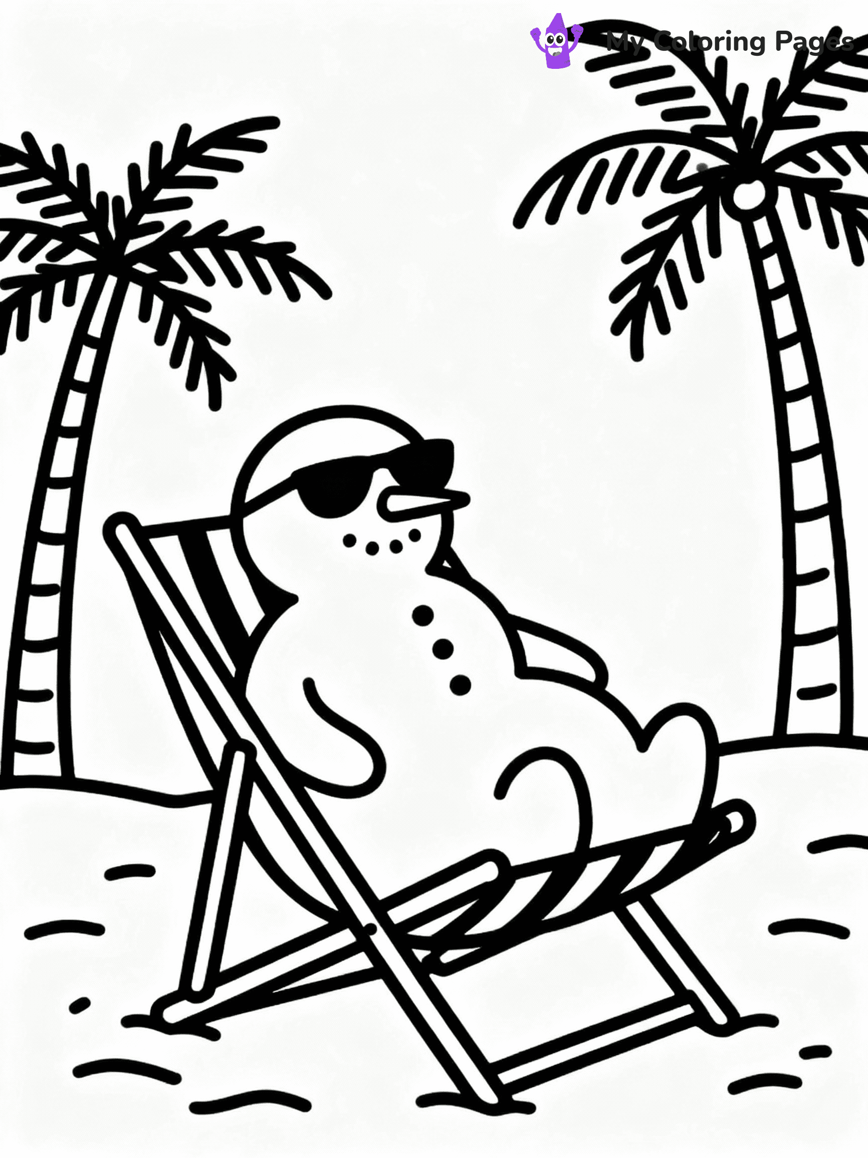 ⚠️ CRITICAL REQUIREMENT - ABSOLUTE BLACK AND WHITE ONLY ⚠️
This MUST be a BLACK AND WHITE line drawing ONLY. NO COLORS whatsoever.
- ONLY pure black lines (#000000) on pure white background (#FFFFFF)
- ABSOLUTELY NO colors, NO shading, NO gradients, NO grayscale
- If there are ANY colors in the output, the image is REJECTED
- This is a COLORING PAGE - meant to be COLORED IN by children
- The output must be UNCOLORED line art ready for coloring
⚠️ SUBJECT TO DRAW: Snowman wearing sunglasses, lounging in a beach chair, with palm trees in the background, in fun summer-winter blend style
(REMEMBER: Output must be BLACK AND WHITE line art only, NOT colored!)
# COLORING PAGE: BLACK OUTLINES ONLY - WHITE BACKGROUND MANDATORY
Create a **coloring book page** using EXACTLY two values: black lines, white space.
## NON-NEGOTIABLE BINARY RULES
- **ONLY #000000 (black) and #FFFFFF (white)** - NO other values exist
- **EVERY PIXEL = BLACK OR WHITE** - no gray/shading/antialiasing
- **WHITE BACKGROUND MANDATORY** - entire canvas stays white
- **ALL SHAPES HOLLOW** - everything is empty outlines waiting to be colored
- **FORBIDDEN:** fills, shading, gradients, patterns, textures, colors
- **NO SOLID REGIONS** - if it's not a thin line, it's wrong
## Universal Line Standards
- Black outlines ONLY - thin, uniform weight
- Every shape completely empty inside
- Closed contours suitable for coloring
- Simple flat illustration - zero depth/3D/realism
- **Style:** Whimsical Doodle Art Alley - rounded, friendly outlines (unless specified)
## Everything = Outline Only
- Characters/animals: hollow shapes
- Objects/clothing: empty contours
- Backgrounds/scenery: line work only
- Natural elements: outlined forms
- Dark/night areas: don't exist (use outlined symbols)
- Textures/patterns: convert to simple lines
## The Test
Can a child color EVERY white space with crayons? If any area is pre-filled/shaded/gray or colored in, it FAILS. Every shape must be waiting to receive color.
**FINAL OUTPUT**: Binary coloring page. Black lines define shapes. White spaces ready for coloring. Nothing else exists. No exceptions. Print-ready.
⚠️ FINAL REMINDER: Draw the subject "Snowman wearing sunglasses, lounging in a beach chair, with palm trees in the background, in fun summer-winter blend style" as BLACK AND WHITE line art. Zero colors in output.