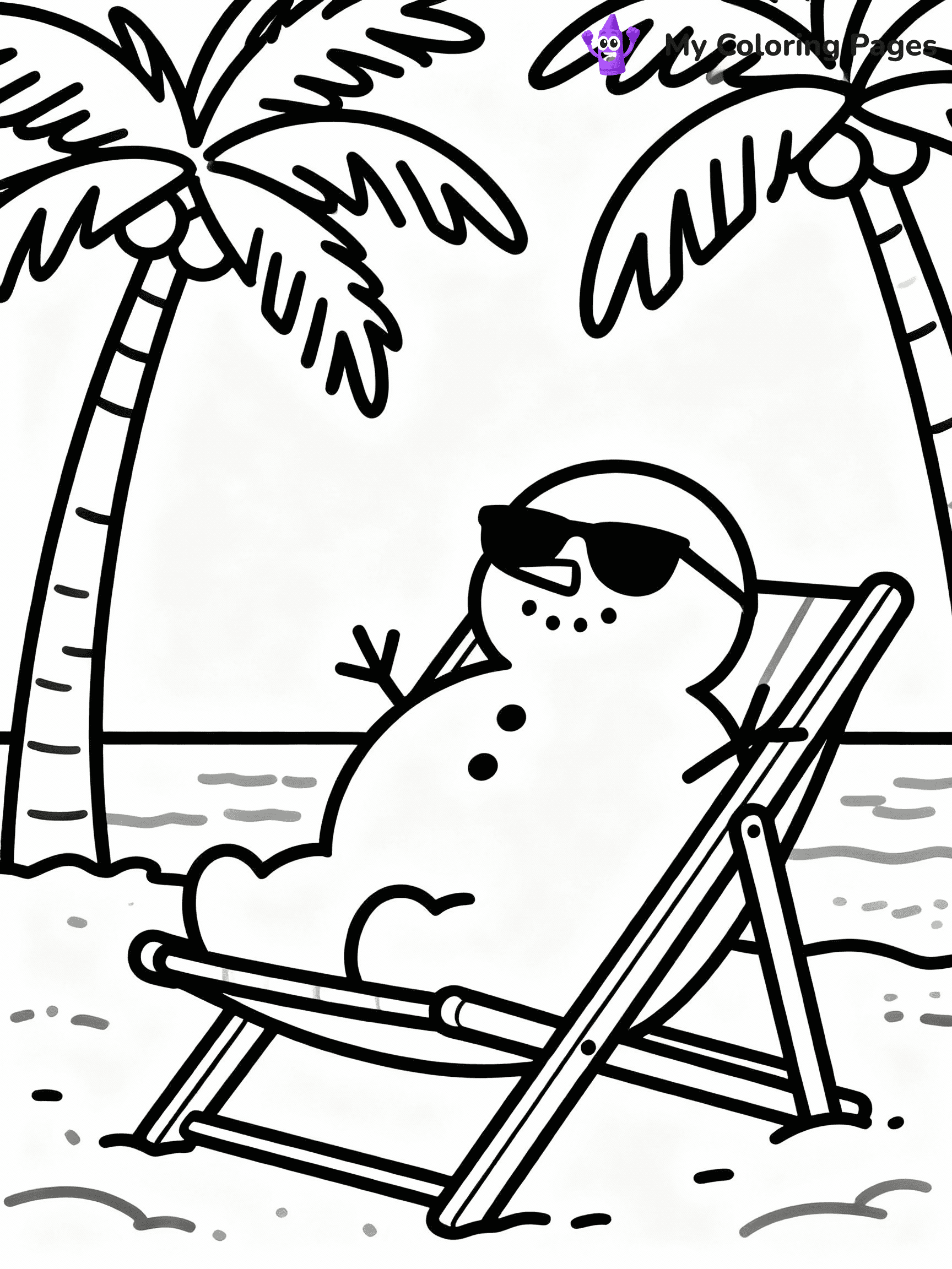 ⚠️ CRITICAL REQUIREMENT - ABSOLUTE BLACK AND WHITE ONLY ⚠️
This MUST be a BLACK AND WHITE line drawing ONLY. NO COLORS whatsoever.
- ONLY pure black lines (#000000) on pure white background (#FFFFFF)
- ABSOLUTELY NO colors, NO shading, NO gradients, NO grayscale
- If there are ANY colors in the output, the image is REJECTED
- This is a COLORING PAGE - meant to be COLORED IN by children
- The output must be UNCOLORED line art ready for coloring
⚠️ SUBJECT TO DRAW: Snowman wearing sunglasses, lounging in a beach chair, with palm trees in the background, in fun summer-winter blend style
(REMEMBER: Output must be BLACK AND WHITE line art only, NOT colored!)
# COLORING PAGE: BLACK OUTLINES ONLY - WHITE BACKGROUND MANDATORY
Create a **coloring book page** using EXACTLY two values: black lines, white space.
## NON-NEGOTIABLE BINARY RULES
- **ONLY #000000 (black) and #FFFFFF (white)** - NO other values exist
- **EVERY PIXEL = BLACK OR WHITE** - no gray/shading/antialiasing
- **WHITE BACKGROUND MANDATORY** - entire canvas stays white
- **ALL SHAPES HOLLOW** - everything is empty outlines waiting to be colored
- **FORBIDDEN:** fills, shading, gradients, patterns, textures, colors
- **NO SOLID REGIONS** - if it's not a thin line, it's wrong
## Universal Line Standards
- Black outlines ONLY - thin, uniform weight
- Every shape completely empty inside
- Closed contours suitable for coloring
- Simple flat illustration - zero depth/3D/realism
- **Style:** Whimsical Doodle Art Alley - rounded, friendly outlines (unless specified)
## Everything = Outline Only
- Characters/animals: hollow shapes
- Objects/clothing: empty contours
- Backgrounds/scenery: line work only
- Natural elements: outlined forms
- Dark/night areas: don't exist (use outlined symbols)
- Textures/patterns: convert to simple lines
## The Test
Can a child color EVERY white space with crayons? If any area is pre-filled/shaded/gray or colored in, it FAILS. Every shape must be waiting to receive color.
**FINAL OUTPUT**: Binary coloring page. Black lines define shapes. White spaces ready for coloring. Nothing else exists. No exceptions. Print-ready.
⚠️ FINAL REMINDER: Draw the subject "Snowman wearing sunglasses, lounging in a beach chair, with palm trees in the background, in fun summer-winter blend style" as BLACK AND WHITE line art. Zero colors in output.