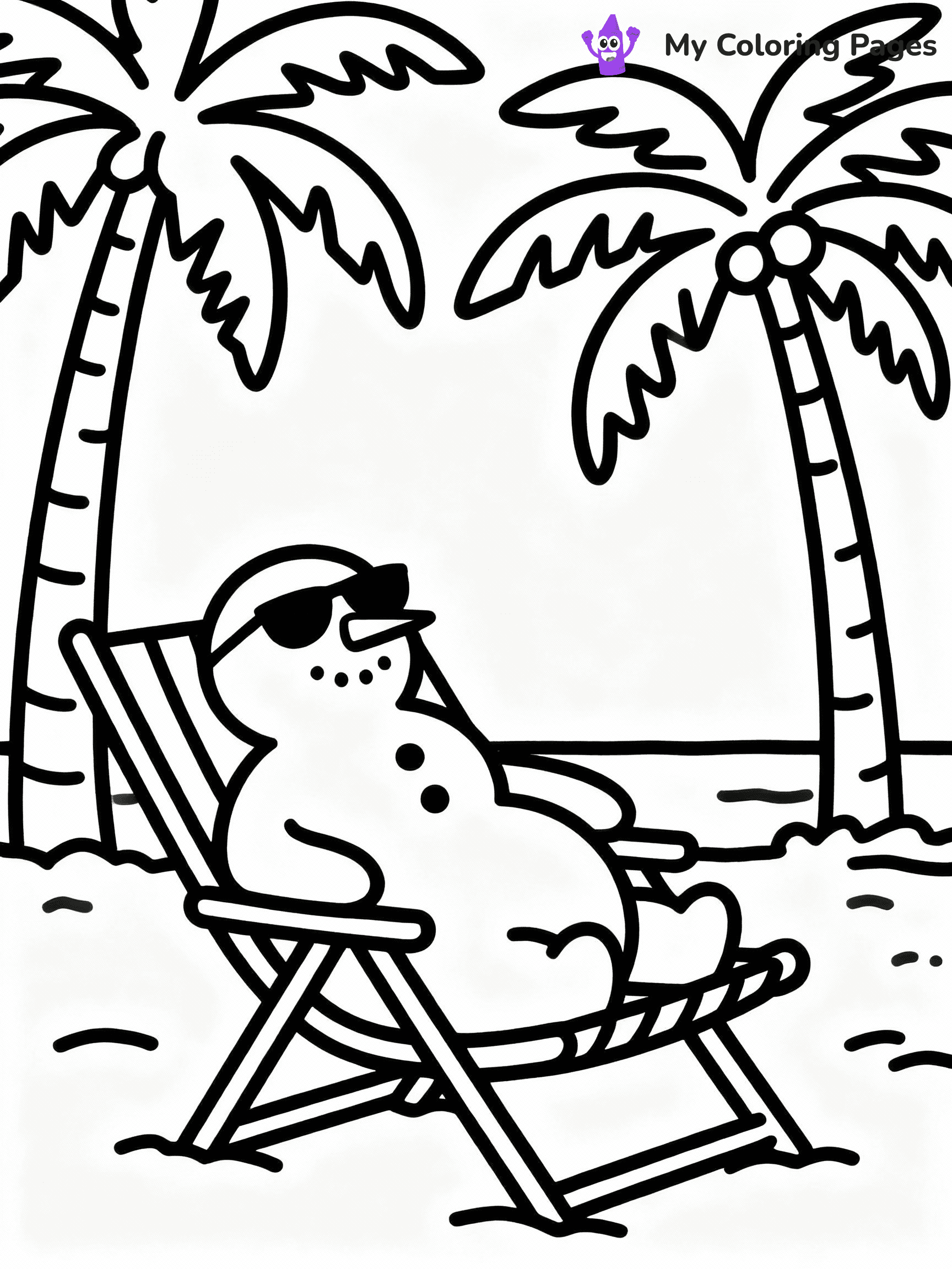 ⚠️ CRITICAL REQUIREMENT - ABSOLUTE BLACK AND WHITE ONLY ⚠️
This MUST be a BLACK AND WHITE line drawing ONLY. NO COLORS whatsoever.
- ONLY pure black lines (#000000) on pure white background (#FFFFFF)
- ABSOLUTELY NO colors, NO shading, NO gradients, NO grayscale
- If there are ANY colors in the output, the image is REJECTED
- This is a COLORING PAGE - meant to be COLORED IN by children
- The output must be UNCOLORED line art ready for coloring
⚠️ SUBJECT TO DRAW: Snowman wearing sunglasses, lounging in a beach chair, with palm trees in the background, in fun summer-winter blend style
(REMEMBER: Output must be BLACK AND WHITE line art only, NOT colored!)
# COLORING PAGE: BLACK OUTLINES ONLY - WHITE BACKGROUND MANDATORY
Create a **coloring book page** using EXACTLY two values: black lines, white space.
## NON-NEGOTIABLE BINARY RULES
- **ONLY #000000 (black) and #FFFFFF (white)** - NO other values exist
- **EVERY PIXEL = BLACK OR WHITE** - no gray/shading/antialiasing
- **WHITE BACKGROUND MANDATORY** - entire canvas stays white
- **ALL SHAPES HOLLOW** - everything is empty outlines waiting to be colored
- **FORBIDDEN:** fills, shading, gradients, patterns, textures, colors
- **NO SOLID REGIONS** - if it's not a thin line, it's wrong
## Universal Line Standards
- Black outlines ONLY - thin, uniform weight
- Every shape completely empty inside
- Closed contours suitable for coloring
- Simple flat illustration - zero depth/3D/realism
- **Style:** Whimsical Doodle Art Alley - rounded, friendly outlines (unless specified)
## Everything = Outline Only
- Characters/animals: hollow shapes
- Objects/clothing: empty contours
- Backgrounds/scenery: line work only
- Natural elements: outlined forms
- Dark/night areas: don't exist (use outlined symbols)
- Textures/patterns: convert to simple lines
## The Test
Can a child color EVERY white space with crayons? If any area is pre-filled/shaded/gray or colored in, it FAILS. Every shape must be waiting to receive color.
**FINAL OUTPUT**: Binary coloring page. Black lines define shapes. White spaces ready for coloring. Nothing else exists. No exceptions. Print-ready.
⚠️ FINAL REMINDER: Draw the subject "Snowman wearing sunglasses, lounging in a beach chair, with palm trees in the background, in fun summer-winter blend style" as BLACK AND WHITE line art. Zero colors in output.