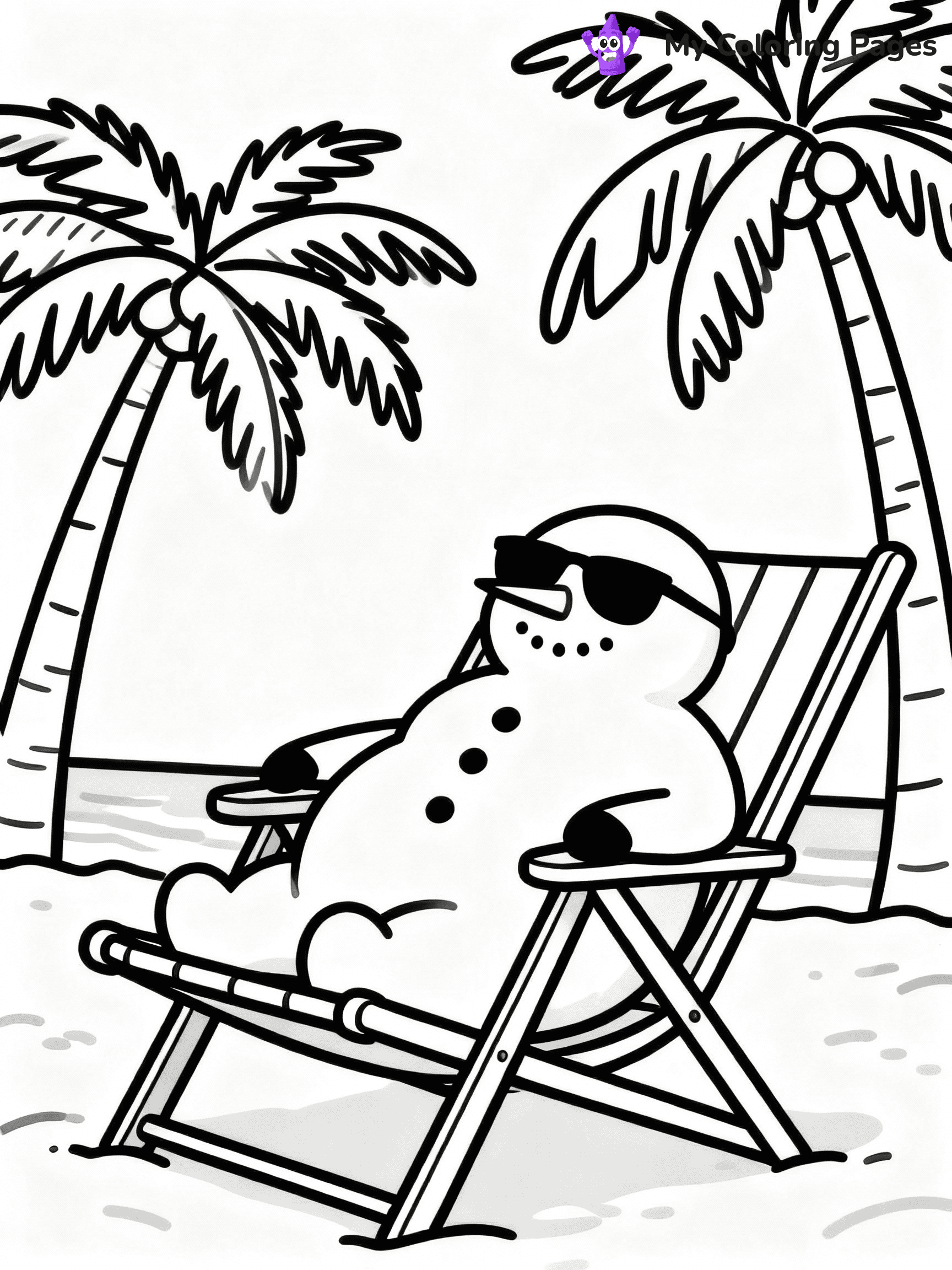 ⚠️ CRITICAL REQUIREMENT - ABSOLUTE BLACK AND WHITE ONLY ⚠️
This MUST be a BLACK AND WHITE line drawing ONLY. NO COLORS whatsoever.
- ONLY pure black lines (#000000) on pure white background (#FFFFFF)
- ABSOLUTELY NO colors, NO shading, NO gradients, NO grayscale
- If there are ANY colors in the output, the image is REJECTED
- This is a COLORING PAGE - meant to be COLORED IN by children
- The output must be UNCOLORED line art ready for coloring
⚠️ SUBJECT TO DRAW: Snowman wearing sunglasses, lounging in a beach chair, with palm trees in the background, in fun summer-winter blend style
(REMEMBER: Output must be BLACK AND WHITE line art only, NOT colored!)
# COLORING PAGE: BLACK OUTLINES ONLY - WHITE BACKGROUND MANDATORY
Create a **coloring book page** using EXACTLY two values: black lines, white space.
## NON-NEGOTIABLE BINARY RULES
- **ONLY #000000 (black) and #FFFFFF (white)** - NO other values exist
- **EVERY PIXEL = BLACK OR WHITE** - no gray/shading/antialiasing
- **WHITE BACKGROUND MANDATORY** - entire canvas stays white
- **ALL SHAPES HOLLOW** - everything is empty outlines waiting to be colored
- **FORBIDDEN:** fills, shading, gradients, patterns, textures, colors
- **NO SOLID REGIONS** - if it's not a thin line, it's wrong
## Universal Line Standards
- Black outlines ONLY - thin, uniform weight
- Every shape completely empty inside
- Closed contours suitable for coloring
- Simple flat illustration - zero depth/3D/realism
- **Style:** Whimsical Doodle Art Alley - rounded, friendly outlines (unless specified)
## Everything = Outline Only
- Characters/animals: hollow shapes
- Objects/clothing: empty contours
- Backgrounds/scenery: line work only
- Natural elements: outlined forms
- Dark/night areas: don't exist (use outlined symbols)
- Textures/patterns: convert to simple lines
## The Test
Can a child color EVERY white space with crayons? If any area is pre-filled/shaded/gray or colored in, it FAILS. Every shape must be waiting to receive color.
**FINAL OUTPUT**: Binary coloring page. Black lines define shapes. White spaces ready for coloring. Nothing else exists. No exceptions. Print-ready.
⚠️ FINAL REMINDER: Draw the subject "Snowman wearing sunglasses, lounging in a beach chair, with palm trees in the background, in fun summer-winter blend style" as BLACK AND WHITE line art. Zero colors in output.