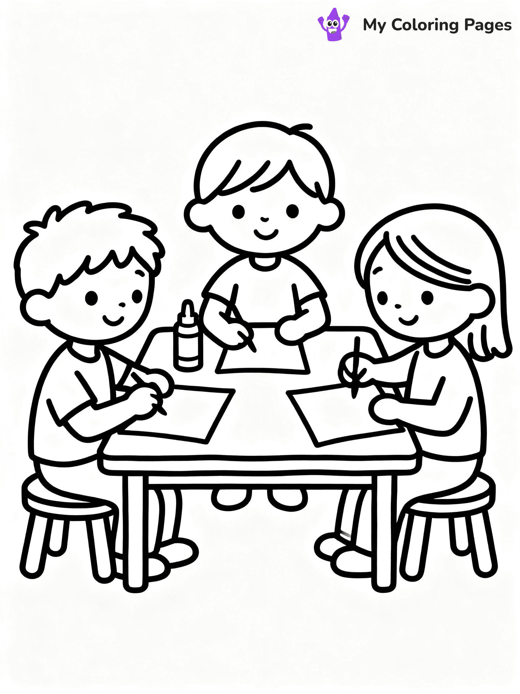 ⚠️ CRITICAL REQUIREMENT - ABSOLUTE BLACK AND WHITE ONLY ⚠️
This MUST be a BLACK AND WHITE line drawing ONLY. NO COLORS whatsoever.
- ONLY pure black lines (#000000) on pure white background (#FFFFFF)
- ABSOLUTELY NO colors, NO shading, NO gradients, NO grayscale
- If there are ANY colors in the output, the image is REJECTED
- This is a COLORING PAGE - meant to be COLORED IN by children
- The output must be UNCOLORED line art ready for coloring
⚠️ SUBJECT TO DRAW: Children making Thanksgiving decorations, glue and paper on table.
(REMEMBER: Output must be BLACK AND WHITE line art only, NOT colored!)
# COLORING PAGE: BLACK OUTLINES ONLY - WHITE BACKGROUND MANDATORY
Create a **coloring book page** using EXACTLY two values: black lines, white space.
## NON-NEGOTIABLE BINARY RULES
- **ONLY #000000 (black) and #FFFFFF (white)** - NO other values exist
- **EVERY PIXEL = BLACK OR WHITE** - no gray/shading/antialiasing
- **WHITE BACKGROUND MANDATORY** - entire canvas stays white
- **ALL SHAPES HOLLOW** - everything is empty outlines waiting to be colored
- **FORBIDDEN:** fills, shading, gradients, patterns, textures, colors
- **NO SOLID REGIONS** - if it's not a thin line, it's wrong
## Universal Line Standards
- Black outlines ONLY - thin, uniform weight
- Every shape completely empty inside
- Closed contours suitable for coloring
- Simple flat illustration - zero depth/3D/realism
- **Style:** Whimsical Doodle Art Alley - rounded, friendly outlines (unless specified)
## Everything = Outline Only
- Characters/animals: hollow shapes
- Objects/clothing: empty contours
- Backgrounds/scenery: line work only
- Natural elements: outlined forms
- Dark/night areas: don't exist (use outlined symbols)
- Textures/patterns: convert to simple lines
## The Test
Can a child color EVERY white space with crayons? If any area is pre-filled/shaded/gray, it FAILS. Every shape must be waiting to receive color.
**FINAL OUTPUT**: Binary coloring page. Black lines define shapes. White spaces ready for coloring. Nothing else exists. No exceptions. Print-ready.
⚠️ FINAL REMINDER: Draw the subject "Children making Thanksgiving decorations, glue and paper on table." as BLACK AND WHITE line art. Zero colors in output.