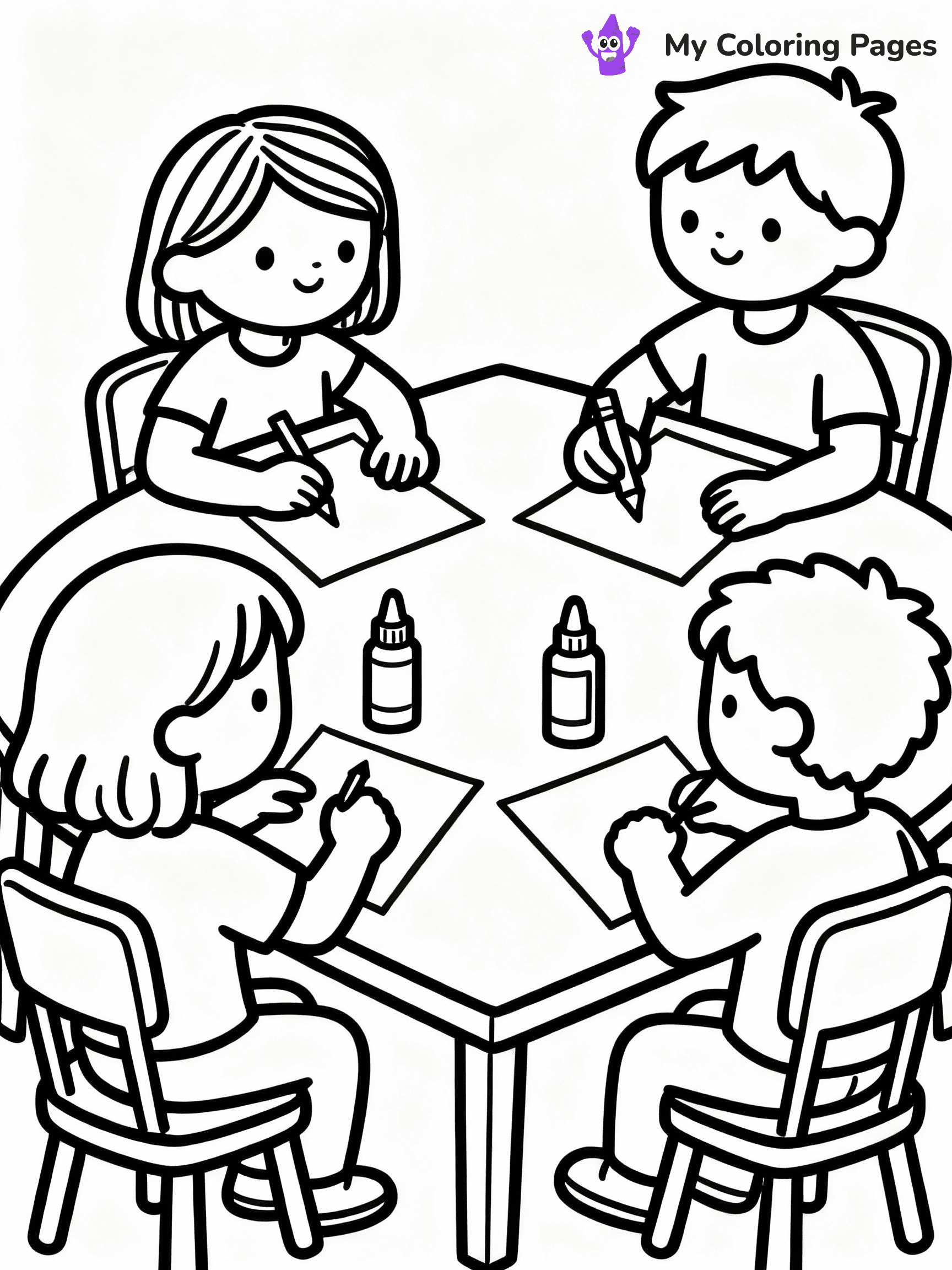 ⚠️ CRITICAL REQUIREMENT - ABSOLUTE BLACK AND WHITE ONLY ⚠️
This MUST be a BLACK AND WHITE line drawing ONLY. NO COLORS whatsoever.
- ONLY pure black lines (#000000) on pure white background (#FFFFFF)
- ABSOLUTELY NO colors, NO shading, NO gradients, NO grayscale
- If there are ANY colors in the output, the image is REJECTED
- This is a COLORING PAGE - meant to be COLORED IN by children
- The output must be UNCOLORED line art ready for coloring
⚠️ SUBJECT TO DRAW: Children making Thanksgiving decorations, glue and paper on table.
(REMEMBER: Output must be BLACK AND WHITE line art only, NOT colored!)
# COLORING PAGE: BLACK OUTLINES ONLY - WHITE BACKGROUND MANDATORY
Create a **coloring book page** using EXACTLY two values: black lines, white space.
## NON-NEGOTIABLE BINARY RULES
- **ONLY #000000 (black) and #FFFFFF (white)** - NO other values exist
- **EVERY PIXEL = BLACK OR WHITE** - no gray/shading/antialiasing
- **WHITE BACKGROUND MANDATORY** - entire canvas stays white
- **ALL SHAPES HOLLOW** - everything is empty outlines waiting to be colored
- **FORBIDDEN:** fills, shading, gradients, patterns, textures, colors
- **NO SOLID REGIONS** - if it's not a thin line, it's wrong
## Universal Line Standards
- Black outlines ONLY - thin, uniform weight
- Every shape completely empty inside
- Closed contours suitable for coloring
- Simple flat illustration - zero depth/3D/realism
- **Style:** Whimsical Doodle Art Alley - rounded, friendly outlines (unless specified)
## Everything = Outline Only
- Characters/animals: hollow shapes
- Objects/clothing: empty contours
- Backgrounds/scenery: line work only
- Natural elements: outlined forms
- Dark/night areas: don't exist (use outlined symbols)
- Textures/patterns: convert to simple lines
## The Test
Can a child color EVERY white space with crayons? If any area is pre-filled/shaded/gray, it FAILS. Every shape must be waiting to receive color.
**FINAL OUTPUT**: Binary coloring page. Black lines define shapes. White spaces ready for coloring. Nothing else exists. No exceptions. Print-ready.
⚠️ FINAL REMINDER: Draw the subject "Children making Thanksgiving decorations, glue and paper on table." as BLACK AND WHITE line art. Zero colors in output.