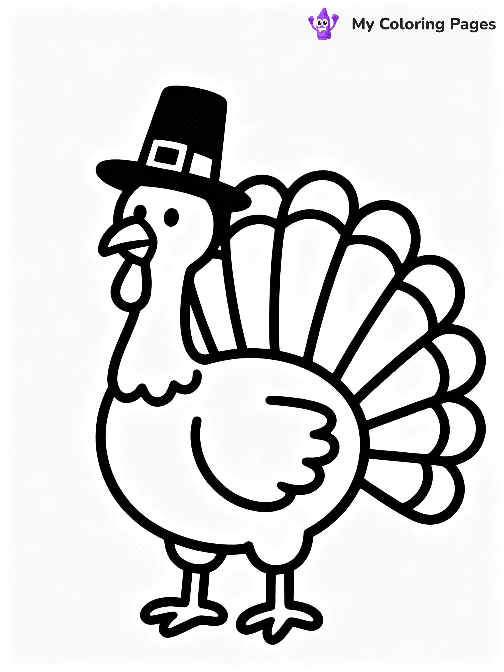 ⚠️ CRITICAL REQUIREMENT - ABSOLUTE BLACK AND WHITE ONLY ⚠️
This MUST be a BLACK AND WHITE line drawing ONLY. NO COLORS whatsoever.
- ONLY pure black lines (#000000) on pure white background (#FFFFFF)
- ABSOLUTELY NO colors, NO shading, NO gradients, NO grayscale
- If there are ANY colors in the output, the image is REJECTED
- This is a COLORING PAGE - meant to be COLORED IN by children
- The output must be UNCOLORED line art ready for coloring
⚠️ SUBJECT TO DRAW: Whimsical turkey wearing a pilgrim hat, tail feathers fanned out.
(REMEMBER: Output must be BLACK AND WHITE line art only, NOT colored!)
# COLORING PAGE: BLACK OUTLINES ONLY - WHITE BACKGROUND MANDATORY
Create a **coloring book page** using EXACTLY two values: black lines, white space.
## NON-NEGOTIABLE BINARY RULES
- **ONLY #000000 (black) and #FFFFFF (white)** - NO other values exist
- **EVERY PIXEL = BLACK OR WHITE** - no gray/shading/antialiasing
- **WHITE BACKGROUND MANDATORY** - entire canvas stays white
- **ALL SHAPES HOLLOW** - everything is empty outlines waiting to be colored
- **FORBIDDEN:** fills, shading, gradients, patterns, textures, colors
- **NO SOLID REGIONS** - if it's not a thin line, it's wrong
## Universal Line Standards
- Black outlines ONLY - thin, uniform weight
- Every shape completely empty inside
- Closed contours suitable for coloring
- Simple flat illustration - zero depth/3D/realism
- **Style:** Whimsical Doodle Art Alley - rounded, friendly outlines (unless specified)
## Everything = Outline Only
- Characters/animals: hollow shapes
- Objects/clothing: empty contours
- Backgrounds/scenery: line work only
- Natural elements: outlined forms
- Dark/night areas: don't exist (use outlined symbols)
- Textures/patterns: convert to simple lines
## The Test
Can a child color EVERY white space with crayons? If any area is pre-filled/shaded/gray, it FAILS. Every shape must be waiting to receive color.
**FINAL OUTPUT**: Binary coloring page. Black lines define shapes. White spaces ready for coloring. Nothing else exists. No exceptions. Print-ready.
⚠️ FINAL REMINDER: Draw the subject "Whimsical turkey wearing a pilgrim hat, tail feathers fanned out." as BLACK AND WHITE line art. Zero colors in output.