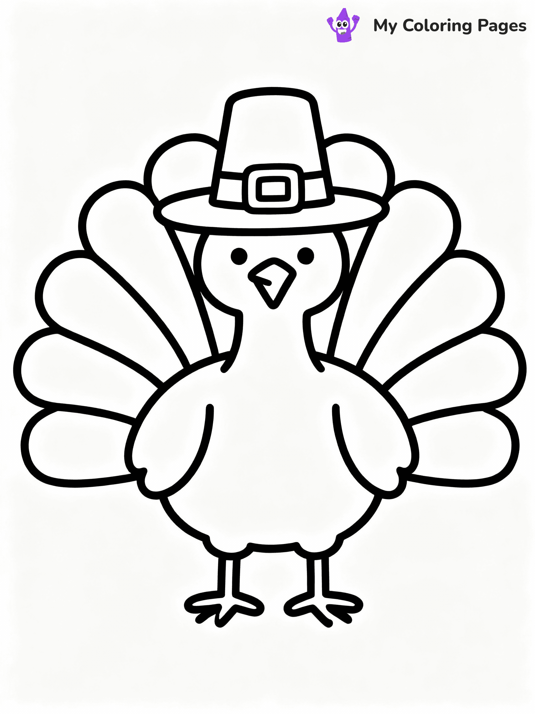 ⚠️ CRITICAL REQUIREMENT - ABSOLUTE BLACK AND WHITE ONLY ⚠️
This MUST be a BLACK AND WHITE line drawing ONLY. NO COLORS whatsoever.
- ONLY pure black lines (#000000) on pure white background (#FFFFFF)
- ABSOLUTELY NO colors, NO shading, NO gradients, NO grayscale
- If there are ANY colors in the output, the image is REJECTED
- This is a COLORING PAGE - meant to be COLORED IN by children
- The output must be UNCOLORED line art ready for coloring
⚠️ SUBJECT TO DRAW: Whimsical turkey wearing a pilgrim hat, tail feathers fanned out.
(REMEMBER: Output must be BLACK AND WHITE line art only, NOT colored!)
# COLORING PAGE: BLACK OUTLINES ONLY - WHITE BACKGROUND MANDATORY
Create a **coloring book page** using EXACTLY two values: black lines, white space.
## NON-NEGOTIABLE BINARY RULES
- **ONLY #000000 (black) and #FFFFFF (white)** - NO other values exist
- **EVERY PIXEL = BLACK OR WHITE** - no gray/shading/antialiasing
- **WHITE BACKGROUND MANDATORY** - entire canvas stays white
- **ALL SHAPES HOLLOW** - everything is empty outlines waiting to be colored
- **FORBIDDEN:** fills, shading, gradients, patterns, textures, colors
- **NO SOLID REGIONS** - if it's not a thin line, it's wrong
## Universal Line Standards
- Black outlines ONLY - thin, uniform weight
- Every shape completely empty inside
- Closed contours suitable for coloring
- Simple flat illustration - zero depth/3D/realism
- **Style:** Whimsical Doodle Art Alley - rounded, friendly outlines (unless specified)
## Everything = Outline Only
- Characters/animals: hollow shapes
- Objects/clothing: empty contours
- Backgrounds/scenery: line work only
- Natural elements: outlined forms
- Dark/night areas: don't exist (use outlined symbols)
- Textures/patterns: convert to simple lines
## The Test
Can a child color EVERY white space with crayons? If any area is pre-filled/shaded/gray, it FAILS. Every shape must be waiting to receive color.
**FINAL OUTPUT**: Binary coloring page. Black lines define shapes. White spaces ready for coloring. Nothing else exists. No exceptions. Print-ready.
⚠️ FINAL REMINDER: Draw the subject "Whimsical turkey wearing a pilgrim hat, tail feathers fanned out." as BLACK AND WHITE line art. Zero colors in output.