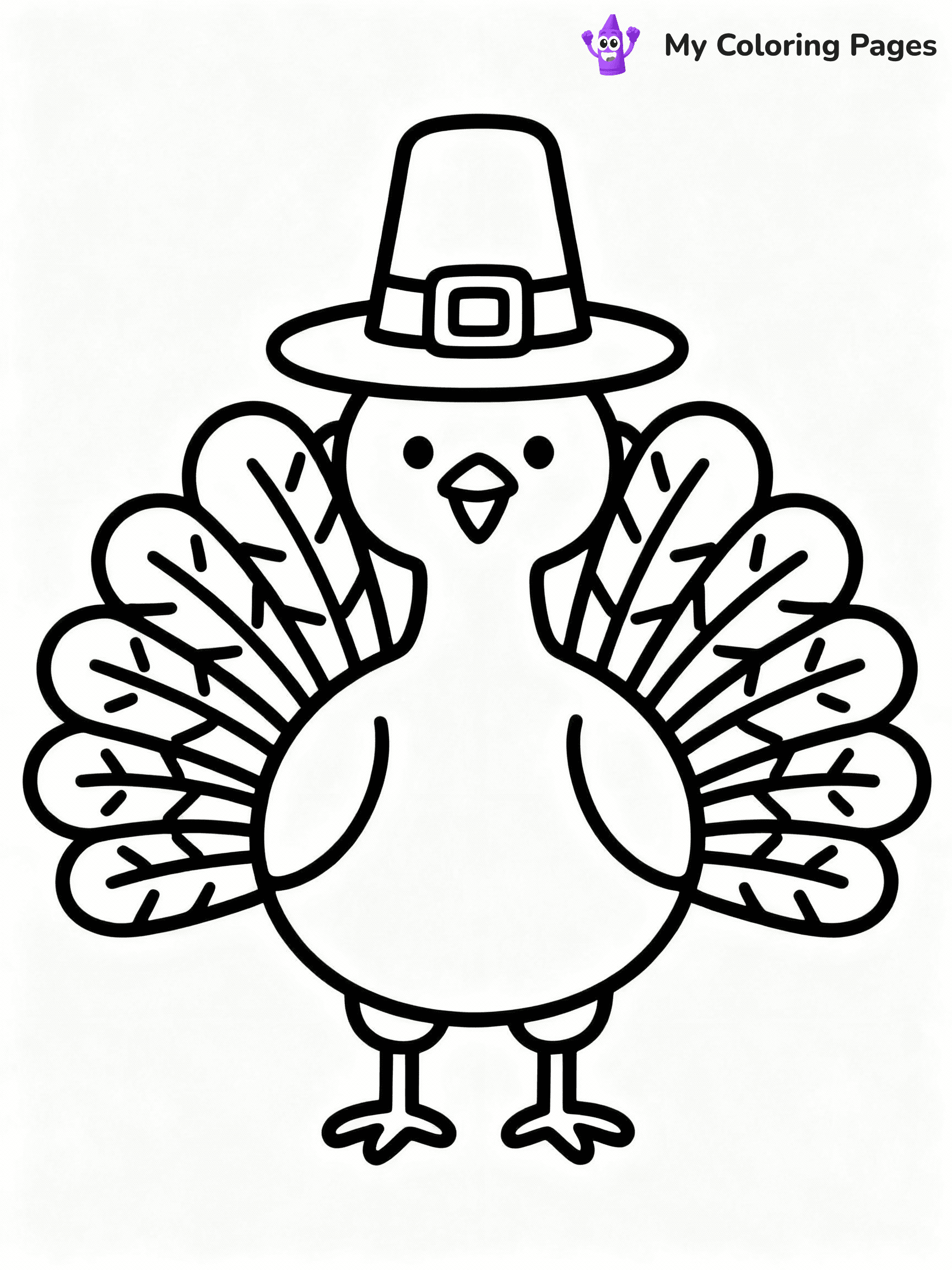 ⚠️ CRITICAL REQUIREMENT - ABSOLUTE BLACK AND WHITE ONLY ⚠️
This MUST be a BLACK AND WHITE line drawing ONLY. NO COLORS whatsoever.
- ONLY pure black lines (#000000) on pure white background (#FFFFFF)
- ABSOLUTELY NO colors, NO shading, NO gradients, NO grayscale
- If there are ANY colors in the output, the image is REJECTED
- This is a COLORING PAGE - meant to be COLORED IN by children
- The output must be UNCOLORED line art ready for coloring
⚠️ SUBJECT TO DRAW: Whimsical turkey wearing a pilgrim hat, tail feathers fanned out.
(REMEMBER: Output must be BLACK AND WHITE line art only, NOT colored!)
# COLORING PAGE: BLACK OUTLINES ONLY - WHITE BACKGROUND MANDATORY
Create a **coloring book page** using EXACTLY two values: black lines, white space.
## NON-NEGOTIABLE BINARY RULES
- **ONLY #000000 (black) and #FFFFFF (white)** - NO other values exist
- **EVERY PIXEL = BLACK OR WHITE** - no gray/shading/antialiasing
- **WHITE BACKGROUND MANDATORY** - entire canvas stays white
- **ALL SHAPES HOLLOW** - everything is empty outlines waiting to be colored
- **FORBIDDEN:** fills, shading, gradients, patterns, textures, colors
- **NO SOLID REGIONS** - if it's not a thin line, it's wrong
## Universal Line Standards
- Black outlines ONLY - thin, uniform weight
- Every shape completely empty inside
- Closed contours suitable for coloring
- Simple flat illustration - zero depth/3D/realism
- **Style:** Whimsical Doodle Art Alley - rounded, friendly outlines (unless specified)
## Everything = Outline Only
- Characters/animals: hollow shapes
- Objects/clothing: empty contours
- Backgrounds/scenery: line work only
- Natural elements: outlined forms
- Dark/night areas: don't exist (use outlined symbols)
- Textures/patterns: convert to simple lines
## The Test
Can a child color EVERY white space with crayons? If any area is pre-filled/shaded/gray, it FAILS. Every shape must be waiting to receive color.
**FINAL OUTPUT**: Binary coloring page. Black lines define shapes. White spaces ready for coloring. Nothing else exists. No exceptions. Print-ready.
⚠️ FINAL REMINDER: Draw the subject "Whimsical turkey wearing a pilgrim hat, tail feathers fanned out." as BLACK AND WHITE line art. Zero colors in output.