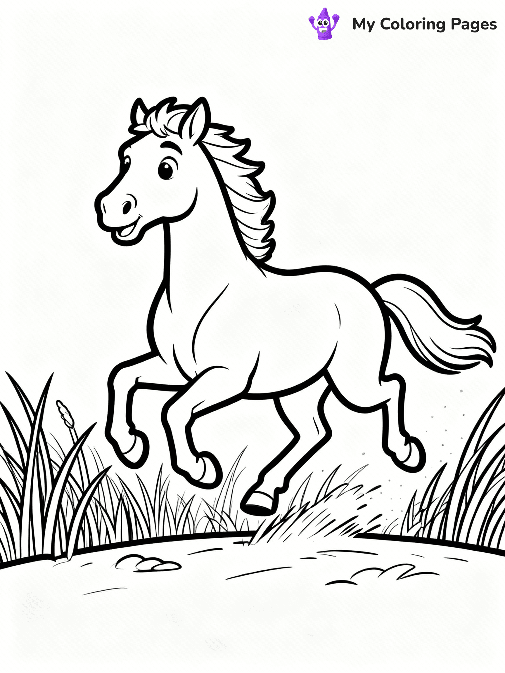 ⚠️ CRITICAL REQUIREMENT - ABSOLUTE BLACK AND WHITE ONLY ⚠️
This MUST be a BLACK AND WHITE line drawing ONLY. NO COLORS whatsoever.
- ONLY pure black lines (#000000) on pure white background (#FFFFFF)
- ABSOLUTELY NO colors, NO shading, NO gradients, NO grayscale
- If there are ANY colors in the output, the image is REJECTED
- This is a COLORING PAGE - meant to be COLORED IN by children
- The output must be UNCOLORED line art ready for coloring
⚠️ SUBJECT TO DRAW: Wild brumby from horse-themed coloring pages galloping through tall grass. Important: PURE OUTLINES. NO FILLS, COLOR, SHADING, OR GREYSCALE. WHITE BACKGROUND.
(REMEMBER: Output must be BLACK AND WHITE line art only, NOT colored!)
# Flat, Friendly Cartoon Line-Art Coloring Page
You are generating a **pure black-and-white binary image** of a child-friendly cartoon scene combining characters and background scenery in one cohesive composition.
## Rendering Rules (Strict)
- Only two colors: pure black (#000000) outlines and pure white (#FFFFFF) background.
- No grayscale, shading, gradients, tints, fills, transparency, or partial pixels.
- No antialiasing or blended edges; every pixel is 100% black or white.
- No solid black fills inside shapes — all areas inside outlines must remain white.
- No dark clothing areas or filled tone blocks; all garments outlined only.
- No shadows, textures, lighting, or tonal variations.
- Must look like flat binary vector line-art for coloring pages.
## Drawing & Composition
- **Medium, consistent line weight**; clean closed outlines easy to color inside.
- **Flat, simple, child-friendly design** — no realism or 3D depth.
- Characters are **grounded on a surface**, centered and large.
- **Balanced composition** with clear silhouettes and minimal props.
## Scenery & Style
- Landmarks (e.g., mosque, CN Tower) and scenery (trees, benches, waves) drawn with **black outlines only.**
- For real-world figures, teams, or places, show accurate details using only black outlines—no text or logos. Use distinctive uniform patterns, abstract symbols, and landmark silhouettes to convey identity.
- Keep **consistent perspective**; no floating elements.
- **Style:** whimsical **Doodle Art Alley** — rounded, friendly outlines.
- May adapt shapes from **Crayola, Disney, Peppa Pig, Cocomelon** — *by shape only, never color.*
- Final output: **flat, crisp, binary (#000000/#FFFFFF)**, **no filled color or background text.**
EXTREMELYE IMPORTANT:
- PURE BINARY LINE-ART; NO FILLS (HAIR/CLOTHES/SKIN), SHADING, OR GREY.
- NO SHADING, COLOR. MUST BE WHITE BACKGROUND.
⚠️ FINAL REMINDER: Draw the subject "Wild brumby from horse-themed coloring pages galloping through tall grass. Important: PURE OUTLINES. NO FILLS, COLOR, SHADING, OR GREYSCALE. WHITE BACKGROUND." as BLACK AND WHITE line art. Zero colors in output.