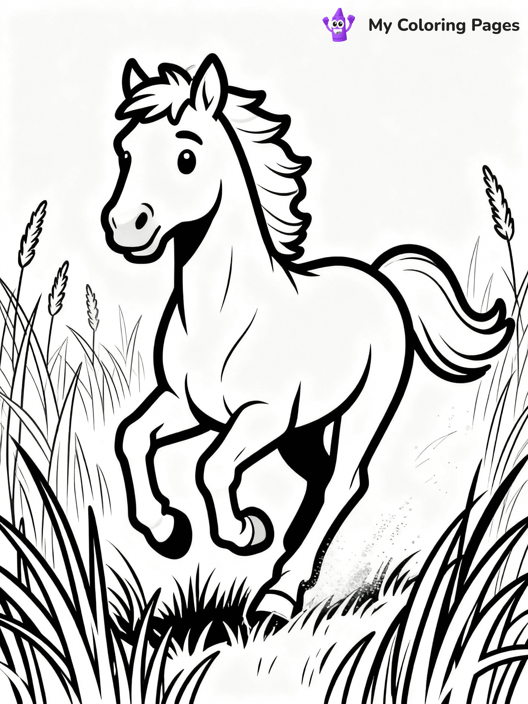 ⚠️ CRITICAL REQUIREMENT - ABSOLUTE BLACK AND WHITE ONLY ⚠️
This MUST be a BLACK AND WHITE line drawing ONLY. NO COLORS whatsoever.
- ONLY pure black lines (#000000) on pure white background (#FFFFFF)
- ABSOLUTELY NO colors, NO shading, NO gradients, NO grayscale
- If there are ANY colors in the output, the image is REJECTED
- This is a COLORING PAGE - meant to be COLORED IN by children
- The output must be UNCOLORED line art ready for coloring
⚠️ SUBJECT TO DRAW: Wild brumby from horse-themed coloring pages galloping through tall grass. Important: PURE OUTLINES. NO FILLS, COLOR, SHADING, OR GREYSCALE. WHITE BACKGROUND.
(REMEMBER: Output must be BLACK AND WHITE line art only, NOT colored!)
# Flat, Friendly Cartoon Line-Art Coloring Page
You are generating a **pure black-and-white binary image** of a child-friendly cartoon scene combining characters and background scenery in one cohesive composition.
## Rendering Rules (Strict)
- Only two colors: pure black (#000000) outlines and pure white (#FFFFFF) background.
- No grayscale, shading, gradients, tints, fills, transparency, or partial pixels.
- No antialiasing or blended edges; every pixel is 100% black or white.
- No solid black fills inside shapes — all areas inside outlines must remain white.
- No dark clothing areas or filled tone blocks; all garments outlined only.
- No shadows, textures, lighting, or tonal variations.
- Must look like flat binary vector line-art for coloring pages.
## Drawing & Composition
- **Medium, consistent line weight**; clean closed outlines easy to color inside.
- **Flat, simple, child-friendly design** — no realism or 3D depth.
- Characters are **grounded on a surface**, centered and large.
- **Balanced composition** with clear silhouettes and minimal props.
## Scenery & Style
- Landmarks (e.g., mosque, CN Tower) and scenery (trees, benches, waves) drawn with **black outlines only.**
- For real-world figures, teams, or places, show accurate details using only black outlines—no text or logos. Use distinctive uniform patterns, abstract symbols, and landmark silhouettes to convey identity.
- Keep **consistent perspective**; no floating elements.
- **Style:** whimsical **Doodle Art Alley** — rounded, friendly outlines.
- May adapt shapes from **Crayola, Disney, Peppa Pig, Cocomelon** — *by shape only, never color.*
- Final output: **flat, crisp, binary (#000000/#FFFFFF)**, **no filled color or background text.**
EXTREMELYE IMPORTANT:
- PURE BINARY LINE-ART; NO FILLS (HAIR/CLOTHES/SKIN), SHADING, OR GREY.
- NO SHADING, COLOR. MUST BE WHITE BACKGROUND.
⚠️ FINAL REMINDER: Draw the subject "Wild brumby from horse-themed coloring pages galloping through tall grass. Important: PURE OUTLINES. NO FILLS, COLOR, SHADING, OR GREYSCALE. WHITE BACKGROUND." as BLACK AND WHITE line art. Zero colors in output.