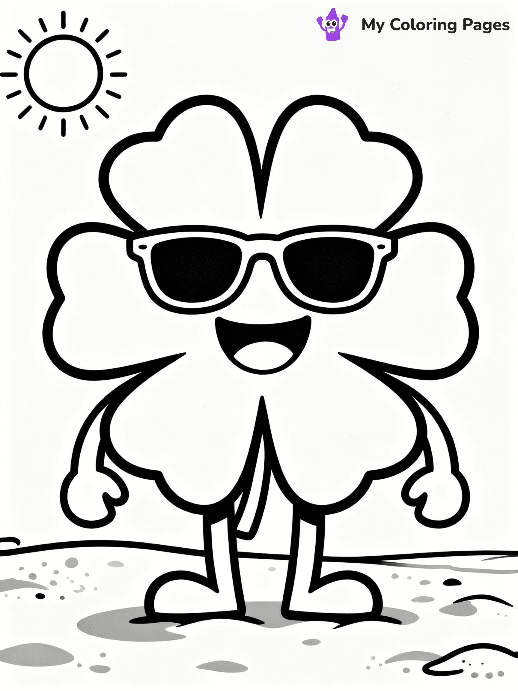 Four Leaf Clover Coloring Pages - 1