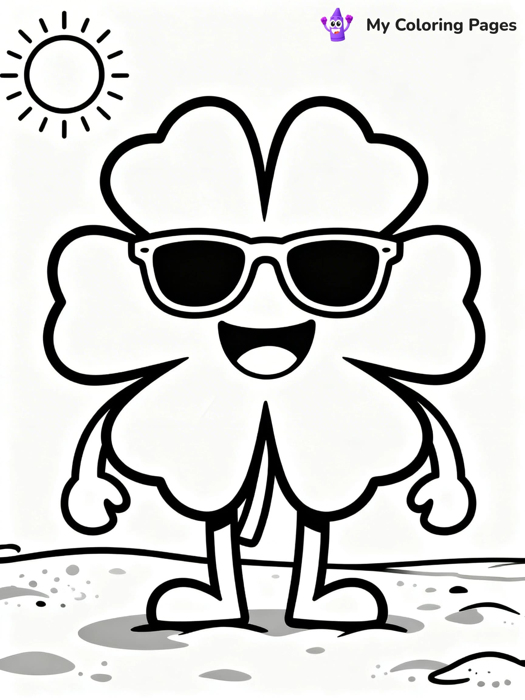 Four Leaf Clover Coloring Pages - 1