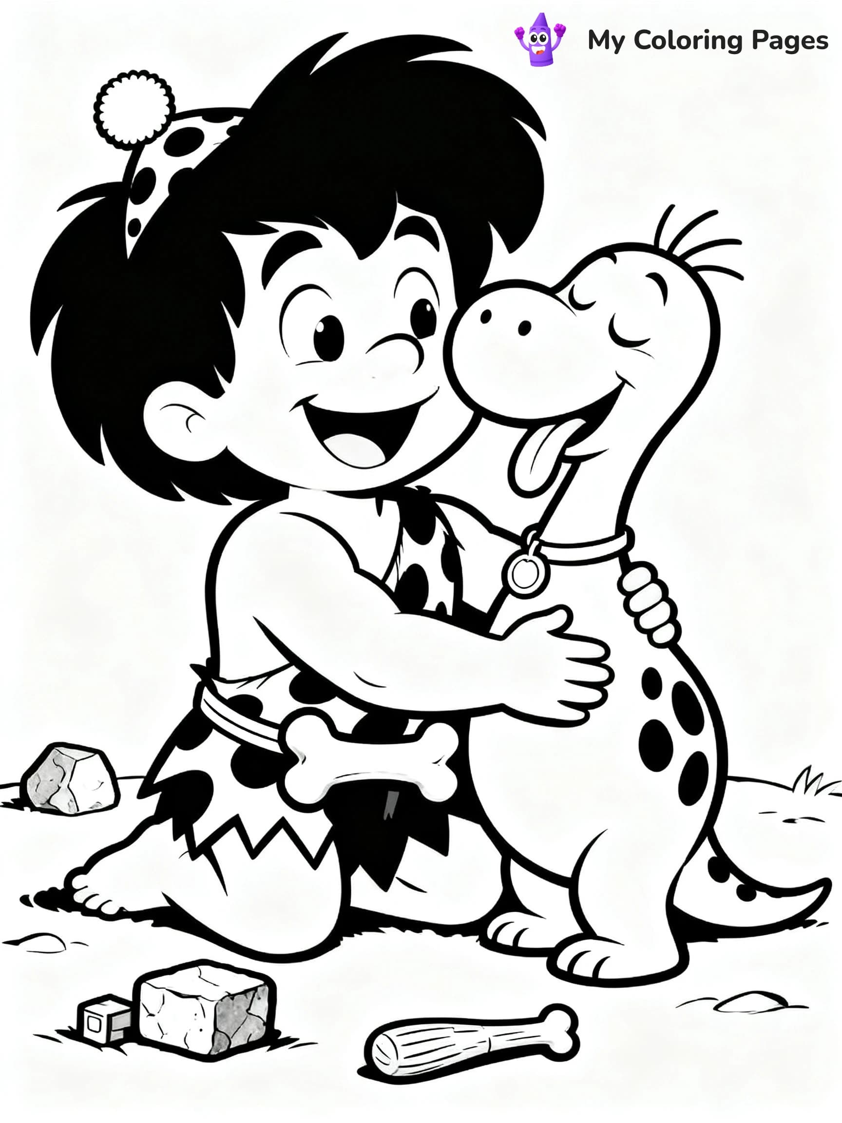Pebbles And Bam Bam Coloring Pages - 3