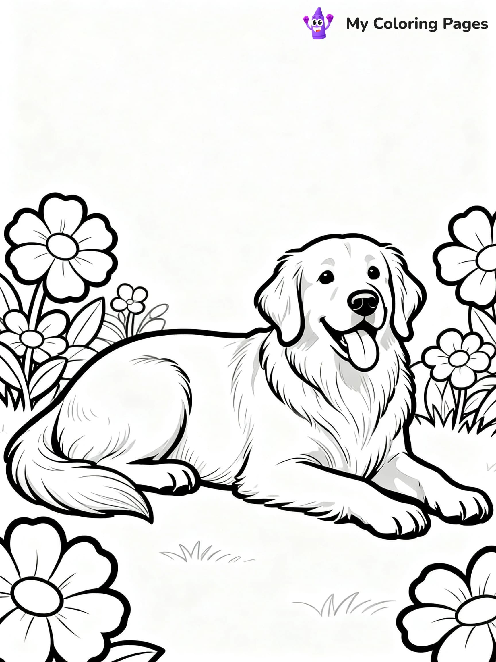 Realistic Golden Retriever Coloring Pages - 21