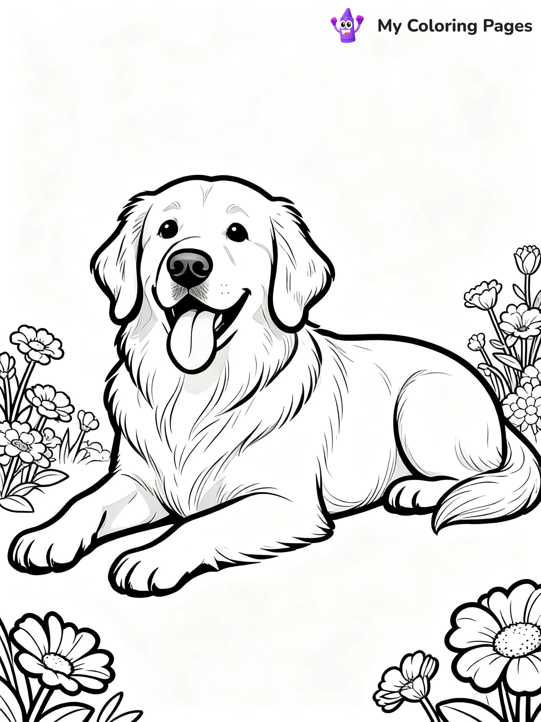 Realistic Golden Retriever Coloring Pages - 19