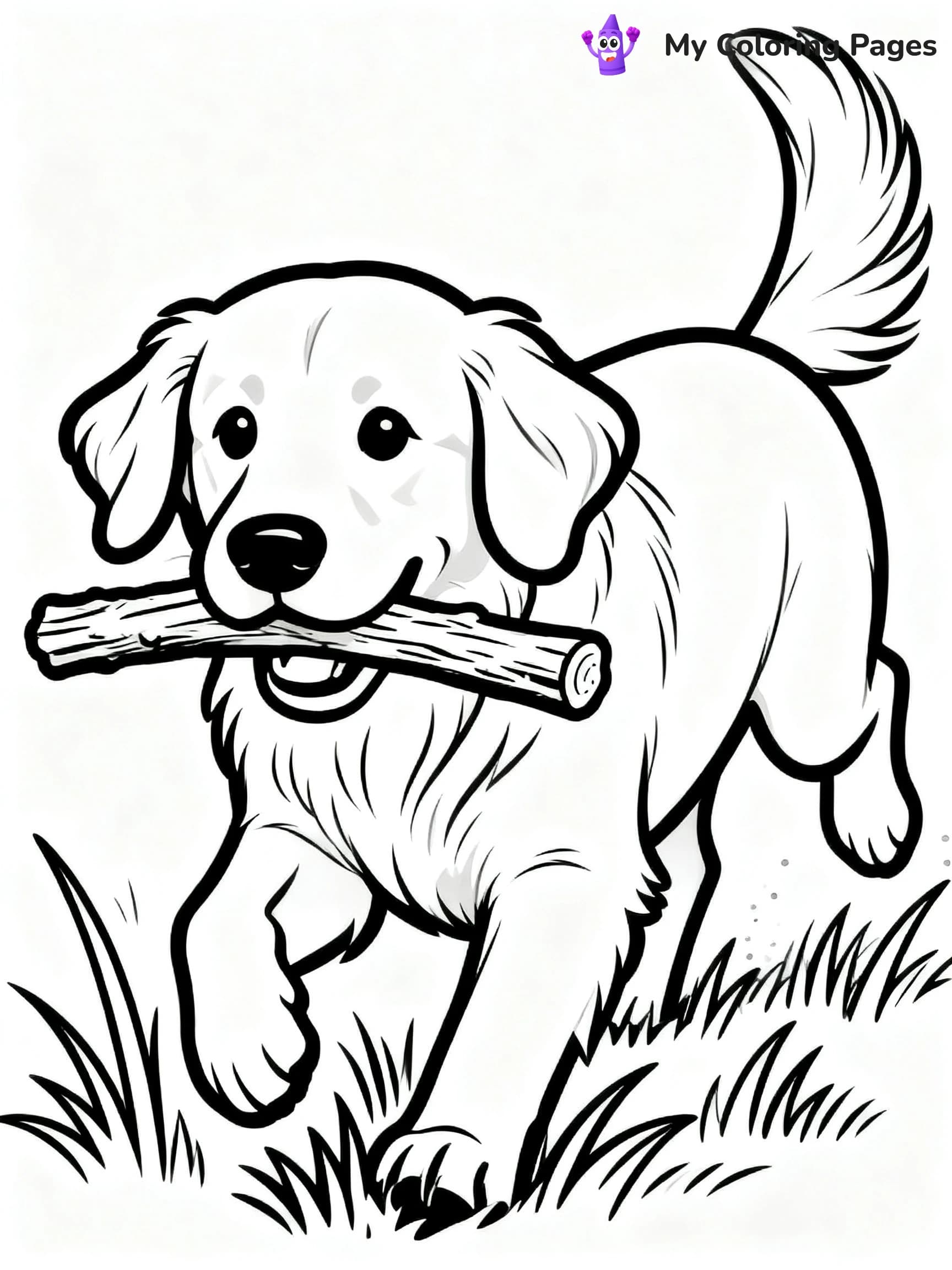 Realistic Golden Retriever Coloring Pages - 17