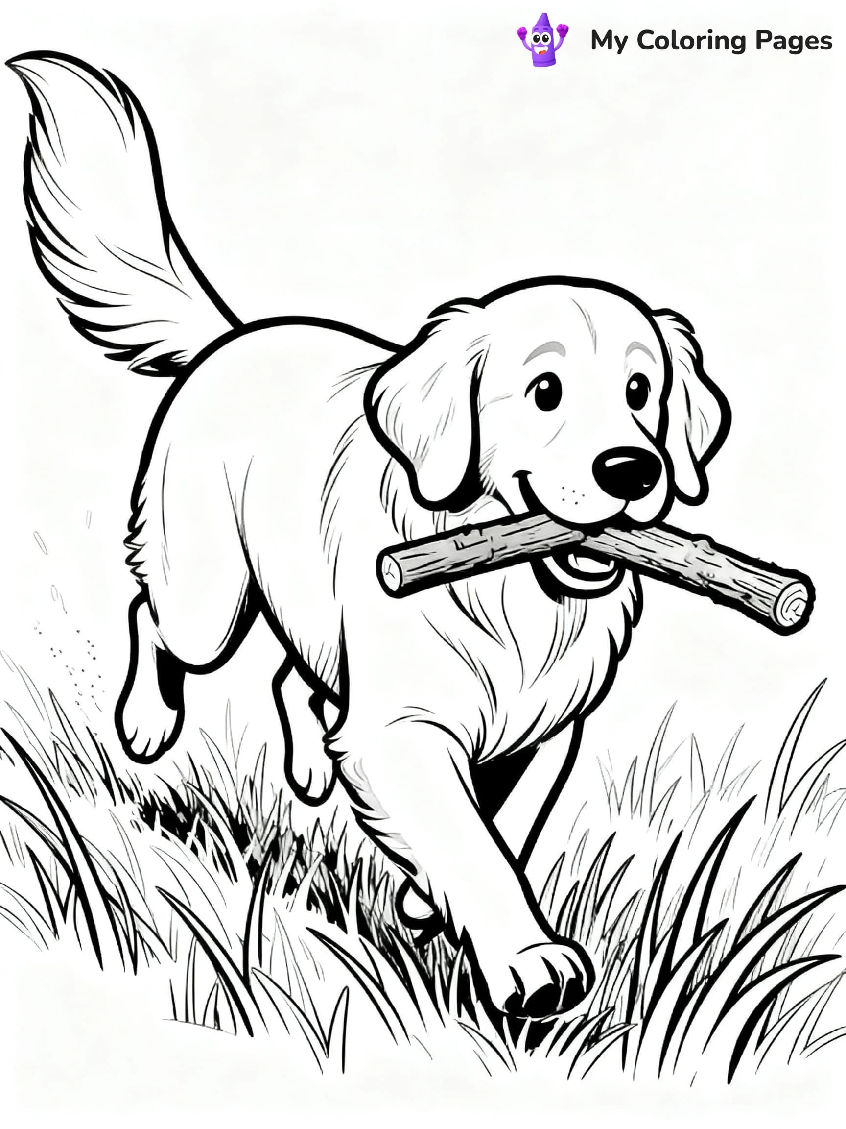 Realistic Golden Retriever Coloring Pages - 15