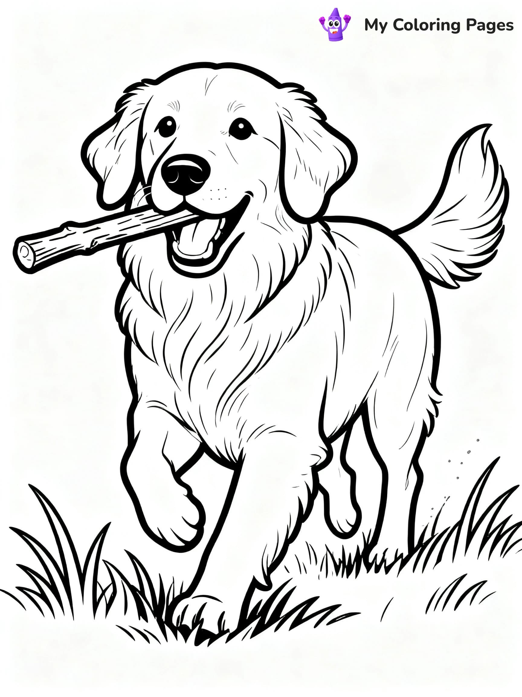 Realistic Golden Retriever Coloring Pages - 14