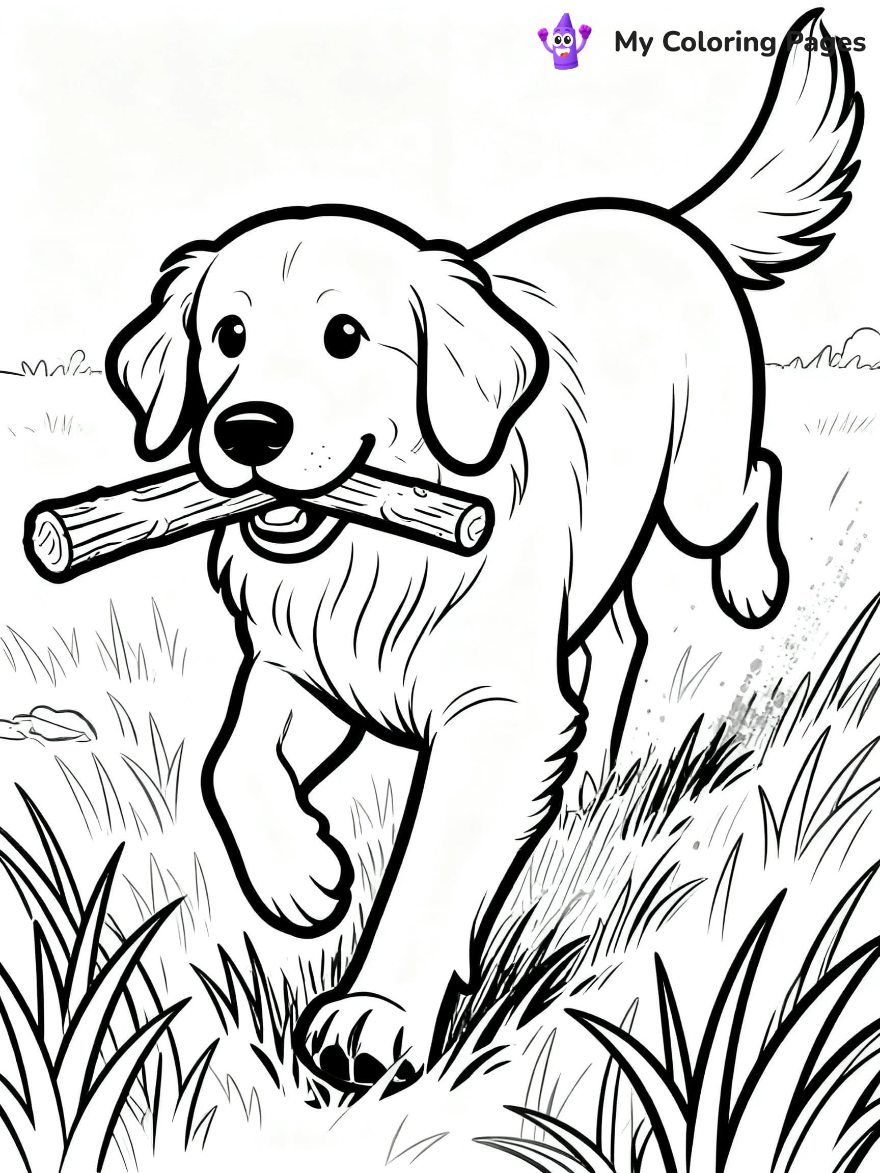 Realistic Golden Retriever Coloring Pages - 13