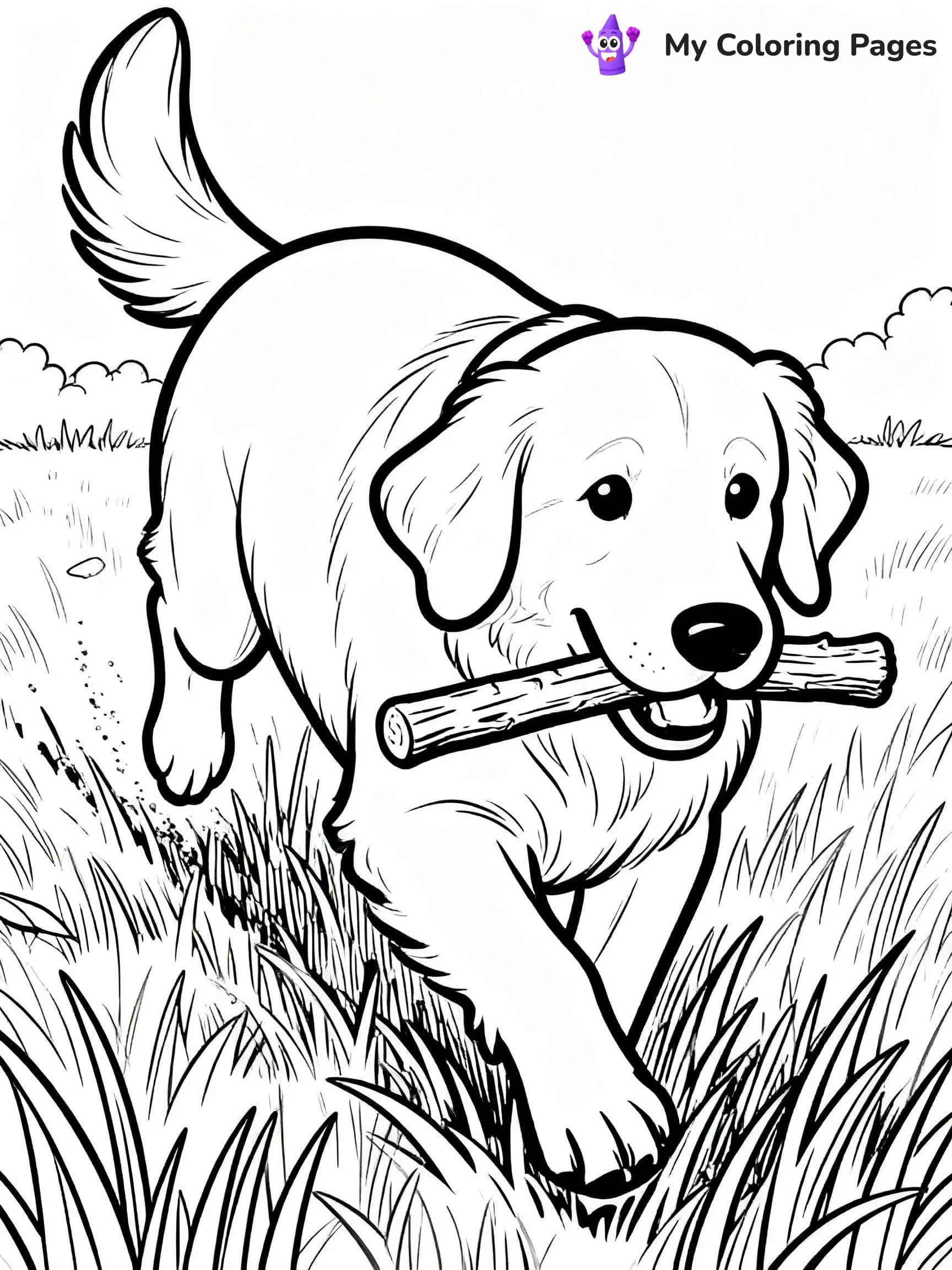 Realistic Golden Retriever Coloring Pages - 12