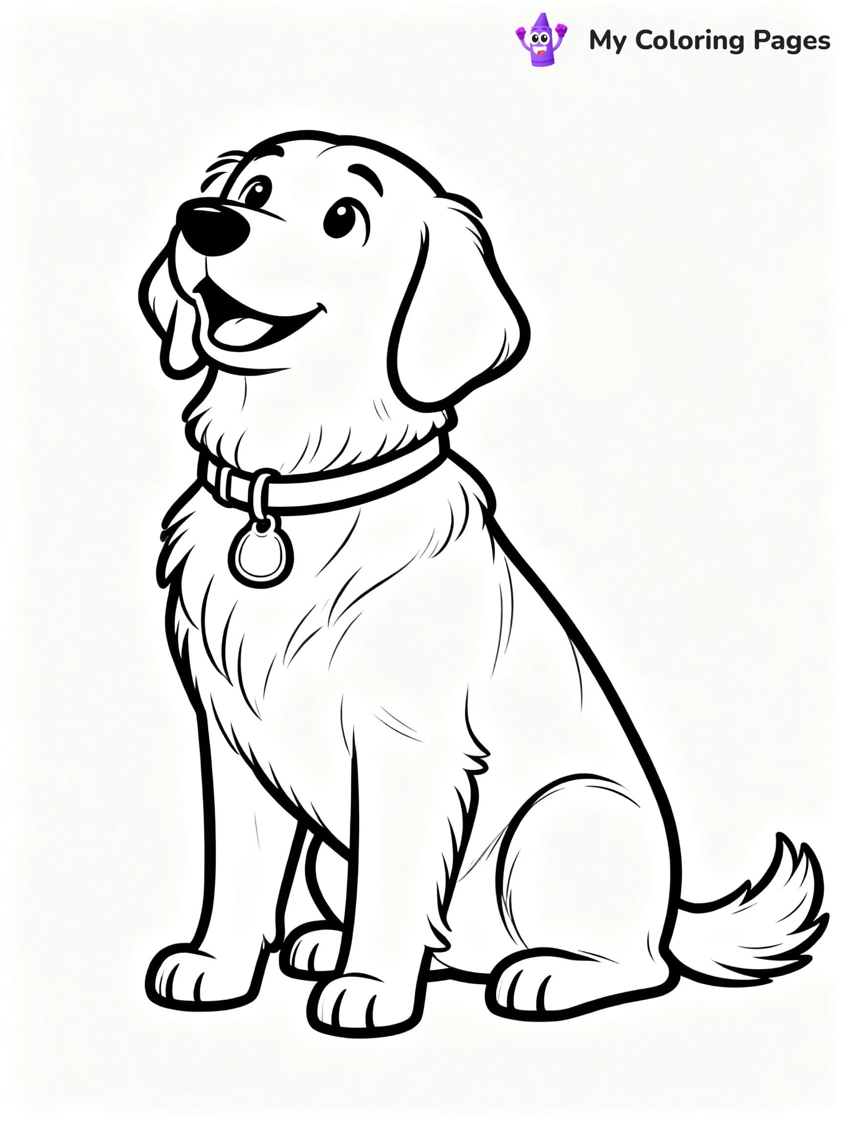 Realistic Golden Retriever Coloring Pages - 11